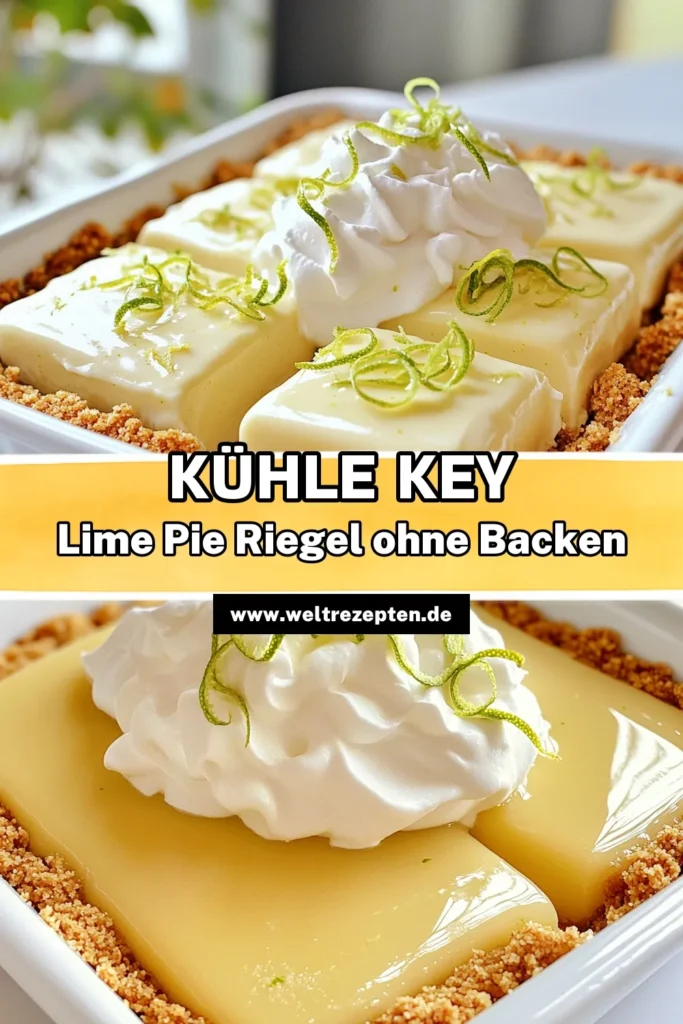Erleben Sie den erfrischenden Geschmack von No-Bake Key Lime Pie Bars! Mit cremiger Füllung, knusprigen Graham-Cracker-Boden und einer leichten, luftigen Konsistenz sind diese Bars das perfekte Dessert für heiße Tage. Folgen Sie unserer einfachen Anleitung und genießen Sie diese köstliche Leckerei, die perfekt zum Teilen ist. Klicken Sie jetzt und entdecken Sie das Rezept für Ihren nächsten Genuss! #KeyLimePie #Dessertideen #NoBakeRecipes #Süßspeisen