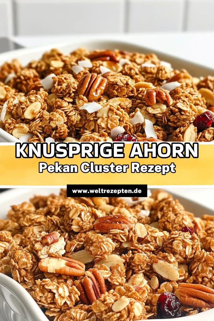 Entdecken Sie das köstliche Rezept für Ahorn-Pekan-Granola-Cluster, das nicht nur schnell zubereitet ist, sondern auch gesund schmeckt! Mit einer Kombination aus Haferflocken, Pekannüssen, Mandeln und aromatischem Ahornsirup zaubern Sie eine perfekte Snack-Option. Klicken Sie jetzt und erfahren Sie, wie Sie diese knusprigen Cluster ganz einfach selbst machen können! #AhornPekanGranola #GesundeSnacks #Müslirezept #EinfacheRezepte
