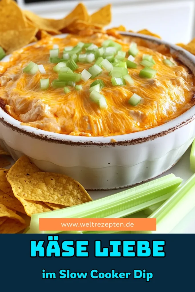 Entdecke das Rezept für Buffalo Bliss Chicken Dip, das jeder lieben wird! Mit zerkleinertem Hähnchen, cremigem Frischkäse und würziger Buffalo-Sauce ist dieser Dip der perfekte Snack für jede Party. In nur 15 Minuten Vorbereitungszeit und 2 Stunden im Slow Cooker zauberst du ein herzhaftes Gericht, das allen Gästen schmeckt. Klicke hier, um das vollständige Rezept zu sehen und lass dich inspirieren! #BuffaloDip #ChickenDip #PartySnacks #Kochrezepte