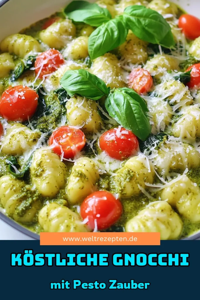 Entdecke die köstliche Welt der cremigen Pesto Gnocchi Pfanne! Mit nur wenigen Zutaten zauberst du ein schnelles, einfaches und dennoch beeindruckendes Gericht, das deine Geschmacksknospen verführt. Ideal für ein schnelles Abendessen oder als besondere Beilage. Lass dich inspirieren und klicke durch für das vollständige Rezept und weitere Tipps! #PestoGnocchi #schnelleRezepte #Vegetarisch #Essenliebe
