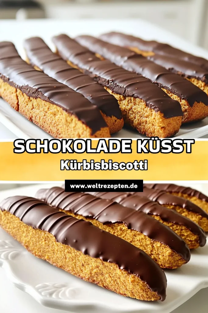 Verwöhnen Sie Ihre Geschmacksknospen mit diesen köstlichen schokoladengetauchten Kürbisgewürz-Biscotti! Diese einfache Rezeptanleitung bietet alle Schritte, um in nur 1 Stunde köstliche, knusprige Biscotti zu zaubern, die perfekt für den Herbst sind. Ideal zum Teilen oder für Ihr eigenes Vergnügen! Klicken Sie durch und entdecken Sie wie einfach es ist, diese Leckereien selbst zu machen. #Biscotti #Kürbisleckerei #Herbstrezepte #BackenLiebe