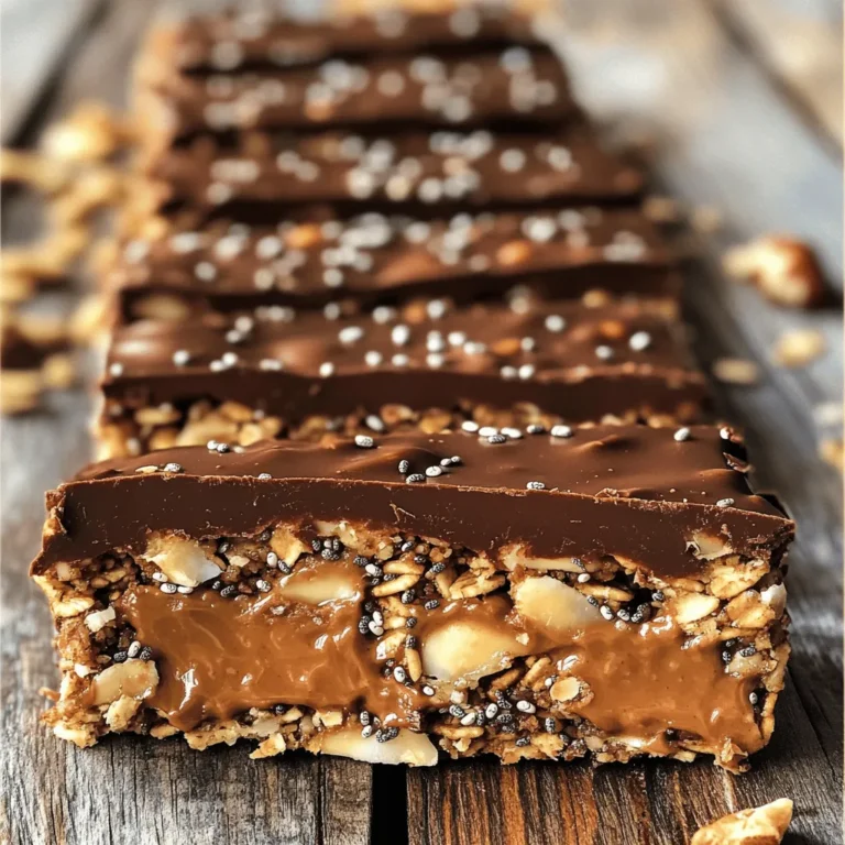 Um diese leckeren Schokoladen-Kokos-Granola-Riegel zu machen, brauchst du einige einfache Zutaten. Hier sind die Hauptbestandteile: - 2 Tassen Haferflocken (gerollt) - 1 Tasse ungesüßte Kokosraspeln - 1 Tasse Mandel- oder Erdnussbutter - 1/2 Tasse Honig oder Ahornsirup - 1/2 Tasse dunkle Schokoladenstückchen - 1/4 Tasse Chiasamen - 1/4 Tasse gehackte Nüsse (Mandeln, Walnüsse oder Pekannüsse) - 1 Teelöffel Vanilleextrakt - Eine Prise Salz Diese Zutaten sind einfach zu finden. Sie bieten viel Geschmack und Nährstoffe. Die Haferflocken geben dir eine gute Basis. Die Kokosraspeln sorgen für einen tropischen Touch. Und die Schokoladenstückchen? Sie machen alles noch besser! Zusätzlich zu den Hauptzutaten kannst du auch andere Zutaten hinzufügen, um deine Riegel zu personalisieren: - Trockenfrüchte wie Cranberries oder Aprikosen - Verschiedene Nüsse wie Cashews oder Pistazien - Proteinpulver für einen extra Nährstoffkick - Zimt oder Kakaopulver für zusätzlichen Geschmack Diese Optionen helfen dir, die Riegel nach deinem Geschmack zu ändern. Sei kreativ und probiere aus, was dir gefällt! Jede Portion dieser Granola-Riegel enthält viele gesunde Nährstoffe. Hier sind die ungefähren Nährwertangaben pro Riegel: - Kalorien: 200 - Fett: 10 g - Kohlenhydrate: 25 g - Eiweiß: 5 g - Zucker: 6 g Diese Nährwerte sind nur Richtwerte. Der tatsächliche Wert kann je nach Zutaten variieren. Die Riegel sind eine gute Snack-Option. Sie bieten dir Energie und halten dich satt. Zuerst nimmst du eine große Rührschüssel. Gib die Haferflocken, die ungesüßten Kokosraspeln, die Chiasamen und die gehackten Nüsse hinein. Vermische alles gründlich. Das ist wichtig, damit die Aromen gut verteilt sind. Achte darauf, dass keine Klumpen entstehen. Jetzt erhitzt du in einem kleinen Topf die Mandel- oder Erdnussbutter. Füge den Honig oder den Ahornsirup hinzu. Rühre ständig bei niedriger Hitze. Du willst eine glatte Mischung. Nimm den Topf vom Herd und füge den Vanilleextrakt und eine Prise Salz hinzu. Rühre weiter, bis alles gut vermischt ist. Gieße die warme Mischung über die trockenen Zutaten in der Rührschüssel. Füge die dunklen Schokoladenstückchen hinzu. Rühre alles gut um, bis die trockenen Zutaten gleichmäßig bedeckt sind. Lege eine Backform mit Backpapier aus. Übertrage die Mischung in die Form und drücke sie fest. Stelle die Form in den Kühlschrank und lasse sie für mindestens 1-2 Stunden fest werden. Wenn sie fest ist, schneide die Riegel in Stücke. Bewahre sie in einem luftdichten Behälter auf. Um deine Granola-Riegel besonders knusprig zu machen, gibt es ein paar einfache Tricks. Erstens, röste die Haferflocken und die Kokosraspeln leicht in einer Pfanne. Das bringt mehr Aroma und macht sie knuspriger. Zweitens, achte darauf, die Mischung gut zusammenzudrücken. Wenn die Riegel fest gepresst sind, halten sie besser zusammen und sind knuspriger. Die Wahl der Zutaten ist entscheidend. Verwende frische und hochwertige Haferflocken. Ungesüßte Kokosraspeln sorgen für einen natürlichen Kokosgeschmack. Nussbutter sollte cremig und ohne Zusatzstoffe sein. Dunkle Schokolade mit einem hohen Kakaoanteil bringt tollen Geschmack. Hochwertige Zutaten geben den Riegeln den besten Geschmack und die beste Textur. Um deine Granola-Riegel frisch zu halten, lagere sie in einem luftdichten Behälter. Der Kühlschrank ist ideal, um die Riegel bis zu zwei Wochen frisch zu halten. Für längere Haltbarkeit kannst du die Riegel auch einfrieren. Wickel sie einzeln in Frischhaltefolie und lege sie in einen Gefrierbehälter. So hast du immer einen schnellen Snack zur Hand! {{image_4}} Du kannst deine Schokoladen-Kokos-Granola-Riegel einfach aufpeppen. Probiere verschiedene Nüsse aus. Mandeln, Walnüsse oder Pekannüsse passen perfekt. Jede Nuss bringt ihren eigenen Geschmack mit. Du kannst auch eine Mischung verschiedener Nüsse verwenden. Das sorgt für mehr Crunch und Abwechslung. Möchtest du eine vegane Version? Ersetze den Honig mit Ahornsirup. Das macht die Riegel pflanzlich. Für glutenfreie Riegel achte darauf, dass deine Haferflocken glutenfrei sind. So kannst du die Riegel ohne Bedenken genießen. Sie sind auch für Menschen mit Glutenunverträglichkeit geeignet. Füge tolle Extras hinzu, um den Nährwert zu steigern. Chiasamen sind eine großartige Wahl. Sie sind reich an Ballaststoffen und Omega-3-Fettsäuren. Du kannst auch Trockenfrüchte wie Cranberries oder Rosinen einmischen. Diese geben eine süße Note und mehr Textur. Für einen Schokoladenschub füge mehr Schokoladenstückchen hinzu. So wird jeder Biss noch besser. Um die Schokoladen-Kokos-Granola-Riegel frisch zu halten, lege sie in einen luftdichten Behälter. Der Kühlschrank ist der beste Ort dafür. So bleiben sie knusprig. Ich empfehle, die Riegel in Stücke zu schneiden, bevor du sie lagerst. Das macht es einfach, schnell einen Snack zu nehmen. Diese Riegel bleiben bis zu zwei Wochen frisch. Achte darauf, dass sie gut verpackt sind. Wenn sie einen seltsamen Geruch haben oder trocken wirken, sind sie möglicherweise nicht mehr gut. Auch eine Veränderung der Farbe kann ein Zeichen für Verderb sein. Es ist gut, regelmäßig nach den Riegeln zu schauen. Wenn du die Riegel länger aufbewahren möchtest, friere sie ein. Wickel jeden Riegel in Frischhaltefolie ein. Lege sie dann in einen gefrierfesten Behälter. So halten sie bis zu drei Monate. Zum Auftauen, lasse sie einfach bei Raumtemperatur stehen. Sie sind schnell wieder bereit zum Genießen. Die Granola-Riegel sind im Kühlschrank bis zu zwei Wochen haltbar. Lagere sie in einem luftdichten Behälter. So bleiben sie frisch und lecker. Wenn du die Riegel länger aufbewahren willst, kannst du sie auch einfrieren. In einem gefrierfesten Behälter halten sie bis zu drei Monate. Ja, du kannst andere Süßungsmittel verwenden. Agavendicksaft, Kokosblütenzucker oder Dattelsirup sind gute Alternativen. Achte darauf, dass die Konsistenz ähnlich bleibt. Jedes Süßungsmittel bringt seinen eigenen Geschmack mit. Experimentiere ruhig, um deine Lieblingskombination zu finden. Aus diesem Rezept bekommst du insgesamt 12 Riegel. Du kannst die Riegel in beliebig große Stücke schneiden. So passt die Portion perfekt zu deinem Hunger. Wenn du mehr brauchst, verdopple einfach die Zutaten! Die Zubereitung von Schokoladen-Kokos-Granola-Riegel ist einfach und macht Spaß. Wir haben die Hauptzutaten, die Zubereitungsschritte und wichtige Tipps behandelt. Auch Variationen und Lagerung haben wir besprochen. Nutze frische Zutaten für den besten Geschmack und lagere die Riegel richtig. Halte die Riegel kühl, damit sie lange frisch bleiben. Diese Riegel sind eine gesunde Snacks. Du kannst sie nach deinem Geschmack anpassen und genießen.