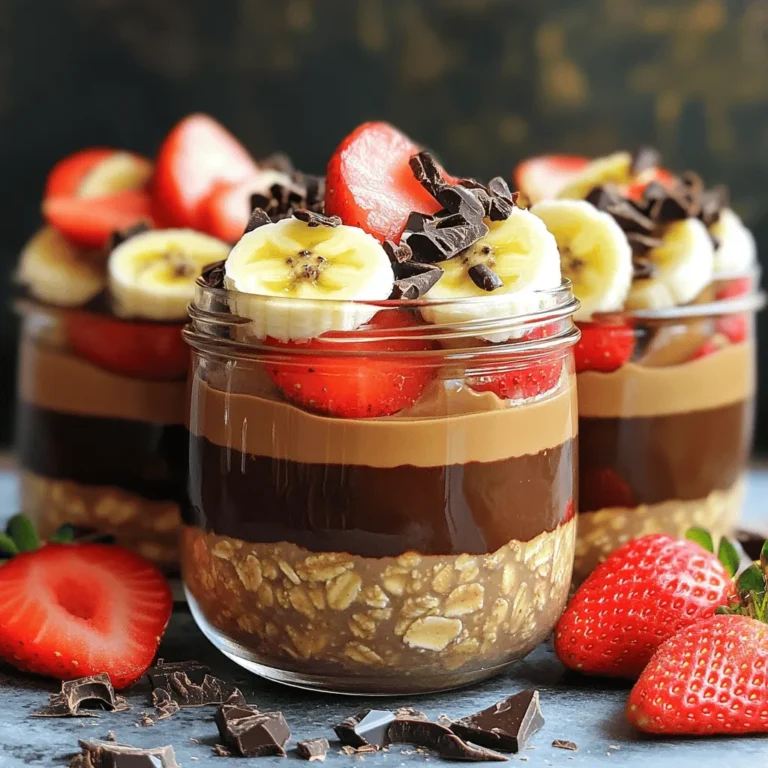 Für dein Schokoladen-Erdnussbutter-Porridge brauchst du einige Hauptzutaten. Diese Zutaten machen das Porridge lecker und nahrhaft. Hier sind die Zutaten, die du benötigst: - 1/2 Tasse Haferflocken - 1 Esslöffel Chiasamen - 1 Tasse Mandelmilch (oder andere Milch nach Wahl) - 2 Esslöffel Kakao-Pulver - 2 Esslöffel Erdnussbutter (cremig oder crunchy) - 1 Esslöffel Ahornsirup (oder Honig) - 1/2 Teelöffel Vanilleextrakt - Eine Prise Salz - Dunkle Schokoladenraspeln oder -stückchen zum Garnieren - In Scheiben geschnittene Bananen oder Erdbeeren zur Dekoration Diese Zutaten sind einfach zu finden. Sie machen dein Porridge cremig und schokoladig. Mandelmilch ist eine gute Wahl. Sie ist leicht und hat einen milden Geschmack. Du kannst aber auch andere Milchsorten verwenden. - Sojamilch ist proteinreich. Sie hilft, den Hunger zu stillen. - Kokosmilch gibt deinem Porridge einen tropischen Geschmack. Sie ist auch cremig. - Hafermilch ist süßlich und sehr gut für die Umwelt. Jede Milch hat ihren eigenen Geschmack. Probiere verschiedene Sorten aus und finde deine Lieblingsmilch. Für die Süße kannst du Ahornsirup oder Honig verwenden. Beide sind großartige Optionen. Ahornsirup gibt einen besonderen, reichen Geschmack. Honig hingegen hat eine natürliche Süße und viele gesundheitliche Vorteile. - Ahornsirup ist vegan und hat viele Mineralien. - Honig hat Antioxidantien und kann gut für die Gesundheit sein. Du kannst die Menge nach deinem Geschmack anpassen. Fange mit einem Esslöffel an und probiere es. So findest du die perfekte Süße für dein Porridge. Beginne mit einer mittelgroßen Schüssel. Mische 1/2 Tasse Haferflocken und 1 Esslöffel Chiasamen. Diese Mischung sorgt für eine tolle Textur. Chiasamen fügen Ballaststoffe und Omega-3-Fettsäuren hinzu. Es ist eine gesunde Wahl für dein Frühstück. In einer separaten Schüssel nimm 1 Tasse Mandelmilch. Füge 2 Esslöffel Kakao-Pulver, 2 Esslöffel Erdnussbutter, 1 Esslöffel Ahornsirup und 1/2 Teelöffel Vanilleextrakt hinzu. Eine Prise Salz ist wichtig für den Geschmack. Rühre alles gut um, bis die Mischung glatt ist. Gieße die Schokoladenmischung langsam in die Schüssel mit Haferflocken. Rühre gründlich um. Teile die Mischung auf zwei Gläser oder Behälter auf. Verschließe die Gläser und stelle sie über Nacht in den Kühlschrank. So nehmen die Haferflocken die Flüssigkeit auf. Vor dem Servieren rühre das Porridge gut um. Bei Bedarf füge etwas Mandelmilch hinzu. Garniere das Porridge mit dunklen Schokoladenraspeln und frischen Früchten. Um leckere Overnight Oats zu machen, gibt es einige Fehler, die du vermeiden solltest. Mische die trockenen Zutaten gut. So verteilst du die Chiasamen und Haferflocken gleichmäßig. Achte darauf, dass die Flüssigkeit vollständig eingezogen wird. Wenn die Oats zu wenig Flüssigkeit haben, werden sie trocken. Rühre die Mischung vor dem Kühlen gut um, damit sich die Aromen verbinden. Overnight Oats sind perfekt für Meal Prep. Du kannst sie bis zu fünf Tage im Kühlschrank aufbewahren. Stelle sicher, dass du sie in luftdichten Behältern lagerst. So bleiben sie frisch und lecker. Wenn du sie länger aufbewahren möchtest, kannst du sie auch einfrieren. In diesem Fall sind sie bis zu drei Monate haltbar. Die Wahl der Zutaten macht einen großen Unterschied im Geschmack. Nutze frische Erdnussbutter, ohne Zuckerzusatz. Hochwertiges Kakao-Pulver gibt dem Porridge einen tollen Schokoladengeschmack. Mandeldrink ist eine gute Wahl, da er leicht und nussig schmeckt. Verwende frische Früchte, um zusätzliche Aromen und Nährstoffe hinzuzufügen. {{image_4}} Um dein Schokoladen-Erdnussbutter-Porridge noch besser zu machen, füge Nüsse und Früchte hinzu. Walnüsse oder Mandeln bringen einen knusprigen Biss. Diese Nüsse sind auch gut für deine Gesundheit. Bananen oder Erdbeeren passen perfekt zur Schokolade. Schneide sie in Scheiben und lege sie oben drauf. So sieht dein Porridge noch schöner aus. Wenn du mehr Protein willst, kannst du pflanzliche oder tierische Quellen nutzen. Füge einen Löffel Erdnussprotein oder Sojaprotein hinzu. Diese bringen zusätzlichen Geschmack und Nährstoffe. Du kannst auch griechischen Joghurt verwenden. Das macht dein Porridge cremiger und sättigender. So startest du stark in den Tag. Experimentiere mit verschiedenen Geschmäckern. Vanilleextrakt kann die Süße verstärken. Ein Hauch von Kokosnuss gibt dem Porridge einen tropischen Twist. Du kannst auch andere Aromen ausprobieren. Zimt oder Muskatnuss bringen Wärme. Denke daran, dass die Mischung immer gut zu den anderen Zutaten passen sollte. Um deinen Schokoladen-Erdnussbutter-Porridge frisch zu halten, lagere ihn in einem luftdichten Behälter. Stelle sicher, dass der Behälter gut verschlossen ist. Kühle ihn sofort nach der Zubereitung. So bleiben die Aromen intensiv und die Konsistenz ideal. Die Overnight Oats halten sich im Kühlschrank bis zu fünf Tage. Achte darauf, dass du sie vor dem Verzehr gut umrührst. Manchmal kann die Mischung dicker werden. Füge einfach etwas Mandeldrink hinzu, um die gewünschte Konsistenz zu erreichen. Wenn du mehr Porridge zubereitest, kannst du es auch einfrieren. Portioniere die Mischung in kleinen Behältern. So bleibt der Geschmack frisch. Zum Auftauen nimm die Behälter aus dem Gefrierfach und lasse sie über Nacht im Kühlschrank auftauen. Erwärme den Porridge dann in der Mikrowelle oder auf dem Herd und genieße ihn! Die Overnight Oats sollten mindestens 4 Stunden im Kühlschrank stehen. Am besten lassen Sie sie über Nacht kühlen. So haben die Haferflocken genug Zeit, die Flüssigkeit aufzunehmen und weich zu werden. Wenn Sie sie länger lassen, wird der Geschmack noch besser. Ja, Sie können die Oats mit Wasser zubereiten. Allerdings empfehle ich Mandelmilch oder andere Milchsorten. Milch macht das Porridge cremiger und geschmackvoller. Wasser hat nicht den gleichen Geschmack, aber es funktioniert in Notfällen. Für Toppings sind dunkle Schokoladenraspeln ideal. Sie ergänzen den Schokoladengeschmack perfekt. Sie können auch in Scheiben geschnittene Bananen oder Erdbeeren verwenden. Nüsse wie Mandeln oder Walnüsse geben einen schönen Crunch. Frische Minze bringt eine besondere Note. Schokoladen-Erdnussbutter-Porridge ist einfach und lecker. Wir haben die besten Zutaten besprochen, von Haferflocken bis zu Alternativen für Milch. Die Schritt-für-Schritt-Anleitung hilft dir, perfekt zubereitete Overnight Oats zu machen. Mit Tipps und Tricks wirst du Fehler vermeiden und deine Oats optimal lagern. Vergiss nicht, die Variationen auszuprobieren, um neue Geschmäcker zu entdecken. Egal, ob du es süß magst oder nach Protein suchst, schaffe dein eigenes Porridge. Genieße die Vielseitigkeit und die gesunden Vorteile!