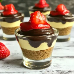 Für die leckeren No-Bake Cheesecake Cups benötigst du: - 1 Tasse Graham-Cracker-Brösel - 4 Esslöffel ungesalzene Butter, geschmolzen - 225 g Frischkäse, weich - 240 ml Schlagsahne - 60 g Puderzucker - 1 Teelöffel Vanilleextrakt - 1 Tasse frische Erdbeeren, entstielt und in Scheiben geschnitten - 85 g Zartbitterschokoladenstückchen - 1 Esslöffel Kokosöl (für die Schokoladenbeschichtung) - Zusätzliche Erdbeeren zur Dekoration Diese Zutaten sorgen für einen perfekten Geschmack und eine tolle Textur. Die Kombination von frischer Erdbeere und cremigem Käsekuchen ist einfach unwiderstehlich. Du brauchst einige Küchenwerkzeuge, um die Cheesecake Cups zu machen. Hier sind die wichtigsten: - Eine große Schüssel zum Mischen - Eine kleine Schüssel für die Schokolade - Einen Handmixer oder Schneebesen - Messbecher und Löffel - Servierbecher oder Gläser - Mikrowelle oder Topf für die Schokolade Diese Werkzeuge helfen dir, die Schritte einfach und strukturiert durchzuführen. Wenn du einige Zutaten nicht hast, gibt es tolle Alternativen: - Graham-Cracker-Brösel: Verwende zerbröselte Kekse oder Haferkekse. - Frischkäse: Ricotta oder Quark sind gute Alternativen. - Schlagsahne: Du kannst auch Kokoscreme verwenden, wenn du vegan kochen möchtest. Diese Alternativen geben dir Flexibilität und helfen, den Cheesecake nach deinem Geschmack anzupassen. Zuerst mische die Graham-Cracker-Brösel mit geschmolzener Butter. Du solltest eine Mischung haben, die wie nasser Sand aussieht. Nimm eine Schüssel für diese Aufgabe. Das gibt dem Boden den perfekten Crunch. Fülle jeden Becher mit etwa 2 Esslöffeln der Mischung. Drücke sie fest, damit sie stabil bleibt. Als Nächstes bereite die Käsekuchenfüllung vor. Nimm eine Rührschüssel und rühre den weichen Frischkäse glatt. Das sorgt für eine schöne Basis. Füge dann nach und nach den Puderzucker und Vanilleextrakt hinzu. Rühre alles gut durch, bis die Mischung cremig ist. In einer anderen Schüssel schlage die Sahne steif. Das gibt der Füllung eine luftige Textur. Hebe die Sahne vorsichtig unter die Frischkäsemasse. Achte darauf, dass alles gleichmäßig vermischt ist. Jetzt wird es spannend! Verteile die Käsekuchenfüllung gleichmäßig auf die Graham-Cracker-Böden in jedem Becher. Fülle sie etwa zu drei Vierteln. Dann lege eine Schicht der geschnittenen Erdbeeren oben drauf. Das gibt eine frische Note. Schmelze nun die Zartbitterschokolade mit Kokosöl in der Mikrowelle. Erhitze sie in 30-Sekunden-Intervallen, bis sie glatt ist. Träufle die geschmolzene Schokolade über die Erdbeeren. So wird es besonders schick. Lass die Becher dann mindestens 2 Stunden im Kühlschrank kühlen, bis sie fest sind. Garniere sie vor dem Servieren mit zusätzlichen Erdbeeren. Um die beste Käsekuchenfüllung zu machen, beginne mit weichem Frischkäse. Das macht das Rühren leicht. Du solltest den Puderzucker und den Vanilleextrakt langsam hinzufügen. So vermischt sich alles gut. Schlage die Sahne steif, bis sie feste Spitzen hat. Hebe die Sahne vorsichtig unter die Frischkäsemasse. So bleibt die Füllung luftig und leicht. Überfülle die Becher nicht. Lass Platz für Erdbeeren und Schokolade. Die Präsentation macht viel aus. Verwende klare Becher oder Gläser. So können die Schichten gut gesehen werden. Beginne mit dem Graham-Cracker-Boden. Füge dann die Käsekuchenfüllung hinzu, gefolgt von Erdbeeren. Träufle die geschmolzene Schokolade oben drauf. Garniere die Becher mit frischen Erdbeeren. Das sieht toll aus und schmeckt noch besser. Denke daran, die Becher kühl zu halten, bis du sie servierst. Ein häufiger Fehler ist, die Sahne zu lange zu schlagen. Das macht sie butterig und schwer. Ein weiterer Fehler ist, die Füllung zu warm zu lassen. Sie sollte kühl sein, bevor du sie in die Becher gibst. Achte darauf, die Schokolade nicht zu überhitzen. Sie sollte glatt sein, aber nicht brennen. Und vergiss nicht, die Becher mindestens zwei Stunden zu kühlen. So wird alles fest und lecker. {{image_4}} Du kannst verschiedene Schokoladensorten für deine Cheesecake Cups verwenden. Zartbitter ist ein Klassiker, aber probiere auch Milchschokolade oder weiße Schokolade. Jede Schokolade bringt ihren eigenen Geschmack. Möchtest du etwas mehr Vielfalt? Füge aromatisierte Schokoladenstückchen hinzu, wie z.B. Minze oder Haselnuss. Diese kleinen Änderungen machen viel aus. Erdbeeren sind super, doch du kannst auch andere Früchte nutzen. Himbeeren, Blaubeeren oder sogar Bananen passen gut. Für einen besonderen Kick füge gewürfelte Mango oder Kiwi hinzu. Du kannst die Becher auch mit Nüssen oder Keksstückchen toppen. So erhältst du einen knusprigen Kontrast zur Cremigkeit. Wenn du glutenfrei leben möchtest, gibt es viele Alternativen. Verwende glutenfreie Kekse anstelle von Graham-Crackern. Du findest viele Sorten im Supermarkt. Achte darauf, dass auch die Schokolade glutenfrei ist. So kannst du dein Dessert genießen, ohne auf den Geschmack zu verzichten. Es ist wichtig, die Cheesecake Cups richtig zu kühlen. Bewahre sie in einem luftdichten Behälter auf. So bleiben sie frisch und lecker. Du kannst die Becher auch abdecken, wenn du keinen Behälter hast. Halte sie immer im Kühlschrank. Die No-Bake Cheesecake Cups halten sich etwa 3 bis 5 Tage im Kühlschrank. Achte darauf, sie rechtzeitig zu genießen. Wenn die Becher anfangen, wässrig zu werden oder die Erdbeeren matschig sind, ist es Zeit, sie zu entsorgen. Falls du Reste hast, sei kreativ! Du kannst die Füllung in Joghurt mischen oder auf Pancakes geben. Auch als Füllung für einen Kuchen sind die Reste lecker. So verschwendest du nichts und genießt jeden Bissen. Die No-Bake Cheesecake Cups halten sich im Kühlschrank etwa 3 bis 4 Tage. Lagere sie in einem luftdichten Behälter. So bleiben sie frisch und lecker. Achte darauf, sie gut abzudecken, damit sie nicht austrocknen. Ja, du kannst die Schokolade ersetzen. Nutze weiße Schokolade oder Milchschokolade für einen anderen Geschmack. Du kannst auch einen Schokoladenaufstrich verwenden, wenn du es einfacher magst. Denk daran, dass sich der Geschmack ändert, aber die Cups bleiben köstlich. Diese Cheesecake Cups sind perfekt für besondere Anlässe. Sie sehen toll aus und schmecken himmlisch. Du kannst sie für Geburtstagsfeiern, Hochzeiten oder einfach für einen entspannten Abend machen. Sie sind einfach zuzubereiten und beeindrucken Gäste mit ihrem Aussehen und Geschmack. Die Cheesecake Cups bieten eine tolle Kombination aus Geschmack und einfacher Zubereitung. Wir haben die Hauptzutaten und Alternativen besprochen. Außerdem haben wir eine Schritt-für-Schritt-Anleitung gegeben, um perfekte Becher herzustellen. Tipps helfen, häufige Fehler zu vermeiden und die Füllung zu verfeinern. Denke auch an die Variationen für mehr Kreativität. Zum Schluss sind die Aufbewahrung und Haltbarkeit wichtig. Probiere die leckeren Cheesecake Cups aus und genieße sie. Sie sind ideal für jeden Anlass.