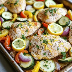 Für unser Zitronen-Pfeffer-Hühnchen-Gemüse-Blechgericht brauchst du: - 4 Hähnchenbrustfilets, entbeint und ohne Haut - 2 große Zucchini, in Halbmonde geschnitten - 1 rote Paprika, in Streifen geschnitten - 1 gelbe Paprika, in Streifen geschnitten - 1 rote Zwiebel, in Wedges geschnitten - 4 Knoblauchzehen, fein gehackt Diese Zutaten geben deinem Gericht eine tolle Farbe und Textur. Die Hähnchenbrust ist zart und nimmt die Aromen gut auf. Zucchini und Paprika bringen Frische und Süße. Für die Marinade benötigst du: - 60 ml Olivenöl - 30 ml Zitronensaft - 2 Teelöffel Zitronenschale - 2 Teelöffel frisch gemahlener schwarzer Pfeffer - 1 Teelöffel Knoblauchpulver - 1 Teelöffel Salz Diese Mischung macht das Hähnchen saftig und voller Geschmack. Zitronensaft und Zitronenschale geben einen frischen Kick. Der Pfeffer sorgt für die nötige Würze. Wenn du frisches Gemüse wählst, achte auf: - Leuchtende Farben - Feste Textur - Keine braunen Flecken Wähle Zucchini, die glatt und fest ist. Paprika sollte prall und knackig sein. Frische Zwiebeln haben eine starke, angenehme Duftnote. Dieses Gemüse sorgt für den besten Geschmack in deinem Gericht. Zuerst heize deinen Ofen auf 200°C vor. Das hilft, das Hähnchen und das Gemüse gleichmäßig zu garen. In einer kleinen Schüssel mische 60 ml Olivenöl, 30 ml Zitronensaft, 2 Teelöffel Zitronenschale, 2 Teelöffel frisch gemahlenen schwarzen Pfeffer, 1 Teelöffel Knoblauchpulver und 1 Teelöffel Salz. Diese Marinade gibt deinem Gericht den tollen Zitronen-Pfeffer-Geschmack. Lege die 4 Hähnchenbrustfilets auf ein großes Blech. Benutze die Hälfte der Marinade und pinsel sie gleichmäßig auf die Hähnchen. Dies sorgt dafür, dass das Hähnchen saftig und würzig wird. Nimm eine große Schüssel und füge 2 große Zucchini, 1 rote Paprika, 1 gelbe Paprika und 1 rote Zwiebel hinzu. Schneide das Gemüse in gleichmäßige Stücke. Füge 4 fein gehackte Knoblauchzehen und die restliche Marinade hinzu. Mische alles gut, damit das Gemüse gleichmäßig mit der Marinade überzogen ist. Verteile die Gemüse-Mischung um das Hähnchen auf dem Blech. Achte darauf, dass alles in einer einzelnen Schicht liegt. Backe das Ganze 25 bis 30 Minuten. Das Hähnchen sollte eine innere Temperatur von 75°C erreichen. Lass das Gericht nach dem Backen 5 Minuten ruhen, bevor du das Hähnchen in Scheiben schneidest. Garniere das fertige Gericht mit frischer, gehackter Petersilie. Um das Hähnchen perfekt zu machen, achte auf die Marinade. Vermische Olivenöl, Zitronensaft, Zitronenschale, Pfeffer, Knoblauchpulver und Salz gut. Lass das Hähnchen mindestens 15 Minuten marinieren. So zieht der Geschmack richtig ein. Wenn du mehr Zeit hast, mariniere es über Nacht im Kühlschrank. Das gibt noch mehr Aroma. Das Gemüse muss leicht knackig bleiben. Schneide die Zucchini und Paprika in gleich große Stücke. So garen sie gleichmäßig. Verteile das Gemüse um das Hähnchen auf dem Blech. Achte darauf, dass alles in einer Schicht liegt. So kann die Hitze gut zirkulieren. Backe das Ganze 25 bis 30 Minuten bei 200°C. Das Gemüse sollte zart, aber nicht matschig sein. Präsentiere das Gericht direkt vom Blech. Das sieht rustikal und einladend aus. Garniere die Speise mit frischer Petersilie und Zitronenscheiben. Das bringt Farbe und Frische. Du kannst auch ein paar Zitronenspalten neben das Hähnchen legen. So wirkt es noch appetitlicher. {{image_4}} Wenn du kein Hähnchen magst, gibt es viele Optionen. Du kannst Putenbrust verwenden. Sie hat einen ähnlichen Geschmack und ist leicht. Auch Lachs passt gut. Der Fisch nimmt den Zitronengeschmack schön auf. Veganer können Tofu oder Tempeh probieren. Diese sind proteinreich und saugen die Marinade gut auf. Das Rezept ist flexibel bei Gemüse. Du kannst Karotten oder Brokkoli hinzufügen. Diese geben dem Gericht eine schöne Farbe. Auch grüne Bohnen sind eine gute Wahl. Sie sind knackig und gesund. Probiere auch Süßkartoffeln für eine süßere Note. Mische verschiedene Gemüsesorten für mehr Vielfalt und Geschmack. Die Gewürze machen das Gericht besonders. Du kannst mehr Zitronenschale hinzufügen, wenn du es frischer magst. Für etwas Schärfe, füge rote Paprikaflocken hinzu. Wenn du es herzhaft magst, probiere italienische Kräuter wie Oregano oder Thymian. Diese passen gut zu den anderen Aromen. Experimentiere, um deinen perfekten Geschmack zu finden. Um die Reste des Zitronen-Pfeffer-Hühnchen-Gemüse-Blechgerichts zu lagern, lasse es zuerst abkühlen. Lege das Gericht in einen luftdichten Behälter. Du kannst eine große Schüssel oder eine Aufbewahrungsbox nutzen. Stelle sicher, dass kein Dampf im Behälter bleibt. So bleibt das Essen frisch. Wenn du das Gericht aufwärmen möchtest, benutze deinen Ofen oder die Mikrowelle. Für den Ofen, heize ihn auf 180°C vor. Lege das Gericht auf ein Blech und decke es mit Aluminiumfolie ab. So trocknet das Hühnchen nicht aus. Backe es etwa 15 bis 20 Minuten lang, bis es heiß ist. In der Mikrowelle, erwärme es in kurzen Intervallen. Rühre nach jeder Minute um, damit es gleichmäßig warm wird. Das Zitronen-Pfeffer-Hühnchen-Gemüse-Blechgericht hält sich im Kühlschrank etwa 3 bis 4 Tage. Achte darauf, es richtig zu lagern. Wenn du es länger aufbewahren möchtest, friere es ein. Es bleibt bis zu 3 Monate frisch im Gefrierfach. Verwende gefrierfeste Behälter oder Beutel, um Platz zu sparen und Gefrierbrand zu vermeiden. Das Hähnchen sollte 25 bis 30 Minuten im Ofen sein. Die ideale Temperatur im Inneren sollte 75°C erreichen. So wird das Hähnchen zart und saftig. Achte darauf, dass das Gemüse auch weich ist. Du kannst es leicht mit einer Gabel testen. Ja, du kannst gefrorenes Gemüse verwenden. Es ist eine schnelle Lösung, wenn du keinen frischen Vorrat hast. Achte darauf, das gefrorene Gemüse vorher leicht anzutauen. So wird es gleichmäßiger gar. Die Garzeit kann sich leicht verlängern. Prüfe das Gemüse, bis es weich ist. Zu Zitronen-Pfeffer-Hühnchen passen viele Beilagen. Eine frische grüne Salat macht das Gericht leicht. Auch Reis oder Quinoa sind tolle Optionen. Diese Beilagen ergänzen die Aromen gut. Du kannst auch Kartoffeln oder Brot servieren. Sie nehmen die köstliche Marinade auf. In diesem Blogbeitrag haben wir das Rezept für Zitronen-Pfeffer-Hühnchen behandelt. Wir sprachen über die Zutaten, die Schritte zur Zubereitung und nützliche Tipps. Du weißt jetzt, wie du frisches Gemüse auswählst und das Hähnchen perfekt zubereitest. Denke daran, deine Reste richtig zu lagern. Pflege deine Kreativität, indem du die Variationen ausprobierst. Mit diesen Tipps wird dein Gericht immer ein Erfolg! Mach das Hähnchen zu deinem Lieblingsgericht und genieße es in vollen Zügen.