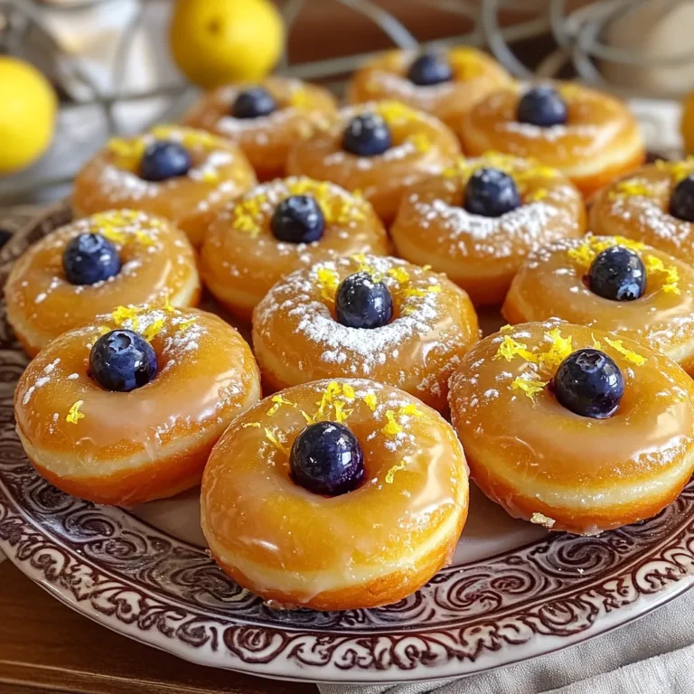 Für diese köstlichen Donuts benötigen Sie einige einfache Hauptzutaten: - 250 g Weizenmehl - 100 g Zucker - 1/2 Teelöffel Backpulver - 1/2 Teelöffel Natron - 1/4 Teelöffel Salz - 1/2 Teelöffel gemahlener Zimt - 1 großes Ei - 60 ml Buttermilch - 60 ml Pflanzenöl - 1 Teelöffel Vanilleextrakt - Schale von 1 Zitrone - 1 Esslöffel frischer Zitronensaft - 175 g frische Heidelbeeren (plus extra zum Garnieren) Diese Zutaten sorgen für den perfekten Geschmack und die weiche Textur der Donuts. Die Gewürze und Aromen sind wichtig für den besonderen Geschmack der Donuts. - Zimt: Er bringt eine warme Note. - Zitronenschale und Zitronensaft: Sie sorgen für Frische und einen leichten Kick. - Vanilleextrakt: Er fügt Tiefe und Süße hinzu. Diese Kombination macht die Donuts besonders lecker und aromatisch. Für die Zitronenglasur brauchen Sie: - 125 g Puderzucker - 2 Esslöffel Zitronensaft Diese Glasur ist einfach und gibt den Donuts einen süßen, saftigen Glanz. Sie ist der perfekte Abschluss für Ihre Donuts. Heizen Sie den Ofen auf 175 °C vor. Nehmen Sie eine Donut-Form und fetten Sie sie leicht ein. Sie können Kochspray oder Öl verwenden. Dies verhindert, dass die Donuts kleben bleiben. Eine gut vorbereitete Form sorgt für perfekt gebackene Donuts. In einer großen Schüssel geben Sie 250 g Weizenmehl, 100 g Zucker, 1/2 Teelöffel Backpulver, 1/2 Teelöffel Natron, 1/4 Teelöffel Salz und 1/2 Teelöffel gemahlener Zimt. Mischen Sie alles gut mit einem Schneebesen. Diese Mischung bildet die Basis für den Teig. Achten Sie darauf, dass keine Klumpen entstehen. In einer separaten Schüssel schlagen Sie 1 großes Ei. Fügen Sie 60 ml Buttermilch, 60 ml Pflanzenöl, 1 Teelöffel Vanilleextrakt, die Schale von 1 Zitrone und 1 Esslöffel frischen Zitronensaft hinzu. Rühren Sie alles gut um, bis die Mischung glatt ist. Diese feuchten Zutaten sorgen für den Geschmack und die Saftigkeit der Donuts. Gießen Sie die feuchten Zutaten in die Schüssel mit den trockenen Zutaten. Rühren Sie vorsichtig, bis alles gerade so vermischt ist. Achten Sie darauf, nicht zu lange zu rühren. Fügen Sie 175 g frische Heidelbeeren hinzu und falten Sie sie vorsichtig unter. So bleiben die Beeren ganz und verleihen den Donuts eine schöne Farbe. Füllen Sie den Teig in die vorbereitete Donut-Form. Nutzen Sie einen Esslöffel oder einen Spritzbeutel. Füllen Sie jede Form etwa zwei Drittel voll. Backen Sie die Donuts 10-12 Minuten lang. Sie sind fertig, wenn ein Zahnstocher sauber herauskommt. Lassen Sie die Donuts 5 Minuten in der Form abkühlen, bevor Sie sie auf ein Kuchengitter legen. Für die Glasur mischen Sie 125 g Puderzucker mit 2 Esslöffeln Zitronensaft. Träufeln Sie die Glasur über die abgekühlten Donuts. Garnieren Sie die Donuts mit zusätzlichen frischen Heidelbeeren. Diese Schritte geben den Donuts das perfekte Finish und einen tollen Geschmack. Um die beste Textur für deine Donuts zu erreichen, achte darauf, die trockenen und feuchten Zutaten getrennt zu mischen. Mische die trockenen Zutaten gründlich, damit alles gleichmäßig verteilt ist. Die feuchten Zutaten sollten gut verrührt werden, um Luft einzuschließen. Dies hilft den Donuts, fluffig und leicht zu werden. Vermeide es, den Teig zu lange zu rühren. Rühre nur so lange, bis alles vermischt ist. Zu viel Rühren macht den Teig zäh. Ein häufiger Fehler beim Backen ist, die Donuts zu lange im Ofen zu lassen. Überprüfe die Donuts nach 10 Minuten. Stecke einen Zahnstocher in die Mitte. Wenn er sauber herauskommt, sind sie fertig. Lass die Donuts nicht zu lange in der Form, da sie sonst dampfig werden können. Kühle sie auf einem Gitter ab, damit sie gleichmäßig abkühlen. Es gibt viele Wege, den Geschmack deiner Donuts zu variieren. Du kannst andere Beeren wie Himbeeren oder Erdbeeren verwenden. Auch Nüsse oder Schokolade passen gut. Wenn du den Zitronengeschmack intensiver magst, füge mehr Zitronenschale oder Saft hinzu. Experimentiere mit Gewürzen wie Muskatnuss oder Ingwer, um neue Geschmäcker zu entdecken. {{image_4}} Sie können den Donuts einen besonderen Twist geben. Versuchen Sie, einige Nüsse hinzuzufügen. Walnüsse oder Mandeln passen gut zu den Aromen. Auch Kokosraspeln sind eine tolle Option. Für einen schokoladigen Geschmack fügen Sie Schokoladensplitter hinzu. Experimentieren Sie mit verschiedenen Früchten, wie Himbeeren oder Erdbeeren, um neue Geschmäcker zu entdecken. Wenn Sie Allergien haben, passen Sie das Rezept leicht an. Verwenden Sie glutenfreies Mehl, um die Donuts glutenfrei zu machen. Für Ei-Allergien können Sie Apfelmus oder eine Banane als Ersatz nutzen. Statt Buttermilch kann auch Pflanzenmilch verwendet werden. Prüfen Sie Zutaten auf Allergene, um sicher zu sein, dass sie für alle sicher sind. Frittieren bringt einen anderen Geschmack und eine andere Textur. Frittierte Donuts sind oft weicher und haben eine knusprige Außenschicht. Backen ist die gesündere Methode und erfordert weniger Öl. Das Backen ist auch einfacher, da es weniger Aufräumarbeiten erfordert. Experimentieren Sie mit beiden Methoden, um herauszufinden, was Ihnen besser gefällt. Um die Donuts frisch zu halten, legen Sie sie in einen luftdichten Behälter. Wenn Sie keinen haben, verwenden Sie eine Plastiktüte. Stellen Sie sicher, dass die Donuts abgekühlt sind, bevor Sie sie aufbewahren. So bleibt die Feuchtigkeit erhalten und sie werden nicht matschig. Die Donuts bleiben bei richtiger Lagerung etwa 2 bis 3 Tage frisch. Sie können sie auch im Kühlschrank aufbewahren, um die Haltbarkeit zu verlängern. Im Kühlschrank halten sie bis zu einer Woche. Wenn die Donuts etwas trocken sind, können Sie sie leicht aufwärmen. Legen Sie sie für 10 Sekunden in die Mikrowelle. Alternativ können Sie sie auch im Ofen bei niedriger Temperatur für ein paar Minuten erhitzen. So werden sie wieder weich und lecker. Ja, diese Donuts können glutenfrei gemacht werden. Verwenden Sie glutenfreies Mehl anstelle von Weizenmehl. Achten Sie darauf, dass alle anderen Zutaten glutenfrei sind. Prüfen Sie die Etiketten, um sicherzustellen, dass sie keine versteckten Glutenquellen enthalten. Um die Donuts frisch zu halten, bewahren Sie sie in einem luftdichten Behälter auf. Legen Sie ein Blatt Küchenpapier in den Behälter, um die Feuchtigkeit zu regulieren. Lagern Sie sie bei Raumtemperatur, nicht im Kühlschrank. So bleiben sie weich und lecker. Ja, gefrorene Heidelbeeren sind eine gute Option. Lassen Sie sie vorher leicht antauen, damit sie nicht den Teig wässern. Mischen Sie sie vorsichtig unter den Teig, um das Zerdrücken zu vermeiden. So haben Sie auch außerhalb der Saison frische Aromen. Die Donuts halten etwa 2 bis 3 Tage bei Raumtemperatur. In einem luftdichten Behälter bleiben sie länger frisch. Sie können sie auch im Kühlschrank aufbewahren, aber das kann die Textur verändern. Wenn Sie sie kühler lagern, genießen Sie sie innerhalb einer Woche. Ja, Sie können die Donuts im Voraus zubereiten. Backen Sie sie und lassen Sie sie abkühlen. Danach lagern Sie sie in einem luftdichten Behälter. Sie können sie auch einfrieren. Bei Bedarf dann einfach im Ofen aufwärmen. So haben Sie immer frische Donuts bereit. In diesem Artikel haben wir die besten Zutaten für Donuts besprochen. Wir haben die Hauptzutaten, Gewürze und die leckere Zitronenglasur behandelt. Die Schritt-für-Schritt-Anleitung hilft beim Backen und beim richtigen Abkühlen. Außerdem gab es Tipps für die perfekte Textur und verschiedene Möglichkeiten zur Anpassung des Rezepts. Denke daran, wie wichtig die richtige Lagerung ist, um die Donuts frisch zu halten. Mit diesen Informationen kannst du leckere Donuts selbst backen und genießen. Viel Spaß beim Ausprobieren!