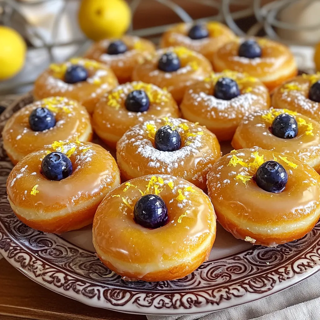 Für diese köstlichen Donuts benötigen Sie einige einfache Hauptzutaten: - 250 g Weizenmehl - 100 g Zucker - 1/2 Teelöffel Backpulver - 1/2 Teelöffel Natron - 1/4 Teelöffel Salz - 1/2 Teelöffel gemahlener Zimt - 1 großes Ei - 60 ml Buttermilch - 60 ml Pflanzenöl - 1 Teelöffel Vanilleextrakt - Schale von 1 Zitrone - 1 Esslöffel frischer Zitronensaft - 175 g frische Heidelbeeren (plus extra zum Garnieren) Diese Zutaten sorgen für den perfekten Geschmack und die weiche Textur der Donuts. Die Gewürze und Aromen sind wichtig für den besonderen Geschmack der Donuts. - Zimt: Er bringt eine warme Note. - Zitronenschale und Zitronensaft: Sie sorgen für Frische und einen leichten Kick. - Vanilleextrakt: Er fügt Tiefe und Süße hinzu. Diese Kombination macht die Donuts besonders lecker und aromatisch. Für die Zitronenglasur brauchen Sie: - 125 g Puderzucker - 2 Esslöffel Zitronensaft Diese Glasur ist einfach und gibt den Donuts einen süßen, saftigen Glanz. Sie ist der perfekte Abschluss für Ihre Donuts. Heizen Sie den Ofen auf 175 °C vor. Nehmen Sie eine Donut-Form und fetten Sie sie leicht ein. Sie können Kochspray oder Öl verwenden. Dies verhindert, dass die Donuts kleben bleiben. Eine gut vorbereitete Form sorgt für perfekt gebackene Donuts. In einer großen Schüssel geben Sie 250 g Weizenmehl, 100 g Zucker, 1/2 Teelöffel Backpulver, 1/2 Teelöffel Natron, 1/4 Teelöffel Salz und 1/2 Teelöffel gemahlener Zimt. Mischen Sie alles gut mit einem Schneebesen. Diese Mischung bildet die Basis für den Teig. Achten Sie darauf, dass keine Klumpen entstehen. In einer separaten Schüssel schlagen Sie 1 großes Ei. Fügen Sie 60 ml Buttermilch, 60 ml Pflanzenöl, 1 Teelöffel Vanilleextrakt, die Schale von 1 Zitrone und 1 Esslöffel frischen Zitronensaft hinzu. Rühren Sie alles gut um, bis die Mischung glatt ist. Diese feuchten Zutaten sorgen für den Geschmack und die Saftigkeit der Donuts. Gießen Sie die feuchten Zutaten in die Schüssel mit den trockenen Zutaten. Rühren Sie vorsichtig, bis alles gerade so vermischt ist. Achten Sie darauf, nicht zu lange zu rühren. Fügen Sie 175 g frische Heidelbeeren hinzu und falten Sie sie vorsichtig unter. So bleiben die Beeren ganz und verleihen den Donuts eine schöne Farbe. Füllen Sie den Teig in die vorbereitete Donut-Form. Nutzen Sie einen Esslöffel oder einen Spritzbeutel. Füllen Sie jede Form etwa zwei Drittel voll. Backen Sie die Donuts 10-12 Minuten lang. Sie sind fertig, wenn ein Zahnstocher sauber herauskommt. Lassen Sie die Donuts 5 Minuten in der Form abkühlen, bevor Sie sie auf ein Kuchengitter legen. Für die Glasur mischen Sie 125 g Puderzucker mit 2 Esslöffeln Zitronensaft. Träufeln Sie die Glasur über die abgekühlten Donuts. Garnieren Sie die Donuts mit zusätzlichen frischen Heidelbeeren. Diese Schritte geben den Donuts das perfekte Finish und einen tollen Geschmack. Um die beste Textur für deine Donuts zu erreichen, achte darauf, die trockenen und feuchten Zutaten getrennt zu mischen. Mische die trockenen Zutaten gründlich, damit alles gleichmäßig verteilt ist. Die feuchten Zutaten sollten gut verrührt werden, um Luft einzuschließen. Dies hilft den Donuts, fluffig und leicht zu werden. Vermeide es, den Teig zu lange zu rühren. Rühre nur so lange, bis alles vermischt ist. Zu viel Rühren macht den Teig zäh. Ein häufiger Fehler beim Backen ist, die Donuts zu lange im Ofen zu lassen. Überprüfe die Donuts nach 10 Minuten. Stecke einen Zahnstocher in die Mitte. Wenn er sauber herauskommt, sind sie fertig. Lass die Donuts nicht zu lange in der Form, da sie sonst dampfig werden können. Kühle sie auf einem Gitter ab, damit sie gleichmäßig abkühlen. Es gibt viele Wege, den Geschmack deiner Donuts zu variieren. Du kannst andere Beeren wie Himbeeren oder Erdbeeren verwenden. Auch Nüsse oder Schokolade passen gut. Wenn du den Zitronengeschmack intensiver magst, füge mehr Zitronenschale oder Saft hinzu. Experimentiere mit Gewürzen wie Muskatnuss oder Ingwer, um neue Geschmäcker zu entdecken. {{image_4}} Sie können den Donuts einen besonderen Twist geben. Versuchen Sie, einige Nüsse hinzuzufügen. Walnüsse oder Mandeln passen gut zu den Aromen. Auch Kokosraspeln sind eine tolle Option. Für einen schokoladigen Geschmack fügen Sie Schokoladensplitter hinzu. Experimentieren Sie mit verschiedenen Früchten, wie Himbeeren oder Erdbeeren, um neue Geschmäcker zu entdecken. Wenn Sie Allergien haben, passen Sie das Rezept leicht an. Verwenden Sie glutenfreies Mehl, um die Donuts glutenfrei zu machen. Für Ei-Allergien können Sie Apfelmus oder eine Banane als Ersatz nutzen. Statt Buttermilch kann auch Pflanzenmilch verwendet werden. Prüfen Sie Zutaten auf Allergene, um sicher zu sein, dass sie für alle sicher sind. Frittieren bringt einen anderen Geschmack und eine andere Textur. Frittierte Donuts sind oft weicher und haben eine knusprige Außenschicht. Backen ist die gesündere Methode und erfordert weniger Öl. Das Backen ist auch einfacher, da es weniger Aufräumarbeiten erfordert. Experimentieren Sie mit beiden Methoden, um herauszufinden, was Ihnen besser gefällt. Um die Donuts frisch zu halten, legen Sie sie in einen luftdichten Behälter. Wenn Sie keinen haben, verwenden Sie eine Plastiktüte. Stellen Sie sicher, dass die Donuts abgekühlt sind, bevor Sie sie aufbewahren. So bleibt die Feuchtigkeit erhalten und sie werden nicht matschig. Die Donuts bleiben bei richtiger Lagerung etwa 2 bis 3 Tage frisch. Sie können sie auch im Kühlschrank aufbewahren, um die Haltbarkeit zu verlängern. Im Kühlschrank halten sie bis zu einer Woche. Wenn die Donuts etwas trocken sind, können Sie sie leicht aufwärmen. Legen Sie sie für 10 Sekunden in die Mikrowelle. Alternativ können Sie sie auch im Ofen bei niedriger Temperatur für ein paar Minuten erhitzen. So werden sie wieder weich und lecker. Ja, diese Donuts können glutenfrei gemacht werden. Verwenden Sie glutenfreies Mehl anstelle von Weizenmehl. Achten Sie darauf, dass alle anderen Zutaten glutenfrei sind. Prüfen Sie die Etiketten, um sicherzustellen, dass sie keine versteckten Glutenquellen enthalten. Um die Donuts frisch zu halten, bewahren Sie sie in einem luftdichten Behälter auf. Legen Sie ein Blatt Küchenpapier in den Behälter, um die Feuchtigkeit zu regulieren. Lagern Sie sie bei Raumtemperatur, nicht im Kühlschrank. So bleiben sie weich und lecker. Ja, gefrorene Heidelbeeren sind eine gute Option. Lassen Sie sie vorher leicht antauen, damit sie nicht den Teig wässern. Mischen Sie sie vorsichtig unter den Teig, um das Zerdrücken zu vermeiden. So haben Sie auch außerhalb der Saison frische Aromen. Die Donuts halten etwa 2 bis 3 Tage bei Raumtemperatur. In einem luftdichten Behälter bleiben sie länger frisch. Sie können sie auch im Kühlschrank aufbewahren, aber das kann die Textur verändern. Wenn Sie sie kühler lagern, genießen Sie sie innerhalb einer Woche. Ja, Sie können die Donuts im Voraus zubereiten. Backen Sie sie und lassen Sie sie abkühlen. Danach lagern Sie sie in einem luftdichten Behälter. Sie können sie auch einfrieren. Bei Bedarf dann einfach im Ofen aufwärmen. So haben Sie immer frische Donuts bereit. In diesem Artikel haben wir die besten Zutaten für Donuts besprochen. Wir haben die Hauptzutaten, Gewürze und die leckere Zitronenglasur behandelt. Die Schritt-für-Schritt-Anleitung hilft beim Backen und beim richtigen Abkühlen. Außerdem gab es Tipps für die perfekte Textur und verschiedene Möglichkeiten zur Anpassung des Rezepts. Denke daran, wie wichtig die richtige Lagerung ist, um die Donuts frisch zu halten. Mit diesen Informationen kannst du leckere Donuts selbst backen und genießen. Viel Spaß beim Ausprobieren!
