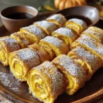 - 8 Scheiben Brot (weiß oder Vollkorn) - 1 Tasse Kürbispüree - 115 g Frischkäse, weich - 30 g Puderzucker - 1 Teelöffel Vanilleextrakt - 1 Teelöffel Kürbiskuchen-Gewürz - 2 große Eier - 120 ml Milch - 1 Teelöffel Zimt - 1 Esslöffel Zucker - 2 Esslöffel Butter (zum Braten) Ich liebe es, frische Zutaten auszuwählen. Die Wahl des Brotes macht viel aus. Weißbrot ist süßer, während Vollkornbrot mehr Textur hat. Beide Optionen sind lecker. - 1 Teelöffel Kürbiskuchen-Gewürz - 1 Teelöffel Zimt - 1 Esslöffel Zucker Kürbiskuchen-Gewürz ist ein Muss für den Herbst. Es bringt Wärme und Geschmack. Zimt gibt den Roll-Ups eine süße Note. Die Zuckerzugabe macht sie einfach unwiderstehlich. Du kannst verschiedene Brotsorten verwenden. Weißbrot und Vollkorn sind die gängigsten. Auch Brioche oder Challah sind tolle Optionen. Diese Brote sind weich und halten die Füllung gut. Um die Füllung zu machen, nimm eine mittelgroße Schüssel. Füge 1 Tasse Kürbispüree, 115 g weichen Frischkäse, 30 g Puderzucker, 1 Teelöffel Vanilleextrakt und 1 Teelöffel Kürbiskuchen-Gewürz hinzu. Rühre alles gut um, bis die Mischung glatt wird. Sie sollte cremig und köstlich sein. Diese Füllung bringt den herbstlichen Geschmack in die Roll-Ups. Für die Roll-Ups brauchst du 8 Scheiben Brot. Du kannst weißes oder Vollkornbrot verwenden. Nimm ein Nudelholz und drücke jede Scheibe leicht platt. Das macht das Einrollen einfacher. Achte darauf, die Scheiben nicht zu zerreißen. Es ist wichtig, dass sie weich sind, damit du sie leicht rollen kannst. Jetzt ist es Zeit, die Roll-Ups zu formen. Verteile eine großzügige Menge der Kürbis-Cheesecake-Mischung gleichmäßig auf einer Seite jeder Brotscheibe. Beginne an einem Rand und rolle die Brotscheibe vorsichtig auf. Drücke die Ränder leicht zusammen, damit die Füllung nicht herausfällt. Wiederhole diesen Schritt mit allen Brotscheiben. Für das Braten brauchst du 2 große Eier und 120 ml Milch. Verquirle die Eier und die Milch in einer flachen Schüssel. In einer anderen flachen Schüssel mische 1 Esslöffel Zucker und 1 Teelöffel Zimt. Erhitze eine große Pfanne bei mittlerer Hitze und füge 2 Esslöffel Butter hinzu. Tauche die Roll-Ups in die Eiermischung und lege sie dann in die Pfanne, mit der Nahtseite nach unten. Brate sie 2-3 Minuten pro Seite, bis sie goldbraun sind. Wälze die fertigen Roll-Ups sofort in der Zucker-Zimt-Mischung. Serviere sie warm mit etwas Ahornsirup oder Schlagsahne. Um die Rolls perfekt zu braten, achte auf die Hitze der Pfanne. Die Pfanne sollte bei mittlerer Hitze vorheizen. Das verhindert, dass die Rolls anbrennen. Nutze genug Butter, um die Pfanne gut zu beschichten. Dies hilft, die Rolls knusprig zu machen. Tauche die Rolls sorgfältig in die Eiermischung, damit sie gut durchtränkt sind. Lege sie mit der Nahtseite nach unten in die Pfanne. Brate sie 2-3 Minuten pro Seite, bis sie goldbraun sind. Die Kürbis-Cheesecake-Füllung ist köstlich, aber du kannst kreativ sein. Probiere eine Mischung aus Schokolade und Frischkäse für einen süßen Genuss. Eine Erdnussbutter-Banane-Füllung bringt einen tollen Geschmack. Du kannst auch Apfelmus mit Zimt verwenden, um einen herbstlichen Twist zu geben. Sei mutig und mische verschiedene Zutaten, um deine eigene Füllung zu kreieren! Eine ansprechende Präsentation macht alles besser. Arrange die Rolls auf einem schönen Teller. Bestäube sie leicht mit Puderzucker für einen tollen Look. Füge eine kleine Schüssel mit Ahornsirup zum Dippen hinzu. Das sieht nicht nur gut aus, sondern schmeckt auch fantastisch. Garnieren mit einer Prise Kürbiskuchen-Gewürz sorgt für den letzten Schliff. So servierst du ein echtes Festmahl! {{image_4}} Du kannst die Kürbisfüllung ganz einfach ändern. Probiere statt Kürbis Apfelmus oder Banane. Diese Alternativen geben den Roll-Ups einen anderen Geschmack. Du kannst auch eine Mischung aus Frischkäse und Schokolade verwenden. Schokolade und Käse ergeben eine tolle, cremige Füllung. Sei kreativ und finde die Füllung, die dir am besten schmeckt. Für eine vegane Version der Roll-Ups kannst du einige Zutaten anpassen. Nutze pflanzliches Brot, das keine Eier oder Milch enthält. Statt dem Frischkäse nimm veganen Frischkäse oder ein Cashew-Creme-Rezept. Verwende Mandelmilch oder Hafermilch für die Eiermischung. Du kannst auch Leinsamen oder Chiasamen als Ei-Ersatz verwenden. Diese Variationen halten die Roll-Ups lecker und vegan. Toppings machen die Roll-Ups noch besser! Du kannst sie mit Puderzucker bestäuben oder mit Zimt-Zucker überstreuen. Für einen extra Kick füge gehackte Nüsse oder Schokoladenstückchen hinzu. Ahornsirup ist immer gut, um die Roll-Ups zu beträufeln. Auch frische Früchte wie Beeren passen hervorragend dazu. Sei kreativ mit Toppings und mache deine Roll-Ups einzigartig. Um die übrig gebliebenen Roll-Ups frisch zu halten, lege sie in einen luftdichten Behälter. Du kannst sie auch in Frischhaltefolie einwickeln. Stelle sicher, dass sie vollständig abgekühlt sind, bevor du sie lagerst. So bleiben sie weich und lecker. Lagere die Roll-Ups im Kühlschrank. Sie bleiben dort bis zu drei Tage frisch. Wenn du die Roll-Ups wieder aufwärmen möchtest, gibt es einige einfache Methoden. Du kannst sie in der Mikrowelle für etwa 20 bis 30 Sekunden erwärmen. Achte darauf, sie nicht zu lange zu erhitzen, damit sie nicht trocken werden. Eine andere gute Methode ist das Braten in einer Pfanne. Erhitze etwas Butter und brate die Roll-Ups bei mittlerer Hitze für 2 bis 3 Minuten pro Seite. So werden sie wieder schön knusprig. Die Haltbarkeit der Zutaten ist wichtig. Das Kürbispüree hält sich im Kühlschrank etwa eine Woche. Der Frischkäse bleibt frisch, wenn du ihn gut verschließt – bis zu zwei Wochen. Eier und Milch sollten im Kühlschrank aufbewahrt werden. Achte darauf, sie innerhalb von drei bis vier Wochen zu verwenden. Wenn du die Zutaten richtig lagerst, kannst du die Roll-Ups immer wieder genießen. Um die Füllung zu ändern, kannst du verschiedene Zutaten nutzen. Probiere Apfelmus oder Schokoladencreme. Du kannst auch Nüsse oder getrocknete Früchte hinzufügen. Das gibt mehr Textur und Geschmack. Experimentiere mit verschiedenen Gewürzen wie Muskatnuss oder Kardamom. Diese kleinen Änderungen machen viel aus! Ja, du kannst die Roll-Ups im Voraus machen. Bereite sie einfach bis zur Bratphase vor. Lege die fertigen Roll-Ups auf ein Backblech und decke sie ab. Du kannst sie dann im Kühlschrank aufbewahren. Vor dem Braten solltest du sie etwas auf Zimmertemperatur bringen. So sparst du Zeit am Morgen! Die besten Beilagen sind frisches Obst, wie Äpfel oder Birnen. Auch Joghurt ist eine gute Wahl, um die Süße auszugleichen. Ein Klecks Schlagsahne macht sie noch besser. Für einen süßen Kick kannst du auch Ahornsirup oder Honig hinzufügen. So wird dein Frühstück zum Genuss! Die Roll-Ups sind einfach zuzubereiten und lecker. Wir haben wichtige Zutaten, Gewürze und Brotarten besprochen. Ich gab Ihnen eine Schritt-für-Schritt-Anleitung, um köstliche Roll-Ups zu machen. Tipps für perfekte Brateinstellungen und Füllungsideen helfen Ihnen noch weiter. Auch Variationen und Lagerungshinweise wurden behandelt, um Ihnen die besten Ergebnisse zu bieten. Kochen macht Spaß, besonders mit diesen Rezepten! Genießen Sie Ihre Roll-Ups und seien Sie kreativ in der Küche!