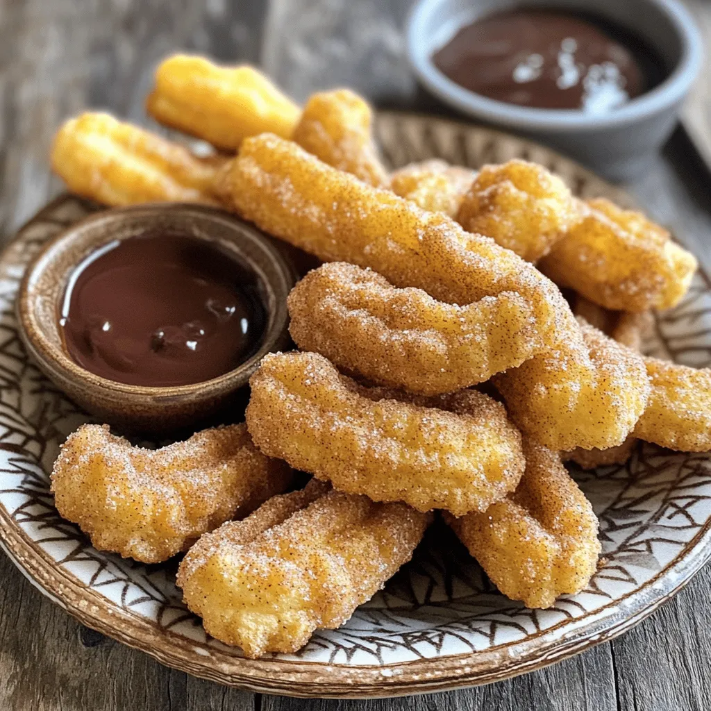 Um köstliche Churro-Bisse zuzubereiten, benötigst du folgende Zutaten: - 1 Tasse Allzweckmehl - 1/2 Tasse Wasser - 1/4 Tasse ungesalzene Butter - 1 Esslöffel Kristallzucker - 1/2 Teelöffel Salz - 1 Teelöffel Backpulver - 1 Teelöffel Vanilleextrakt - 1/4 Tasse Kristallzucker (zum Wälzen) - 1 Teelöffel gemahlener Zimt - Kochspray Diese Zutaten sorgen für den perfekten Geschmack und die richtige Textur der Bisse. Die Mischung aus Zucker, Zimt und Butter macht sie unwiderstehlich. Wenn du bestimmte Zutaten nicht hast, gibt es Alternativen. Du kannst: - Glutenfreies Mehl anstelle von Allzweckmehl verwenden. - Pflanzliche Butter für eine vegane Option nutzen. - Süßstoff statt Zucker verwenden, wenn du Kalorien sparen möchtest. Diese Alternativen helfen, die Churro-Bisse an deine Ernährung anzupassen, ohne den Spaß zu verlieren. Für die Zubereitung der Churro-Bisse brauchst du einige wichtige Utensilien: - Einen mittelgroßen Kochtopf - Ein Spritzbeutel mit einer großen Sterntülle - Ein Backblech mit Backpapier - Eine Luftfritteuse - Eine Schüssel für die Zimt-Zucker-Mischung - Eine Schere oder ein Messer Mit diesen Geräten geht die Zubereitung schnell und einfach. Sie helfen dir, die Churro-Bisse perfekt zu formen und zu frittieren. Zuerst musst du den Teig machen. Nimm einen mittelgroßen Topf. Vermenge darin 1/2 Tasse Wasser, 1/4 Tasse Butter, 1 Esslöffel Zucker und 1/2 Teelöffel Salz. Stelle den Topf auf mittlere Hitze. Rühre die Mischung, bis die Butter ganz geschmolzen ist. Sobald es kocht, nimm den Topf vom Herd. Füge schnell 1 Tasse Mehl und 1 Teelöffel Backpulver hinzu. Rühre kräftig, bis ein glatter Teig entsteht. Lass den Teig dann ein paar Minuten abkühlen. Rühre nach dem Abkühlen 1 Teelöffel Vanilleextrakt unter. Jetzt ist es Zeit, die Churros zu formen. Heize deine Luftfritteuse auf 190°C vor. Nimm einen Spritzbeutel mit einer großen Sterntülle. Spritze kleine Portionen des Teigs auf ein mit Backpapier ausgelegtes Blech. Die Stücke sollten etwa 2,5 cm lang sein. Schneide mit einer Schere oder einem Messer die Churro-Bisse ab. Sprühe die Bisse leicht mit Kochspray ein. So werden sie schön knusprig. Lege die Churro-Bisse in die Luftfritteuse. Achte darauf, dass sie nicht beieinander liegen. Du musst sie vielleicht in mehreren Durchgängen machen. Luftfrittiere die Bisse für 8 bis 10 Minuten. Sie sind fertig, wenn sie goldbraun und aufgeplustert sind. Während die Bisse garen, misch 1/4 Tasse Zucker mit 1 Teelöffel Zimt in einer flachen Schüssel. Wenn die Churro-Bisse fertig sind, nimm sie aus der Fritteuse. Wälze sie sofort in der Zimt-Zucker-Mischung, bis sie gleichmäßig bedeckt sind. Um die perfekte Textur zu erzielen, achte auf die richtige Teigkonsistenz. Der Teig sollte glatt und leicht klebrig sein. Wenn der Teig zu trocken ist, füge etwas mehr Wasser hinzu. Achte darauf, den Teig gut zu rühren, damit er die Luft gut aufnimmt. Dies sorgt für luftige und weiche Churro-Bisse. Für eine gleichmäßige Bräunung platziere die Churro-Bisse in einer einzigen Schicht in der Luftfritteuse. Überfülle die Fritteuse nicht. Lasse genug Platz, damit die heiße Luft zirkulieren kann. Wende die Bisse nach der Hälfte der Garzeit. So werden sie von allen Seiten goldbraun und knusprig. Kochspray ist der Schlüssel zu knusprigen Churro-Bissen. Sprühe die Bisse vor dem Frittieren leicht ein. Das Spray hilft, eine schöne goldene Kruste zu bilden. Es verhindert auch, dass die Bisse an der Fritteuse kleben bleiben. Verwende ein hochwertiges Spray für die besten Ergebnisse. {{image_4}} Schokoladen-Churro-Bisse sind eine süße Variante. Du kannst dafür die Grundrezeptur anpassen. Füge einfach 1/4 Tasse Kakaopulver zum Teig hinzu. Das gibt den Bissen einen tollen Schokoladengeschmack. Nach dem Frittieren wälze die Bisse in einer Mischung aus Zucker und Kakaopulver. Das macht sie besonders lecker. Für Vanille-Churro-Bisse benutze mehr Vanilleextrakt. Erhöhe die Menge auf 2 Teelöffel. Dies verstärkt den Vanillegeschmack. Du kannst auch Vanillezucker anstelle von normalem Zucker verwenden. Die Bisse haben dann einen noch intensiveren Geschmack. Serviere sie mit Vanilleeis. Das ist eine tolle Ergänzung! Wenn du glutenfrei essen möchtest, gibt es eine einfache Lösung. Ersetze das Allzweckmehl durch glutenfreies Mehl. Du kannst eine Mischung aus Reis- und Mandelmehl verwenden. Achte darauf, dass du auch glutenfreies Backpulver nimmst. So bleiben die Bisse leicht und fluffig. Diese Variante schmeckt genauso gut wie die klassischen Churro-Bisse. Um die frisch zubereiteten Churro-Bisse richtig zu lagern, lasse sie zuerst abkühlen. Lege sie dann in einen luftdichten Behälter. So bleiben sie knusprig und frisch. Stelle sicher, dass der Behälter nicht zu voll ist. So vermeidest du, dass die Bisse aneinander kleben. Um die Churro-Bisse wieder aufzuwärmen, benutze die Luftfritteuse. Stelle die Temperatur auf 180°C ein. Frittiere die Bisse für etwa 3-5 Minuten. So werden sie wieder knusprig. Du kannst sie auch im Ofen aufwärmen. Lege sie auf ein Backblech und erhitze sie bei 175°C für 10 Minuten. Im Kühlschrank halten die Churro-Bisse etwa 2-3 Tage. Achte darauf, sie gut zu verpacken. Im Gefrierschrank kannst du sie bis zu 2 Monate lagern. Lege sie in einen gefrierfesten Behälter oder in einen Beutel. Vergiss nicht, das Datum zu notieren. So weißt du, wann du sie gemacht hast. Um Churro-Bisse klassisch zu frittieren, brauchst du einen großen Topf mit heißem Öl. Du bereitest den Teig wie oben beschrieben vor. Fülle dann den Teig in einen Spritzbeutel. Spritze lange Streifen direkt ins heiße Öl. Frittiere die Churros, bis sie goldbraun sind. Entferne sie mit einer Zange und wälze sie in Zimt-Zucker. Das gibt einen tollen Geschmack. Ja, die Churro-Bisse können im Voraus gemacht werden. Du kannst den Teig einen Tag vorher zubereiten und im Kühlschrank lagern. Spritze die Bisse erst kurz vor dem Frittieren. So bleiben sie frisch und knusprig. Churro-Bisse schmecken großartig mit vielen Dips. Hier sind einige tolle Ideen: - Schokoladensauce - Dulce de leche - Karamellsauce - Vanille-Eis Probiere verschiedene Dips aus, um deinen Favoriten zu finden! Luftfrittierte Churro-Bisse sind einfach und lecker. Wir haben die besten Zutaten, Alternativen und Küchengeräte behandelt. Die Schritt-für-Schritt-Anleitung zeigt, wie du perfekte Churros machst. Ich gab dir Tipps für die perfekte Textur und gleichmäßige Bräunung. Du kannst verschiedene Variationen ausprobieren und sie richtig lagern. Denke an die FAQs für häufige Fragen. Experimentiere mit Rezepten und finde deinen Favoriten. Viel Spaß beim Nachmachen!