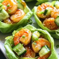 - 450 g große Shrimps, geschält und entdarmt - 1 Esslöffel Pflanzenöl - 3 Knoblauchzehen, fein gehackt - 1 Teelöffel frischer Ingwer, gerieben Die Shrimps sind der Star dieses Gerichts. Sie sollten groß und frisch sein. Achte darauf, dass du sie gut abspülst und trocken tupfst. Der Knoblauch und Ingwer bringen viel Geschmack. Sie geben den Shrimps eine schöne, würzige Note. - 1 Esslöffel Sojasauce - 2 Esslöffel Sriracha (nach Geschmack anpassen) - 1 Esslöffel Honig - 1 Esslöffel Reisessig - 1/2 Teelöffel Sesamöl Diese Sauce ist das Herzstück des Gerichts. Sie ist süß, scharf und umami. Du kannst die Sriracha-Menge anpassen, wenn du es milder magst. Der Honig hilft, die Schärfe auszugleichen. Alle Zutaten gut vermischen, um eine harmonische Sauce zu erhalten. - 1 Kopf Butter- oder Eisbergsalat, Blätter getrennt - 60 g Frühlingszwiebeln, fein gehackt - 60 g Gurke, gewürfelt - Sesamkörner zum Garnieren Der Salat dient als frische Basis. Die Blätter sind knackig und leicht. Sie halten die Shrimps gut zusammen. Die Frühlingszwiebeln und Gurken geben einen frischen Biss. Sesamkörner sind der perfekte Crunch. Sie machen die Schalen noch schmackhafter. Zuerst waschen Sie die Shrimps unter kaltem Wasser. Tupfen Sie sie dann mit einem Papiertuch trocken. Diese Schritte sorgen dafür, dass die Shrimps frisch und bereit sind. Durch das Abtrocknen werden sie beim Braten schön knusprig. Erhitzen Sie das Pflanzenöl in einer großen Pfanne bei mittlerer Hitze. Fügen Sie den gehackten Knoblauch und den geriebenen Ingwer hinzu. Braten Sie die Mischung etwa eine Minute lang an. Sie sollten einen herrlichen Duft wahrnehmen. Diese Aromastoffe geben den Shrimps viel Geschmack. Legen Sie die Shrimps in die Pfanne. Braten Sie sie etwa zwei bis drei Minuten pro Seite. Sie sollten rosa und undurchsichtig werden. In einer kleinen Schüssel mischen Sie die Sojasauce, Sriracha, Honig, Reisessig und Sesamöl. Gießen Sie diese Sauce über die Shrimps und rühren Sie gut um. Lassen Sie die Mischung ein bis zwei Minuten weitergaren. Die Sauce sollte leicht eindicken und die Shrimps gut umhüllen. Nehmen Sie die Pfanne vom Herd. Nehmen Sie ein Salatblatt und löffeln Sie eine großzügige Menge der Shrimps hinein. Bestreuen Sie die Füllung mit gehackten Frühlingszwiebeln und gewürfelten Gurken. Für den extra Crunch streuen Sie Sesamkörner darüber. Servieren Sie die Lettuce Cups sofort warm. Um perfekte Shrimps zu bekommen, achte auf die Größe. Große Shrimps sind saftiger und haben mehr Biss. Spüle die Shrimps gut ab. Trockne sie mit einem Papiertuch, damit sie beim Braten knusprig werden. Erhitze das Pflanzenöl gut, bevor du die Shrimps hinzufügst. So bekommst du eine schöne Farbe und einen tollen Geschmack. Brate die Shrimps nicht zu lange. Sie sind fertig, wenn sie rosa und undurchsichtig sind. Die Schärfe der Sauce kannst du leicht anpassen. Wenn du es mild magst, verwende weniger Sriracha. Ein Teelöffel reicht oft aus. Für mehr Schärfe kannst du die Menge erhöhen. Achte darauf, die Sauce gut zu probieren, bevor du sie zu den Shrimps gibst. So findest du die perfekte Balance. Du kannst auch etwas Limettensaft hinzufügen, um die Schärfe auszugleichen. Zu den feurigen Shrimps passen frische Beilagen gut. Probiere einen Gurkensalat oder einen einfachen grünen Salat. Diese sind leicht und erfrischend. Auch Reis oder Quinoa sind tolle Begleiter. Für Getränke empfehle ich ein kühles Bier oder einen spritzigen Weißwein. Diese Getränke harmonieren perfekt mit den Aromen der Shrimps. {{image_4}} Für deine feurigen Shrimps kannst du verschiedene Gemüsesorten verwenden. Probiere zum Beispiel Karotten, Paprika oder Radieschen. Diese geben frische Farben und einen tollen Crunch. Du kannst sie einfach in kleine Stücke schneiden und in die Salatblätter füllen. Das macht deine Schalen noch bunter und gesünder. Möchtest du etwas Neues? Probiere gegrillte Shrimps anstelle von gebratenen. Mariniere die Shrimps in der gleichen Sauce. Dann grille sie für einen rauchigen Geschmack. Das gibt deinen Lettuce Cups eine ganz neue Note. Achte darauf, die Shrimps nicht zu lange zu grillen, damit sie zart bleiben. Wenn du eine vegetarische oder vegane Option suchst, ersetze die Shrimps durch Tofu oder Tempeh. Schneide sie in kleine Stücke und mariniere sie in der Sauce. Brate sie dann in der Pfanne oder grille sie. Fülle die Salatblätter mit dem marinierten Tofu und Gemüse. Diese Variante ist leicht und voller Geschmack. Wenn du Reste hast, lagere die Shrimps in einem luftdichten Behälter. Sie bleiben im Kühlschrank bis zu zwei Tage frisch. Achte darauf, die Shrimps nicht zu lange stehen zu lassen, damit sie nicht trocken werden. Du kannst die Shrimps auch ohne Salatblätter aufbewahren. So bleibt der Geschmack besser. Du kannst die Shrimps auch einfrieren. Lege sie in einen gefrierfesten Beutel oder Behälter. Achte darauf, die Luft so gut wie möglich zu entfernen. Die Shrimps bleiben bis zu drei Monate frisch. Wenn du sie verwenden möchtest, tau die Shrimps im Kühlschrank über Nacht auf. So bleiben sie saftig und lecker. Die Sauce kann ebenfalls länger halten. Bewahre sie in einem kleinen, luftdichten Behälter im Kühlschrank auf. Sie bleibt bis zu einer Woche frisch. Wenn du sie länger aufbewahren möchtest, kannst du die Sauce auch einfrieren. Gieße sie in Eiswürfelformen. So hast du immer eine Portion bereit. Die Zubereitung der feurigen Shrimps dauert nur etwa 20 Minuten. Davon entfallen 10 Minuten auf die Vorbereitung und 10 Minuten auf das Kochen. Dieser schnelle Prozess macht das Rezept perfekt für einen stressfreien Abend. Ja, du kannst die Shrimps auch vorgekocht verwenden. Das spart Zeit. Achte darauf, die Shrimps nur kurz zu erhitzen. So bleiben sie saftig und zart. Für die feurigen Shrimps empfehle ich Butter- oder Eisbergsalat. Diese Blätter sind knackig und halten die Füllung gut. Sie geben auch einen frischen Geschmack. Du kannst auch andere Blattsalate ausprobieren, wenn du magst! Feurige Shrimps bieten ein tolles Geschmackserlebnis. Wir haben die Hauptzutaten und die perfekte Sauce besprochen. Die Schritt-für-Schritt-Anleitung zeigt, wie du schnell und einfach das Gericht zubereitest. Mit Tipps zur Schärfe und passenden Beilagen machst du es perfekt. Du hast auch Möglichkeiten für Variationen und Lagerung gesehen. Experimentiere mit den Zutaten und mache das Rezept zu deinem eigenen. So hast du immer etwas Leckeres auf dem Tisch. Viel Spaß beim Ausprobieren!