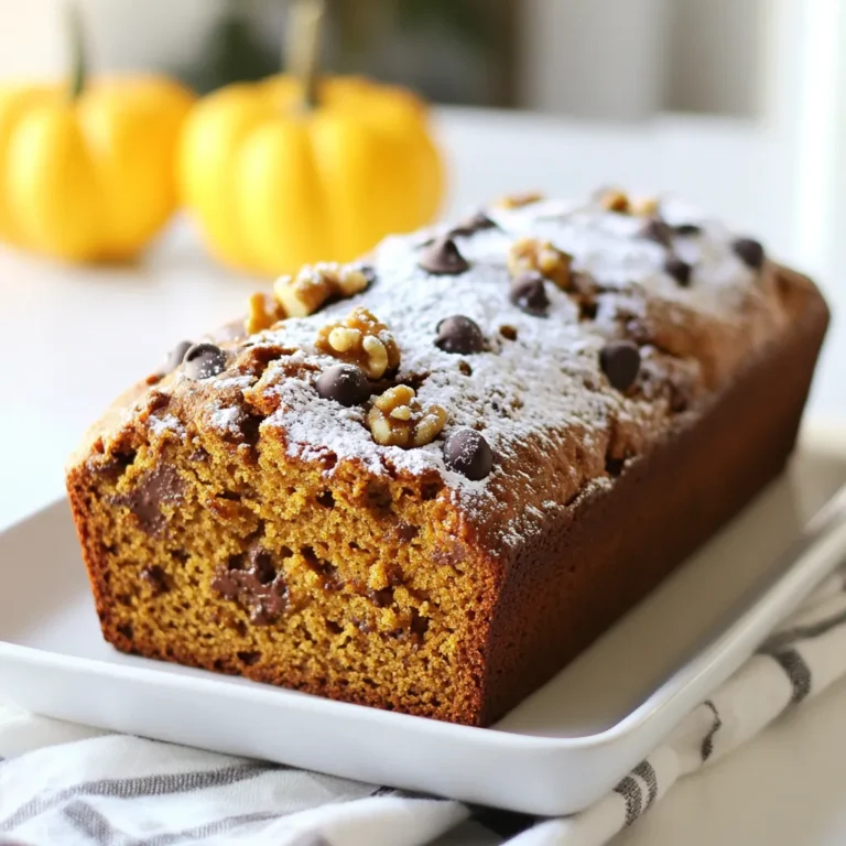 Für dieses leckere Brot brauchst du folgende Hauptzutaten: - 240 g Kürbispüree aus der Dose - 120 ml pflanzliches Öl - 200 g brauner Zucker - 100 g Kristallzucker - 2 große Eier - 1 Teelöffel Vanilleextrakt - 250 g Weizenmehl - 1 Teelöffel Natron - 1/2 Teelöffel Backpulver - 1/2 Teelöffel Salz - 1 Teelöffel gemahlener Zimt - 1/2 Teelöffel gemahlene Muskatnuss - 1/4 Teelöffel gemahlenem Ingwer - 170 g Zartbitterschokoladenstückchen Diese Zutaten geben dem Brot seine feuchte und süße Textur. Das Kürbispüree bringt einen tollen Geschmack und viel Feuchtigkeit. Eine nützliche Ergänzung sind 60 g gehackte Walnüsse. Sie bringen einen schönen Crunch ins Brot. Wenn du Nüsse magst, füge sie einfach hinzu. Das macht das Brot noch besser. Du kannst auch andere Nüsse wie Pekannüsse verwenden. Qualität ist wichtig. Verwende frisches Kürbispüree, wenn möglich. Achte auch auf hochwertiges Mehl und Zucker. Bio-Zutaten sind oft geschmackvoller. Die Schokoladenstückchen sollten Zartbitter sein, um gut mit dem Süßen zu harmonieren. Diese kleinen Details machen dein Brot besonders lecker. {{ingredient_image_2}} Heize deinen Ofen auf 175°C vor. Das ist wichtig, damit das Brot gleichmäßig backt. Fette eine Kastenform gut ein oder lege sie mit Backpapier aus. Eine gut vorbereitete Form hilft, das Brot später leicht zu entnehmen. In einer großen Schüssel vermische das Kürbispüree, das pflanzliche Öl, den braunen Zucker, den Kristallzucker, die Eier und den Vanilleextrakt. Nutze einen Schneebesen, um alles gut zu vermengen. Rühre, bis die Mischung glatt und ohne Klumpen ist. Diese Schritte geben dem Brot die feuchte Basis, die es braucht. Nimm eine separate Schüssel. Mische dort das Weizenmehl, Natron, Backpulver, Salz, Zimt, Muskatnuss und Ingwer gut zusammen. Achte darauf, dass alles gleichmäßig verteilt ist. Füge dann die trockenen Zutaten nach und nach zur feuchten Mischung hinzu. Rühre vorsichtig, bis alles verbunden ist, aber übermische den Teig nicht. So bleibt das Brot fluffig. Fülle den Teig in die vorbereitete Kastenform. Streiche die Oberfläche mit einem Spatel glatt. Backe das Brot 60-70 Minuten im Ofen. Überprüfe mit einem Zahnstocher, ob es fertig ist. Wenn er sauber herauskommt, ist das Brot bereit. Lass das Brot etwa 10 Minuten in der Form abkühlen. Danach lege es auf ein Kuchengitter, um vollständig abzukühlen. So bleibt es saftig und lecker. Ein häufiger Fehler ist das Übermischen des Teigs. Übermischung macht das Brot hart. Rühre die Zutaten nur, bis sie sich verbinden. Ein anderer Fehler ist das falsche Abmessen der Zutaten. Verwende eine Küchenwaage für präzise Mengen. Achte darauf, den Ofen gut vorzuheizen. Ein kalter Ofen kann die Backzeit verlängern. Der Teig sollte dick, aber glatt sein. Wenn der Teig zu trocken aussieht, füge einen Esslöffel Wasser hinzu. Wenn er zu flüssig ist, füge etwas mehr Mehl hinzu. Die Mischung sollte kleine Klumpen haben. Diese Klumpen helfen, das Brot locker zu machen. Lass das Brot vollständig abkühlen, bevor du es lagerst. Wickel es in Frischhaltefolie oder lege es in einen Behälter. So bleibt es frisch. Lagere das Brot an einem kühlen, trockenen Ort. Im Kühlschrank bleibt es eine Woche haltbar. Im Gefrierfach hält es bis zu drei Monate. Achte darauf, es gut einzupacken, damit es nicht austrocknet. Pro Tipps Die richtige Kürbissorte wählen: Für ein besonders aromatisches Brot empfiehlt es sich, Hokkaido-Kürbis zu verwenden, da er einen süßen Geschmack hat und nicht geschält werden muss. Teig nicht übermixen: Achte darauf, den Teig nur so lange zu rühren, bis die trockenen Zutaten feucht sind. Übermixen kann das Brot zäh machen. Variationen ausprobieren: Füge zusätzlich zu den Walnüssen auch andere Nüsse oder Trockenfrüchte hinzu, um dem Brot eine persönliche Note zu verleihen. Optimale Aufbewahrung: Bewahre das Brot in einem luftdichten Behälter auf, um die Frische zu erhalten. Es kann auch eingefroren werden, um die Haltbarkeit zu verlängern. {{image_4}} Wenn du Zartbitterschokolade nicht magst, kannst du andere Optionen nutzen. Weiße Schokolade bringt eine süße Note. Sie schmilzt schön im Teig. Schokoladendrops sind ebenfalls eine gute Wahl. Diese kleinen Stücke geben dem Brot eine süße Überraschung. Du kannst sogar eine Mischung aus verschiedenen Schokoladen verwenden. Das macht dein Brot noch interessanter. Wenn du glutenfrei backen möchtest, ersetze das Weizenmehl. Reismehl oder Mandelmehl sind gute Alternativen. Sie bringen eine andere Textur, aber das Brot bleibt lecker. Für vegane Optionen kannst du die Eier ersetzen. Apfelmus oder Bananenpüree funktionieren gut als Ei-Ersatz. Verwende eine pflanzliche Milch für die feuchten Zutaten. So bleibt das Brot vegan und dennoch köstlich. In der Herbstsaison kannst du das Rezept aufpeppen. Füge eine Prise Nelken oder Piment hinzu. Diese Gewürze bringen einen warmen, würzigen Geschmack. Eine andere Idee ist, geriebene Äpfel oder Birnen hinzuzufügen. Das macht das Brot saftiger und gibt fruchtige Noten. Du kannst auch etwas Karamell oder Honig für extra Süße verwenden. Experimentiere mit verschiedenen Gewürzen, um dein perfektes Kürbisbrot zu finden. Um dein Kürbis-Schokoladen Genussbrot frisch zu halten, gibt es einige einfache Tipps. Lass das Brot zuerst vollständig abkühlen. Wenn es noch warm ist, kann sich Feuchtigkeit bilden. Wickel das Brot in Frischhaltefolie oder lege es in einen luftdichten Behälter. So bleibt es weich und lecker. Vermeide, das Brot in direktem Licht zu lagern. Ein kühler, dunkler Ort ist ideal. Wenn du das Brot länger aufbewahren möchtest, kannst du es im Kühlschrank lagern. Das hält es frisch für etwa eine Woche. Wickel es gut ein, um Gerüche zu vermeiden. Für eine längere Lagerung ist der Gefrierschrank die beste Wahl. Schneide das Brot in Scheiben und lege sie in Gefrierbeutel. So kannst du nach Bedarf eine Scheibe entnehmen. Das Brot bleibt bis zu drei Monate frisch im Gefrierschrank. Frisch gebackenes Kürbis-Schokoladen Genussbrot bleibt bei Raumtemperatur 3 bis 4 Tage gut. Im Kühlschrank hält es sich etwa eine Woche. Wenn du es gefrierst hast, kannst du es nach drei Monaten genießen. Achte darauf, dass du die Qualität beim Auftauen überprüfst. Wenn das Brot gut eingepackt ist, bleibt der Geschmack und die Textur fast unverändert. Du kannst das Rezept leicht anpassen. Zum Beispiel, füge mehr Gewürze hinzu. Eine Prise Nelken kann einen tollen Geschmack geben. Auch die Schokoladenstückchen kannst du variieren. Versuche weiße Schokolade für einen anderen Look. Wenn du Nüsse magst, sind Walnüsse eine gute Wahl. Du kannst auch die Menge von Kürbispüree erhöhen, um das Brot saftiger zu machen. Experimentiere einfach und finde deinen eigenen Stil! Falls du kein Kürbispüree hast, gibt es Alternativen. Apfelmus ist eine gute Option. Es macht das Brot süß und feucht. Du kannst auch Süßkartoffelpüree verwenden. Das gibt einen anderen Geschmack, ist aber sehr lecker. Auch Zucchinipüree funktioniert gut, wenn du es magst. Achte darauf, dass die Konsistenz ähnlich ist. Ja, du kannst den Zucker reduzieren. Statt 200 g braunem Zucker kannst du 150 g verwenden. Das Brot bleibt trotzdem lecker. Wenn du es weniger süß magst, probiere es mit Honig oder Ahornsirup. Diese Süßstoffe geben einen besonderen Geschmack. Bedenke, dass die Textur etwas anders sein kann. Achte darauf, dass der Teig nicht zu trocken wird. Zusammenfassend haben wir das Kürbis-Schokoladen Genussbrot genau betrachtet. Wir haben seine besten Zutaten und Tipps für die Zubereitung erkundet. Außerdem haben wir Varianten und Lagerungshinweise besprochen. Jetzt hast du alles, was du brauchst, um dieses leckere Brot zu backen. Probiere verschiedene Zutaten und finde deinen persönlichen Favoriten. Mit den richtigen Tipps wird dein Brot perfekt. Viel Spaß beim Backen!