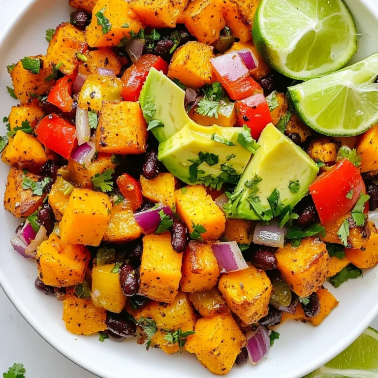 Für mein leckeres Südwestliches Süßkartoffel Pfanne benötige ich: - 2 mittelgroße Süßkartoffeln, geschält und gewürfelt - 1 rote Paprika, grob gehackt - 1 gelbe Paprika, grob gehackt - 1 kleine rote Zwiebel, gewürfelt - 2 Knoblauchzehen, fein gehackt - 1 Dose (425 g) schwarze Bohnen, abgespült und abgetropft - 1 Teelöffel geräucherter Paprika - 1 Teelöffel Kreuzkümmel - ½ Teelöffel Chilipulver - 1 Esslöffel Olivenöl - Salz und Pfeffer nach Geschmack - 2 Avocados, in Scheiben geschnitten - Frischer Koriander, zur Dekoration - Limettenstücke, zum Servieren Jede Zutat bringt ihren eigenen Geschmack in das Gericht. Die Süßkartoffeln sind süß und weich. Die Paprika fügt Farbe und Crunch hinzu. Die Bohnen sind herzhaft und nahrhaft. Um das Gericht zuzubereiten, brauche ich einige wichtige Utensilien: - Eine große Pfanne - Ein scharfes Messer - Ein Schneidebrett - Ein Esslöffel - Ein Teelöffel - Eine Schüssel für die Bohnen Diese Utensilien helfen mir, alles schnell und einfach zu schneiden und zu kochen. Ich empfehle, frische Zutaten zu verwenden, wenn es möglich ist. Frisches Gemüse schmeckt besser und hat mehr Nährstoffe. - Süßkartoffeln: Frisch ist am besten. Sie haben eine süße, erdige Note. - Paprika: Frisch bringt mehr Farbe und Geschmack. - Schwarze Bohnen: Konservierte Bohnen sind praktisch und schnell. Wenn ich frische Zutaten wähle, achte ich darauf, dass sie fest und glänzend sind. So stelle ich sicher, dass mein Gericht frisch und lecker wird. {{ingredient_image_2}} Zuerst musst du die Zutaten vorbereiten. Beginne mit zwei mittelgroßen Süßkartoffeln. Schäle sie und schneide sie in kleine Würfel. Dann nimm eine rote und eine gelbe Paprika. Hacke sie grob und lege sie zur Seite. Nimm eine kleine rote Zwiebel und würfle sie fein. Schließlich brauchst du zwei Knoblauchzehen. Hacke sie klein. Vergiss nicht die schwarzen Bohnen! Eine Dose reicht aus, also spüle sie gut ab. Erhitze zuerst das Olivenöl in einer großen Pfanne bei mittlerer Hitze. Gib die gewürfelten Süßkartoffeln hinein. Würze sie mit Salz und Pfeffer. Brate sie etwa zehn Minuten lang. Rühre dabei gelegentlich um, bis sie zart und leicht gebräunt sind. Jetzt füge die gewürfelte Zwiebel und die Paprika hinzu. Koche das Gemüse für fünf bis sieben Minuten. Es sollte weich und bunt sein. Jetzt kommt der Knoblauch und die Gewürze dazu. Gib den gehackten Knoblauch, den geräucherten Paprika, Kreuzkümmel und Chilipulver in die Pfanne. Koche alles für zwei Minuten. Rühre gut um, damit die Gewürze sich gut verteilen. Füge nun die schwarzen Bohnen hinzu. Erhitze sie für zwei bis drei Minuten. Schmecke das Gericht ab und passe die Würzung an. Nehme die Pfanne vom Herd. Du kannst das Gericht direkt in der Pfanne servieren oder in Schalen portionieren. Schneide zwei Avocados in Scheiben und lege sie obenauf. Garniere das Ganze mit frischem Koriander. Serviere es mit Limettenstücken an der Seite. So sieht das Gericht nicht nur lecker aus, sondern schmeckt auch fantastisch! Um das beste Ergebnis zu erzielen, achte auf diese Punkte: - Süßkartoffeln gleichmäßig schneiden: Schneide die Süßkartoffeln in gleich große Stücke. So garen sie gleichmäßig. - Hitze richtig einstellen: Koche bei mittlerer Hitze. Zu hohe Hitze verbrennt das Gemüse. - Regelmäßig rühren: Rühre das Gemüse oft um. So bleibt es nicht am Pfannenboden kleben. Die Gewürze machen den Geschmack aus. Hier sind die besten: - Geräucherter Paprika: Gibt einen tiefen, rauchigen Geschmack. - Kreuzkümmel: Fügt Wärme und Erde hinzu. - Chilipulver: Gibt eine leichte Schärfe. Du kannst die Menge anpassen. Experimentiere mit anderen Gewürzen wie Oregano oder Paprika. Mach das Gericht zu deinem eigenen! Überlege diese Änderungen: - Gemüse variieren: Füge Zucchini oder Spinat hinzu. Sie bringen Frische. - Käse hinzufügen: Füge Feta oder Cheddar für mehr Geschmack hinzu. - Proteine einbauen: Gegrilltes Hähnchen oder Tofu passen gut dazu. Mit diesen Tipps wird deine Southwest Sweet Potato Skillet noch besser! Pro Tipps Süßkartoffeln gleichmäßig schneiden: Achte darauf, die Süßkartoffeln in gleich große Würfel zu schneiden, damit sie gleichmäßig garen. Gewürze anpassen: Scheue dich nicht, die Gewürze nach deinem Geschmack anzupassen; mehr Chilipulver für zusätzliche Schärfe oder mehr Kreuzkümmel für einen intensiveren Geschmack. Frische Zutaten verwenden: Verwende frisches Gemüse und Kräuter für das beste Aroma und die beste Textur in deinem Gericht. Resteverwertung: Diese Pfanne eignet sich hervorragend als Resteessen; füge einfach dein verbleibendes Gemüse oder Proteine hinzu, um ein schnelles neues Gericht zu kreieren. {{image_4}} Für eine vegetarische oder vegane Version ist dieses Gericht perfekt. Du kannst alle Zutaten verwenden, die wir schon haben. Süßkartoffeln, Paprika und schwarze Bohnen sind schon vegan. Sie bieten viel Geschmack und Nährstoffe. Du kannst auch mehr Gemüse hinzufügen. Zucchini oder Spinat passen gut hinein. Das Gericht bleibt bunt und lecker. Ich liebe es, mit verschiedenen Zutaten zu experimentieren. Du kannst Mais für eine süße Note hinzufügen. Füge frische Tomaten für mehr Frische hinzu. Wenn du etwas Schärfe magst, probiere Jalapeños. Ein Löffel griechischer Joghurt obendrauf gibt eine cremige Textur. Diese Optionen machen die Pfanne noch spannender. Um das Gericht zu einer vollständigen Mahlzeit zu machen, serviere es mit Reis oder Quinoa. Diese Beilagen sorgen für mehr Fülle. Du kannst auch Nachos mit Käse dazu reichen. Für einen frischen Crunch, füge einen Salat hinzu. Avocados und Limetten bringen eine tolle frische Note. Wenn du Reste von deinem Südwestlichen Süßkartoffel-Pfanne hast, lagere sie in einem luftdichten Behälter. Dies hilft, den Geschmack und die Frische zu bewahren. Lass das Gericht zuerst auf Raumtemperatur abkühlen, bevor du es in den Kühlschrank stellst. So vermeidest du Kondenswasser, das die Textur ändert. Um die Reste wieder aufzuwärmen, nutze eine Pfanne oder die Mikrowelle. In der Pfanne erhitze das Gericht bei mittlerer Hitze. Rühre regelmäßig um, damit alles gleichmäßig warm wird. Wenn du die Mikrowelle verwendest, stelle die Leistung auf mittel und erwärme das Gericht in kurzen Intervallen. So bleibt die Süßkartoffel weich und das Gemüse knackig. Im Kühlschrank halten sich die Reste etwa 3 bis 5 Tage. Achte darauf, das Gericht gut abzudecken oder in einem geschlossenen Behälter zu lagern. Wenn du das Gericht länger aufbewahren möchtest, kannst du es auch einfrieren. So bleibt der Geschmack bis zu 3 Monate erhalten. Die Zubereitung dauert etwa 30 Minuten. Du brauchst 10 Minuten, um alles vorzubereiten. Dann kochst du das Gericht für 20 Minuten. Es ist schnell und einfach zu machen. Ja, du kannst viele Gemüsearten verwenden. Zucchini, Spinat oder sogar Brokkoli passen gut. Sei kreativ und nutze, was du magst. Das Gericht bleibt lecker und bunt. Ja, dieses Gericht ist gut zum Einfrieren. Lass es zuerst abkühlen. Dann fülle es in luftdichte Behälter. Du kannst es bis zu drei Monate im Gefrierfach aufbewahren. Zum Aufwärmen einfach in der Mikrowelle oder auf dem Herd erhitzen. In diesem Blogbeitrag haben wir die wichtigsten Zutaten und Utensilien behandelt. Es gibt Tipps, wie du Fehler beim Kochen vermeidest, und viele Variationen. Du lernst, wie du dein Gericht richtig präsentierst und aufbewahrst. Nutze die Antworten auf häufige Fragen, um sicherer zu kochen. Wenn du diese Schritte befolgst, entsteht ein leckeres Gericht. Viel Spaß beim Kochen und Experimentieren in deiner Küche!