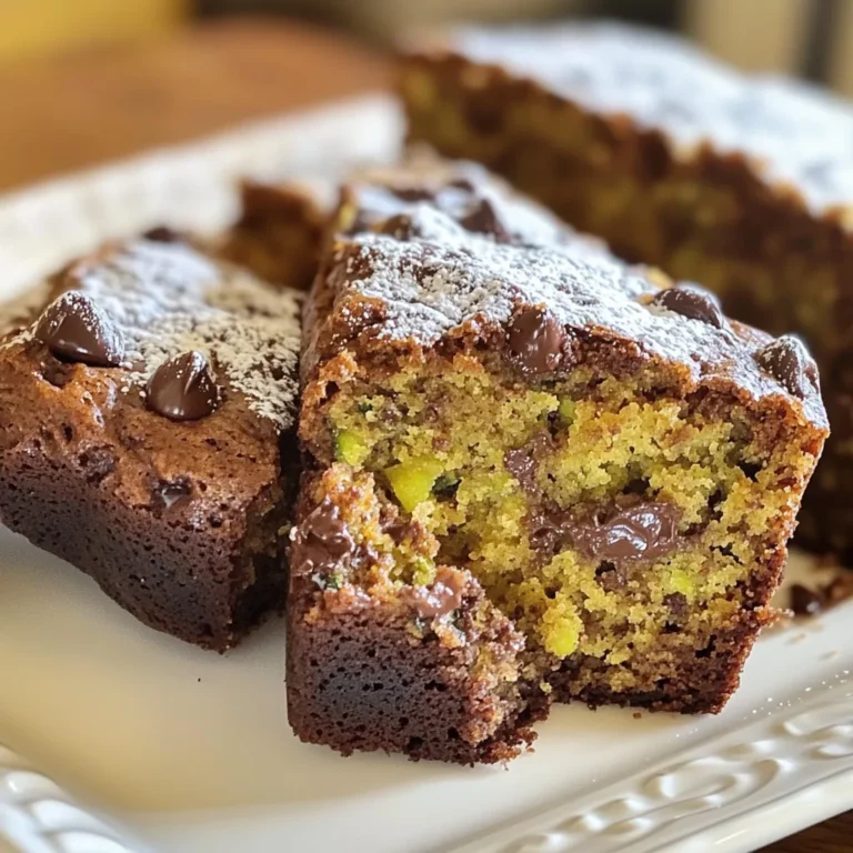 Für mein saftiges Schokoladenstückchen-Zucchinibrot benötigst du folgende Hauptzutaten: - 2 Tassen geraspelte Zucchini (ca. 1 mittelgroße Zucchini) - 1 ½ Tassen Weizenmehl - 1 Tasse Kristallzucker - ½ Tasse brauner Zucker, fest gepackt - ½ Tasse Pflanzenöl - 3 große Eier - 1 Teelöffel Vanilleextrakt - 1 Teelöffel Natron - ½ Teelöffel Backpulver - ½ Teelöffel Salz - 1 Teelöffel gemahlener Zimt - 1 Tasse Zartbitterschokoladenstückchen Diese Zutaten sorgen für den perfekten Geschmack und die schöne Textur deines Brotes. Manchmal mag ich es, etwas zu experimentieren. Hier sind ein paar optionale Zutaten, die du hinzufügen kannst: - ½ Tasse gehackte Walnüsse (optional) - Du kannst auch andere Nüsse oder Trockenfrüchte probieren. - Für einen besonderen Twist, füge einen Esslöffel Kakaopulver hinzu. Diese Variationen geben deinem Zucchinibrot eine persönliche Note und machen es einzigartig. Hier sind einige Nährwertinformationen, die dir helfen, die Qualität der Zutaten zu verstehen: - Zucchini ist kalorienarm und reich an Vitaminen. - Weizenmehl liefert Kohlenhydrate für Energie. - Zucker sorgt für Süße und Geschmack, aber in Maßen genießen. - Eier sind eine gute Quelle für Eiweiß und Nährstoffe. - Zartbitterschokolade enthält Antioxidantien und kann die Stimmung heben. Diese Zutaten bieten nicht nur Geschmack, sondern auch eine ausgewogene Ernährung. {{ingredient_image_2}} Um das perfekte Schokoladenstückchen-Zucchinibrot zu backen, heize zuerst deinen Ofen auf 175°C (350°F) vor. Fette eine Kastenform von etwa 23x13 cm ein oder lege sie mit Backpapier aus. Das sorgt dafür, dass das Brot nicht kleben bleibt und leicht herauskommt. Das ist wichtig für eine schöne Präsentation. In einer großen Schüssel vermischst du den Kristallzucker, den braunen Zucker und das Pflanzenöl. Rühre gut, bis die Mischung gleichmäßig aussieht. Jetzt füge die großen Eier und den Vanilleextrakt hinzu und schlage alles glatt. Danach kommt die geraspelte Zucchini dazu. Rühre gut um, damit sich alles verbindet. In einer separaten Schüssel vermengst du das Weizenmehl, das Natron, das Backpulver, das Salz und den gemahlenen Zimt. Füge die trockenen Zutaten nach und nach zur feuchten Mischung hinzu. Rühre vorsichtig, bis alles gerade so kombiniert ist. Es ist wichtig, nicht zu lange zu rühren, sonst wird das Brot zäh. Zum Schluss hebst du die Zartbitterschokoladenstückchen und die gehackten Walnüsse unter. Gieße den Teig in die vorbereitete Kastenform und streiche ihn glatt. Backe das Zucchinibrot für 50 bis 60 Minuten. Mach den Zahnstocher-Test: Stecke einen Zahnstocher in die Mitte. Er sollte sauber oder mit ein paar feuchten Krümeln herauskommen. Nach dem Backen nimm das Brot aus dem Ofen. Lass es etwa 10 Minuten in der Form abkühlen. Dann stürzt du es auf ein Kuchengitter und lässt es vollständig auskühlen. So bleibt das Brot saftig und lecker. Es gibt einige Fehler, die beim Backen von Zucchinibrot leicht passieren. Ein häufiger Fehler ist, die Zucchini nicht gut abzutrocknen. Zu viel Wasser kann das Brot matschig machen. Um dies zu vermeiden, pressen Sie die geraspelte Zucchini in einem sauberen Küchentuch aus. Ein anderer Fehler ist, die Zutaten zu lange zu mischen. Rühren Sie nur, bis alles kombiniert ist. Zu langes Rühren kann das Brot zäh machen. Wählen Sie frische, feste Zucchini ohne weiche Stellen. Eine mittelgroße Zucchini reicht für das Rezept. Waschen und schälen Sie die Zucchini nicht. Die Schale bietet Geschmack und Nährstoffe. Raspeln Sie die Zucchini grob. So bleibt das Brot saftig und hat eine schöne Textur. Die richtige Konsistenz ist entscheidend für schmackhaftes Zucchinibrot. Der Teig sollte dick, aber nicht trocken sein. Wenn der Teig zu dick erscheint, fügen Sie einen Esslöffel Wasser oder Milch hinzu. Achten Sie darauf, die Schokoladenstückchen gleichmäßig im Teig zu verteilen. So erhält jeder Bissen einen köstlichen Schokoladengeschmack. Pro Tipps Verwendung von frischer Zucchini: Für das beste Ergebnis verwenden Sie frische, feste Zucchini. Überprüfen Sie, ob sie keine weichen Stellen oder Flecken aufweisen. Backzeit anpassen: Die Backzeit kann je nach Ofen variieren. Überprüfen Sie das Brot etwa 5 Minuten vor Ablauf der Zeit, um ein Überbacken zu vermeiden. Variationen hinzufügen: Experimentieren Sie mit anderen Nüssen, Trockenfrüchten oder Gewürzen, um das Rezept nach Ihrem Geschmack anzupassen. Richtige Lagerung: Bewahren Sie das Zucchinibrot in einem luftdichten Behälter auf, um die Frische zu erhalten und es vor dem Austrocknen zu schützen. {{image_4}} Um ein glutenfreies Zucchinibrot zu machen, tauschen Sie das Weizenmehl aus. Verwenden Sie eine Mischung aus glutenfreiem Mehl. Achten Sie darauf, dass das Mehl Xanthan enthält. Das gibt dem Brot Struktur. Für eine vegane Variante ersetzen Sie die Eier. Verwenden Sie stattdessen Leinsamen oder Chiasamen. Mischen Sie einen Esslöffel Leinsamen mit drei Esslöffeln Wasser. Lassen Sie es ein paar Minuten stehen. Das funktioniert gut als Ei-Ersatz. Sie können auch andere Schokoladensorten verwenden. Probieren Sie weiße Schokolade oder Milchschokolade. Für zusätzliche Crunch können Sie auch andere Nüsse nutzen. Mandeln oder Haselnüsse passen gut dazu. Seien Sie kreativ! Um Ihr Schokoladenstückchen-Zucchinibrot frisch zu halten, lagern Sie es in einem luftdichten Behälter. Der Behälter schützt das Brot vor Trockenheit. Sie können das Brot auch in Frischhaltefolie wickeln. Stellen Sie sicher, dass es gut eingepackt ist. So bleibt es weich und lecker. Lagern Sie das Brot bei Raumtemperatur für bis zu vier Tage. Wenn Sie das Zucchinibrot länger aufbewahren möchten, frieren Sie es ein. Lassen Sie das Brot zuerst vollständig abkühlen. Schneiden Sie es dann in Scheiben. Wickeln Sie jede Scheibe in Frischhaltefolie. Legen Sie die eingewickelten Scheiben in einen Gefrierbeutel. So bleibt das Brot bis zu drei Monate frisch. Beschriften Sie den Beutel mit dem Datum. So wissen Sie, wann es eingefroren wurde. Um das gefrorene Zucchinibrot aufzuwärmen, nehmen Sie es aus dem Gefrierfach. Lassen Sie es zuerst im Kühlschrank auftauen. Zum Aufwärmen legen Sie die Scheiben in den Toaster oder in die Mikrowelle. In der Mikrowelle erhitzen Sie es für etwa 10 bis 15 Sekunden. Im Toaster dauert es ein paar Minuten, bis es warm ist. Genießen Sie es am besten mit etwas Butter oder Marmelade. So wird der Geschmack noch besser. Um Zucchinibrot saftiger zu machen, fügen Sie mehr Zucchini hinzu. Raspeln Sie die Zucchini fein und drücken Sie etwas Saft aus, um die Feuchtigkeit zu kontrollieren. Verwenden Sie auch mehr Öl oder ersetzen Sie einen Teil des Zuckers durch Apfelmus. Dies bringt zusätzliche Feuchtigkeit und Süße. Achten Sie darauf, den Teig nicht zu lange zu mischen. Zu viel Rühren macht das Brot dicht und trocken. Ja, Sie können andere Süßungen verwenden. Honig oder Ahornsirup sind gute Alternativen. Sie verleihen dem Brot eine eigene Note. Denken Sie daran, die Menge anzupassen, da flüssige Süßungen mehr Feuchtigkeit bringen. Wenn Sie weniger Zucker verwenden, kann das Brot weniger süß werden. Experimentieren Sie mit der Süße, um den perfekten Geschmack zu finden. Zucchinibrot kann gesund sein. Es enthält Zucchini, die reich an Vitaminen und Mineralien sind. Die Nüsse bringen gesunde Fette und Proteine. Achten Sie darauf, die Zuckermenge zu reduzieren, um das Brot gesünder zu machen. Vollkornmehl statt Weißmehl kann auch mehr Ballaststoffe bieten. So wird Ihr Zucchinibrot nahrhafter und lecker. Zucchinibrot mit Schokoladenstückchen ist einfach zuzubereiten. Wir haben die wichtigsten Zutaten, Schritte und Tipps behandelt. Denke an Variationen wie glutenfrei oder vegan. Lagere dein Brot richtig für beste Ergebnisse. Mit diesen Tipps machst du das perfekte Zucchinibrot. Probiere es aus! Es wird sicher lecker.