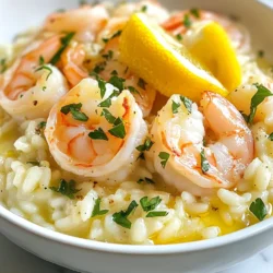 Für das cremige Zitronen-Knoblauch-Garnelen-Risotto benötigst du folgende Hauptzutaten: - 1 Tasse Arborio-Reis - 450 g Garnelen, geschält und entdarmt - 1 Liter Hühner- oder Gemüsebrühe - 1 mittelgroße Zwiebel, fein gehackt - 3 Knoblauchzehen, gehackt - 1 Zitrone (Schale und Saft) - 240 ml Schlagsahne - 50 g geriebener Parmesan - 2 Esslöffel Olivenöl - 2 Esslöffel ungesalzene Butter - Salz und Pfeffer nach Geschmack - Frische Petersilie, gehackt, zur Garnitur Diese Zutaten sind die Basis für dein köstliches Risotto. Arborio-Reis ist wichtig, da er die perfekte Cremigkeit bringt. Die Garnelen bieten tollen Geschmack und Textur. Die Gewürze und Kräuter in diesem Rezept machen es besonders: - Salz und Pfeffer: Diese beiden Grundgewürze betonen den Geschmack der Zutaten. - Frische Petersilie: Sie bringt Farbe und einen frischen Geschmack ins Gericht. - Zitronenschale: Sie gibt dem Risotto eine fruchtige Note und macht es lebendig. Diese einfachen Gewürze und Kräuter sind sehr wichtig. Sie bringen das Beste aus den Zutaten hervor und machen das Gericht noch leckerer. Wenn du Garnelen auswählst, achte auf diese Punkte: - Frische: Wähle lebende oder frisch gefrorene Garnelen. Sie haben den besten Geschmack. - Größe: Mittlere bis große Garnelen sind ideal. Sie bleiben saftig und zart. - Herkunft: Kaufe Garnelen aus nachhaltigen Quellen. Das schützt die Meeresumwelt. Die Wahl hochwertiger Garnelen macht einen großen Unterschied. Sie sind das Herzstück des Gerichts und tragen maßgeblich zum Geschmack bei. {{ingredient_image_2}} Zuerst bereite die Brühe vor. Erhitze Hühner- oder Gemüsebrühe in einem kleinen Topf. Halte die Brühe bei niedriger Hitze warm, aber lass sie nicht kochen. Das ist wichtig, um den Kochprozess des Risottos gleichmäßig zu halten. Jetzt kümmere dich um die Zutaten. Hacke die Zwiebel und die Knoblauchzehen fein. Reibe die Schale der Zitrone und presse ihren Saft aus. Halte alles bereit, damit du schnell arbeiten kannst. Erhitze in einer großen Pfanne das Olivenöl und 1 Esslöffel Butter bei mittlerer Hitze. Füge die Zwiebel hinzu und brate sie etwa 3-4 Minuten. Sie soll durchsichtig werden. Gib dann den gehackten Knoblauch dazu und brate ihn eine weitere Minute. Der Knoblauch sollte aromatisch riechen. Jetzt kommt der Arborio-Reis. Rühre ihn gut ein und lasse ihn 2-3 Minuten rösten. Er wird leicht glasig. Beginne dann, die warme Brühe hinzuzufügen. Nimm jeweils eine Kelle, rühre oft um und lasse den Reis die Brühe aufnehmen. Wiederhole das für 18-20 Minuten. Der Reis soll cremig und al dente sein. Während das Risotto kocht, schmilz die restliche Butter in einer separaten Pfanne. Füge die Garnelen, Zitronenabrieb, Salz und Pfeffer hinzu. Brate die Garnelen 3-4 Minuten, bis sie rosa und undurchsichtig sind. Nimm sie danach vom Herd. Sobald das Risotto fertig ist, rühre die Schlagsahne, den Zitronensaft und den Parmesan ein. Mische alles gut durch und schmecke mit Salz und Pfeffer ab. Füge die Garnelen vorsichtig ins Risotto und lasse sie kurz erwärmen. Serviere das Risotto heiß. Garniere es mit frischer Petersilie und einem Spritzer Zitronenabrieb. So sieht es nicht nur gut aus, sondern schmeckt auch noch besser! Um einen perfekten cremigen Risotto zu machen, wähle Arborio-Reis. Dieser Reis hat viel Stärke. Dadurch wird dein Risotto schön cremig. Rühre den Reis gut um, damit er gleichmäßig gart. Füge die Brühe langsam hinzu. Eine Kelle nach der anderen. So nimmt der Reis die Flüssigkeit besser auf. Die Temperatur ist wichtig. Halte die Brühe warm, aber nicht kochend. Das hilft dem Reis, gleichmäßig zu garen. Rühre oft, um ein Anbrennen zu vermeiden. Das ständige Rühren bringt die Stärke aus dem Reis. Dadurch wird das Risotto schön sämig. Ein häufiger Fehler ist, zu viel Brühe auf einmal hinzuzufügen. Das macht das Risotto matschig. Achte darauf, den Reis nicht zu lange zu kochen. Er sollte al dente sein, also noch etwas Biss haben. Lass das Risotto nicht zu lange stehen, bevor du es servierst. Es wird sonst trocken. Pro Tipps Verwende frische Garnelen: Frische Garnelen sorgen für einen besseren Geschmack und eine zartere Textur im Risotto. Rühre häufig um: Häufiges Rühren hilft dabei, dass der Arborio-Reis gleichmäßig gart und die cremige Konsistenz erreicht wird. Das richtige Verhältnis von Flüssigkeit: Achte darauf, die Brühe nach und nach hinzuzufügen, damit der Reis die Flüssigkeit optimal aufnehmen kann. Zitronenabrieb hinzufügen: Der Abrieb der Zitrone verleiht dem Gericht eine frische Note und intensiviert den Geschmack des Risottos. {{image_4}} Du kannst viele Zutaten in diesem Rezept ändern. Zum Beispiel: - Verwende statt Arborio-Reis Carnaroli-Reis für eine noch cremigere Textur. - Füge Erbsen oder Spargel für mehr Farbe und Frische hinzu. - Probiere geröstete Paprika oder getrocknete Tomaten für einen herzhaften Geschmack. Wenn du kein Fleisch oder Meeresfrüchte magst, gibt es tolle Alternativen: - Ersetze die Garnelen mit gebratenen Champignons oder Zucchini. - Nutze Gemüsebrühe anstelle von Hühnerbrühe, um ein vollwertiges vegetarisches Gericht zu machen. - Für eine Meeresfrüchte-Option, verwende Jakobsmuscheln oder Muscheln. Du kannst die Aromen einfach anpassen: - Füge frische Kräuter wie Basilikum oder Thymian für mehr Geschmack hinzu. - Probiere eine Prise Chili für einen scharfen Kick. - Experimentiere mit verschiedenen Käsesorten, wie Feta oder Pecorino, um das Risotto neu zu gestalten. Diese Variationen machen dein cremiges Zitronen-Knoblauch-Risotto immer wieder neu und spannend! Um Reste des cremigen Zitronen-Knoblauch Garnelen Risottos gut aufzubewahren, folge diesen Schritten: - Lass das Risotto auf Raumtemperatur abkühlen. - Fülle es in einen luftdichten Behälter. - Achte darauf, nicht zu viel Luft im Behälter zu lassen, um die Frische zu bewahren. Wenn du diese Schritte befolgst, bleibt das Risotto frisch und lecker. Wenn du das Risotto wieder aufwärmen möchtest, gibt es einige einfache Tipps: - Gib das Risotto in eine Pfanne und füge etwas Brühe oder Wasser hinzu. - Erhitze es bei niedriger Hitze und rühre oft um. - Achte darauf, dass es gleichmäßig warm wird und nicht anbrennt. So bleibt die cremige Textur erhalten. Das Risotto hält sich gut, wenn du es richtig lagerst: - Im Kühlschrank bleibt es bis zu drei Tage frisch. - Wenn du es einfrierst, kannst du es bis zu drei Monate aufbewahren. Denke daran, das Risotto vor dem Einfrieren in Portionen zu teilen. So kannst du es leicht auftauen und genießen. Ja, du kannst gefrorene Garnelen verwenden. Achte darauf, sie gut abzutauen. Am besten legst du sie über Nacht in den Kühlschrank. Wenn du es eilig hast, kannst du sie in kaltem Wasser auftauen. Dies hilft, die Textur zu erhalten. Gefrorene Garnelen sind oft frisch gefangen und haben tollen Geschmack. Das Risotto braucht etwa 18 bis 20 Minuten, um zu kochen. Du musst oft rühren, damit der Reis gleichmäßig gart. Achte darauf, die Brühe langsam hinzuzufügen. So kann der Reis die Flüssigkeit gut aufnehmen. Das macht das Risotto schön cremig. Wenn du einen al dente Biss magst, stoppe den Kochvorgang nach 18 Minuten. Risotto kann gesund sein, wenn du frische Zutaten verwendest. Arborio-Reis ist reich an Stärke, was gut für die Konsistenz ist. Die Brühe und das Gemüse bieten Nährstoffe. Du kannst es gesünder machen, indem du weniger Sahne verwendest. Auch mehr Gemüse kann hinzugefügt werden. Achte auf die Portionsgröße, um die Kalorien im Zaum zu halten. Zusammenfassend haben wir die Zutaten, die Zubereitung und die Tipps für Risotto behandelt. Du hast gelernt, wie man die Brühe und Garnelen vorbereitet, um ein leckeres Gericht zu kreieren. Das richtige Rühren und die Temperatur sind entscheidend. Auch die Lagerung der Reste ist wichtig, um nichts zu verschwenden. Risotto ist vielseitig und lässt sich anpassen. Experimentiere mit neuen Zutaten und habe Spaß beim Kochen. Mit diesen Tipps wird dein Risotto immer gelingen.