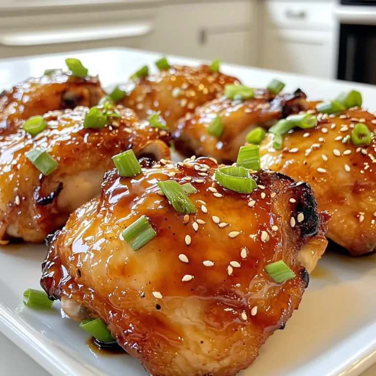 Für mein Teriyaki-Hühnchen brauche ich: - 4 Hähnchenschenkel ohne Knochen und Haut - 60 ml Sojasauce (oder Tamari für glutenfrei) - 2 Esslöffel Honig oder Ahornsirup - 2 Esslöffel Reisessig - 1 Esslöffel Sesamöl - 2 Knoblauchzehen, fein gehackt - 1 Teelöffel frisch geriebener Ingwer - 1 Esslöffel Maisstärke - 1/2 Teelöffel schwarzer Pfeffer - Geschnittene Frühlingszwiebeln und Sesamsamen zur Garnitur Diese Zutaten sorgen für einen tollen Geschmack. Die Hähnchenschenkel werden schön zart und aromatisch. Wenn du glutenfrei bist, verwende Tamari statt Sojasauce. Für eine vegane Option kann man Tofu statt Hähnchen nehmen. Du kannst auch Honig durch Ahornsirup ersetzen, um es vegan zu machen. Reisessig ist oft sicher für viele Diäten, aber achte immer auf die Zutatenliste. Um dein Gericht zu verfeinern, empfehle ich: - Geschnittene Frühlingszwiebeln - Sesamsamen Diese Garnituren bringen Farbe und Crunch. Sie heben das Gericht hervor und machen es noch leckerer. Um die Marinade zu machen, benötigst du eine große Schüssel. Gib die Sojasauce, den Honig oder den Ahornsirup, den Reisessig und das Sesamöl hinein. Füge dann den gehackten Knoblauch und den geriebenen Ingwer hinzu. Rühre alles gut um, bis es gut vermischt ist. Diese Mischung ist die Basis für deinen Geschmack. Nimm die Hähnchenschenkel und lege sie in einen wiederverschließbaren Beutel oder eine Schüssel. Gieße die Marinade darüber. Stelle sicher, dass alle Teile gut bedeckt sind. Verschließe den Beutel oder decke die Schüssel ab. Lass das Hähnchen mindestens 30 Minuten oder bis zu 2 Stunden im Kühlschrank marinieren. So zieht der Geschmack richtig ein. Heize die Heißluftfritteuse auf 193 °C vor. Das dauert etwa 5 Minuten. Nimm die Hähnchenschenkel aus der Marinade und lasse die überschüssige Marinade abtropfen. Lege die Schenkel in einer einzigen Schicht in den Korb. Streue die Maisstärke und den schwarzen Pfeffer gleichmäßig darüber. Garen Sie das Hähnchen für 18-20 Minuten. Wende die Schenkel nach der Hälfte der Zeit. Das Hähnchen ist fertig, wenn die Innentemperatur 74 °C erreicht. Es sollte goldbraun und knusprig sein. Die Garzeit für knuspriges Hühnchen in der Heißluftfritteuse liegt bei 18 bis 20 Minuten. Dabei ist es wichtig, die Schenkel einmal zu wenden. Überprüfen Sie die Innentemperatur mit einem Fleischthermometer. Diese sollte 74 °C erreichen, um sicherzustellen, dass das Hühnchen gut durchgegart ist. Ein knuspriges Ergebnis entsteht, wenn Sie die Maisstärke gleichmäßig auf die Hähnchenschenkel streuen. Die Marinade ist der Schlüssel zu einem geschmackvollen Gericht. Marinieren Sie die Hähnchenschenkel mindestens 30 Minuten. Für einen intensiveren Geschmack empfehle ich, sie bis zu zwei Stunden im Kühlschrank zu lassen. Verwenden Sie die restliche Marinade, um sie nach dem Garen einzudicken und über das Hühnchen zu träufeln. So bleibt das Aroma frisch und intensiv. Jeder hat einen anderen Geschmack. Für eine süßere Note können Sie mehr Honig oder Ahornsirup hinzufügen. Mögen Sie es schärfer? Fügen Sie etwas Chili oder Sriracha hinzu. Experimentieren Sie mit den Gewürzen, um das ideale Geschmackserlebnis für sich selbst zu finden. Denken Sie daran, dass die Balance zwischen süß, salzig und umami wichtig ist. {{image_4}} Wenn Sie glutenfrei essen, können Sie einfach Tamari anstelle von Sojasauce verwenden. Tamari ist eine tolle Alternative. Es schmeckt ähnlich und macht Ihr Gericht sicher. Suchen Sie auch nach glutenfreier Maisstärke. Diese Anpassungen helfen, den Geschmack zu bewahren. Das Hinzufügen von Gemüse macht Ihr Gericht bunt und gesund. Einige gute Optionen sind Brokkoli, Paprika oder Karotten. Schneiden Sie das Gemüse klein, damit es gleichmäßig gart. Legen Sie es einfach in die Heißluftfritteuse zusammen mit dem Hühnchen. Das Gemüse wird schön knusprig und nimmt die Aromen der Marinade auf. Wenn Sie kein Hühnchen essen möchten, können Sie Tofu oder Fisch verwenden. Tofu eignet sich gut, wenn es gut mariniert wird. Verwenden Sie festen Tofu und schneiden Sie ihn in Stücke. Für Fisch empfehlen sich Lachs oder Kabeljau. Diese Optionen bieten viele Geschmäcker und Texturen. Marinieren Sie sie wie das Hühnchen für besten Geschmack. Wenn du nach dem Essen Reste hast, bewahre sie sicher auf. Lass das Hühnchen zuerst auf Zimmertemperatur abkühlen. Danach lege es in einen luftdichten Behälter. So bleibt das Hühnchen frisch. Du kannst es bis zu drei Tage im Kühlschrank aufbewahren. Um das Hühnchen wieder aufzuwärmen, nutze die Heißluftfritteuse. Stelle sie auf 160 °C (320 °F) ein. Lege das Hühnchen hinein und wärme es für etwa 10 Minuten. So wird es knusprig und lecker. Du kannst auch die Mikrowelle nutzen, aber das Hühnchen wird nicht so knusprig. Wenn du das Hühnchen länger aufbewahren möchtest, friere es ein. Wickel die Stücke gut in Frischhaltefolie ein. Lege sie dann in einen Gefrierbeutel. So bleiben sie bis zu drei Monate frisch. Zum Auftauen lass das Hühnchen über Nacht im Kühlschrank. Erwärme es danach wie oben beschrieben. Um zartes Hühnchen zu bekommen, marinieren Sie die Schenkel mindestens 30 Minuten. Je länger sie marinieren, desto besser wird der Geschmack und die Zartheit. Die Säure im Reisessig hilft, das Fleisch zu zart zu machen. Auch das Hinzufügen von Honig oder Ahornsirup macht das Hühnchen saftig. Achten Sie darauf, die Schenkel nicht zu lange zu garen. Die perfekte Innentemperatur ist 74 °C. Ja, die Marinade kann leicht im Voraus zubereitet werden. Mischen Sie die Sojasauce, Honig, Reisessig, Sesamöl, Knoblauch und Ingwer in einer Schüssel. lagern Sie die Marinade in einem luftdichten Behälter im Kühlschrank. So sparen Sie Zeit, wenn Sie das Hühnchen zubereiten. Verwenden Sie die Marinade innerhalb von drei Tagen für beste Ergebnisse. Ja, wenn Sie eine Alternative zur Sojasauce suchen, können Sie Tamari verwenden. Tamari ist glutenfrei und hat einen ähnlichen Geschmack. Eine weitere Option ist Kokosnussaminos, das süßer und weniger salzig ist. Diese Alternativen funktionieren gut in der Marinade und geben dem Hühnchen immer noch einen tollen Geschmack. Teriyaki-Hühnchen ist einfach und lecker. In diesem Artikel haben wir die besten Zutaten und Tipps behandelt. Du hast gelernt, wie man die Marinade macht und das Hähnchen richtig gart. Wir haben auch Variationen für verschiedene Diäten angeboten. Denk daran, das Hühnchen gut aufzubewahren und richtig aufzuwärmen. Mit diesen Tipps kannst du köstliches Teriyaki-Hühnchen genießen. Experimentiere und finde deine Lieblingsvariationen!