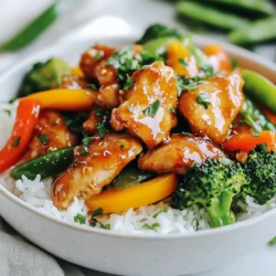 Für mein Honig-Knoblauch-Hühnchen benötigst du diese Hauptzutaten: - 450 g Hähnchenbrust, in dünne Streifen geschnitten - 2 Esslöffel Honig - 3 Esslöffel Sojasauce (niedriger Natriumgehalt) - 3 Knoblauchzehen, fein gehackt - 1 Stück frischer Ingwer (ca. 2,5 cm), gerieben - 1 Paprika (rot oder gelb), in Streifen geschnitten - 1 Tasse Brokkoliröschen - 1 Tasse Zuckerschoten - 2 Esslöffel Pflanzenöl (Raps- oder Sesamöl) - 1 Esslöffel Maisstärke, gemischt mit 2 Esslöffeln kaltem Wasser - Salz und Pfeffer nach Geschmack - Gekochter Jasminreis oder Quinoa zum Servieren Diese Zutaten bringen viele Aromen zusammen. Der Honig sorgt für Süße, während der Knoblauch und Ingwer für einen starken Geschmack sorgen. Die Wahl des Gemüses ist wichtig. Ich empfehle, frische Paprika, Brokkoli und Zuckerschoten zu verwenden. Diese Gemüsesorten passen gut zu Hühnchen. Sie halten ihre Form beim Kochen und geben dem Gericht eine schöne Farbe. Du kannst auch anderes Gemüse hinzufügen. Möhren oder Pilze sind tolle Alternativen. Achte darauf, dass das Gemüse frisch aussieht. Frisches Gemüse hat mehr Geschmack und Nährstoffe. Frische Zutaten machen den Unterschied. Hier sind ein paar Tipps, um die besten Zutaten auszuwählen: - Hähnchenbrust: Achte auf eine rosa Farbe und festen Fleisch. Vermeide Fleisch mit einer grauen Farbe. - Gemüse: Suche nach knackigen und glänzenden Stücken. Sie sollten keine braunen Flecken haben. - Honig: Wähle besten Honig aus deiner Region. Er hat oft einen tieferen Geschmack. - Sojasauce: Eine gute Sojasauce sollte klar und nicht trüb sein. Mit diesen Tipps erhältst du die besten Zutaten für dein Honig-Knoblauch-Hühnchen. {{ingredient_image_2}} Zuerst mache ich die Marinade. Ich vermenge 2 Esslöffel Honig, 3 Esslöffel Sojasauce, 3 gehackte Knoblauchzehen und 2,5 cm geriebenen Ingwer in einer Schüssel. Rühre alles gut um, bis es gleichmäßig aussieht. Diese Mischung gibt dem Hähnchen einen tollen Geschmack. Jetzt erhitze ich 1 Esslöffel Pflanzenöl in einer großen Pfanne bei mittlerer bis hoher Hitze. Ich füge die 450 g Hähnchenbruststreifen hinzu und brate sie. Nach etwa 5 bis 6 Minuten sind sie durchgegart. Ich würze das Hähnchen mit Salz und Pfeffer und nehme es dann aus der Pfanne. In der gleichen Pfanne gebe ich 1 weiteren Esslöffel Öl dazu. Ich füge die geschnittene Paprika, 1 Tasse Brokkoliröschen und 1 Tasse Zuckerschoten hinzu. Ich brate das Gemüse für 3 bis 4 Minuten. Es sollte zart, aber noch knackig sein. Dann gebe ich das Hähnchen zurück in die Pfanne und gieße die Marinade darüber. Jetzt ist es Zeit, die Sauce dick zu machen. Ich nehme 1 Esslöffel Maisstärke und mische ihn mit 2 Esslöffeln kaltem Wasser. Diesen Schlamm gebe ich in die Pfanne. Ich rühre alles gut um und lasse es 1 bis 2 Minuten köcheln, bis die Sauce glänzt. Dann serviere ich das Gericht über gekochtem Jasminreis oder Quinoa. Um saftige Hähnchenstreifen zu braten, schneide das Fleisch dünn. Dünne Stücke garen gleichmäßiger und schneller. Erhitze das Öl gut, bevor du das Hähnchen hinzufügst. So brät das Fleisch schön goldbraun. Rühre ständig um, damit es nicht anbrennt. Würze es während des Bratens mit Salz und Pfeffer, um mehr Geschmack zu bekommen. Die Honig-Knoblauch-Sauce ist vielseitig. Du kannst mehr oder weniger Honig nach deinem Geschmack hinzufügen. Für einen schärferen Kick, füge etwas Chili oder Sriracha hinzu. Möchtest du mehr Tiefe? Ein Spritzer Limettensaft bringt Frische. Experimentiere mit verschiedenen Sojasaucen, um den Geschmack zu variieren. Für knackiges Gemüse ist Timing wichtig. Brate das Gemüse nur kurz, damit es zart bleibt. Beginne mit härterem Gemüse wie Brokkoli und füge dann weichere Sorten wie Paprika hinzu. Halte die Hitze hoch, um die Farben und Nährstoffe zu bewahren. Ein Spritzer Wasser kann helfen, Dampf zu erzeugen und das Gemüse schnell zu garen. Profi Tipps Hähnchen marinieren: Lassen Sie das Hähnchen mindestens 30 Minuten in der Honig-Knoblauch-Marinade ziehen, um den Geschmack zu intensivieren. Gemüse frisch halten: Achten Sie darauf, das Gemüse nicht zu lange zu braten, damit es knackig bleibt und seine Farbe behält. Variationen ausprobieren: Fügen Sie zusätzliches Gemüse wie Karotten oder Zucchini hinzu, um mehr Farbe und Nährstoffe zu integrieren. Soße anpassen: Passen Sie die Süße und Salzigkeit der Soße an Ihren persönlichen Geschmack an, indem Sie mehr oder weniger Honig oder Sojasauce verwenden. {{image_4}} Eine tolle Variante ist, Nüsse hinzuzufügen. Mandeln oder Cashews passen gut. Diese geben dem Gericht einen knackigen Biss. Rüsten Sie Ihre Pfanne auf, indem Sie die Nüsse in der gleichen Pfanne leicht anrösten. Fügen Sie die Nüsse am Ende hinzu, wenn das Gericht fertig ist. So bleibt der Crunch erhalten. Wenn Sie eine vegane Option suchen, probieren Sie Tofu aus. Nehmen Sie festen Tofu und schneiden Sie ihn in Würfel. Braten Sie ihn wie das Hähnchen an. Der Tofu nimmt die Aromen der Sauce gut auf. Sie können auch die gleiche Marinade verwenden. Das macht es einfach und schnell. Das Gericht lässt sich leicht anpassen. Fügen Sie Chili-Flocken für etwas Schärfe hinzu. Oder probieren Sie eine Prise Kreuzkümmel für ein warmes Aroma. Auch frische Kräuter wie Basilikum oder Koriander passen gut. Experimentieren Sie mit Gewürzen, um neue Geschmäcker zu entdecken. So wird Ihr Honig-Knoblauch-Hühnchen immer interessant. Um das Honig-Knoblauch-Hühnchen frisch zu halten, lege es in einen luftdichten Behälter. So bleibt es bis zu drei Tage haltbar. Achte darauf, das Gericht vollständig abkühlen zu lassen, bevor du es in den Kühlschrank stellst. Das schützt vor Kondensation. Wenn du das Gericht länger aufbewahren willst, friere es ein. Teile das Hühnchen in Portionen auf und lagere es in Gefrierbeuteln. Drücke die Luft heraus, bevor du sie verschließt. So bleibt es bis zu drei Monate frisch. Achte darauf, das Gericht vor dem Einfrieren gut abzukühlen. Um das Hühnchen aufzuwärmen, nutze eine Pfanne oder Mikrowelle. In der Pfanne erhitzt du es bei mittlerer Hitze, damit es gleichmäßig warm wird. Füge etwas Wasser oder Brühe hinzu, um die Sauce wieder geschmeidig zu machen. In der Mikrowelle kannst du es mit einem feuchten Küchentuch abdecken, um ein Austrocknen zu vermeiden. Erwärme es in kurzen Intervallen und rühre zwischendurch um. So bleibt der Geschmack frisch und lecker. Die Zubereitung des Honig-Knoblauch-Hühnchens dauert etwa 25 Minuten. Die Vorbereitungszeit beträgt ungefähr 10 Minuten. Das Kochen selbst nimmt dann weitere 15 Minuten in Anspruch. Du kannst also schnell ein leckeres Abendessen zaubern. Ja, du kannst das Gemüse nach deinem Geschmack ändern. Nutze zum Beispiel Karotten, Zucchini oder sogar Blumenkohl. Achte darauf, dass das Gemüse gleichmäßig geschnitten ist, damit es gleichmäßig gart. So bleibt es knackig und frisch. Zu Honig-Knoblauch-Hühnchen passen viele Beilagen. Jasminreis oder Quinoa sind großartige Optionen. Du kannst auch einen frischen Salat dazu reichen. Wenn du etwas mehr möchtest, serviere es mit gebratenen Nudeln oder einer Gemüsebeilage. Ja, dieses Rezept ist gesund. Es enthält mageres Hähnchenfleisch und viele frische Gemüse. Der Honig gibt Süße, ohne zu viel Zucker hinzuzufügen. Du kannst den Salzgehalt mit Sojasauce kontrollieren. Verwende Sojasauce mit niedrigem Natriumgehalt für eine noch gesündere Wahl. Honig-Knoblauch-Hühnchen ist einfach und lecker. Wir haben die besten Zutaten und deren Auswahl besprochen. Die Schritt-für-Schritt-Anleitung hilft dir, das Gericht mühelos zuzubereiten. Tipps und Tricks sorgen für perfekte Ergebnisse. Vergiss nicht, die Variationen auszuprobieren, um neue Geschmäcker zu entdecken. Lagere die Reste richtig und erhalte den besten Genuss. Mit diesen Informationen bist du bereit. Jetzt kannst du ausprobieren und deine Lieben beeindrucken. Viel Freude beim Kochen!