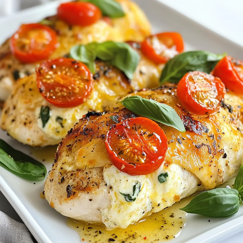 Für das Rezept benötigst du die folgenden Zutaten: - 4 Hähnchenbrustfilets, ohne Haut und Knochen - 225 g Frischkäse, weich - 4 Knoblauchzehen, fein gehackt - 1 Tasse Spinat, gehackt (frisch oder gefroren) - 120 g geriebener Parmesan - 1 TL getrockneter Oregano - 1 TL Salz - 1/2 TL schwarzer Pfeffer - 1 EL Olivenöl - 1 Tasse Cherrytomaten, halbiert (zum Garnieren) - Frische Basilikumblätter (zum Garnieren) Diese Zutaten bieten dir eine tolle Kombination aus Aromen. Der Frischkäse sorgt für Cremigkeit. Knoblauch bringt einen kräftigen Geschmack. Spinat fügt Farbe und Nährstoffe hinzu. Parmesan gibt einen herzhaften Touch. Oregano rundet das Ganze ab. Diese Portion enthält etwa: - Kalorien: 360 - Fett: 20 g - Kohlenhydrate: 4 g - Protein: 42 g Das Gericht ist reich an Protein. Es ist perfekt für eine gesunde Ernährung. Die Fette kommen hauptsächlich aus dem Hähnchen und dem Olivenöl. Du kannst einige Zutaten leicht ändern: - Verwende Ricotta anstelle von Frischkäse für eine andere Textur. - Ersetze Spinat durch Mangold oder Grünkohl für einen neuen Geschmack. - Nutze Feta-Käse statt Parmesan für mehr Würze. Diese Alternativen helfen dir, das Rezept nach deinem Geschmack zu gestalten. Experimentiere mit verschiedenen Kräutern, wie Thymian oder Rosmarin, um neue Aromen zu entdecken. {{ingredient_image_2}} Beginnen Sie mit den Hähnchenbrustfilets. Nehmen Sie vier Stück und entfernen Sie Haut und Knochen. Dies sorgt für zarte Stücke. Halten Sie die Filets in einer Hand und verwenden Sie ein scharfes Messer. Schneiden Sie vorsichtig eine Tasche seitlich in jedes Filet. Achten Sie darauf, dass Sie nicht ganz durchschneiden. Diese Taschen sind perfekt für die köstliche Füllung. Jetzt bereiten wir die Füllung vor. Nehmen Sie eine mittelgroße Schüssel. Geben Sie 225 g weichen Frischkäse hinein. Fügen Sie vier fein gehackte Knoblauchzehen hinzu. Der Knoblauch gibt viel Geschmack. Nehmen Sie eine Tasse gehackten Spinat, frisch oder gefroren, und geben Sie ihn dazu. Jetzt kommt der geriebene Parmesan, etwa 120 g. Fügen Sie einen Teelöffel Oregano, einen Teelöffel Salz und einen halben Teelöffel schwarzen Pfeffer hinzu. Mischen Sie alles gut. Die Füllung sollte eine glatte, cremige Konsistenz haben. Heizen Sie Ihren Ofen auf 190°C vor. Füllen Sie jede Tasche in den Hähnchenbrustfilets großzügig mit der Füllung. Wenn nötig, sichern Sie die Öffnungen mit Zahnstochern. Nehmen Sie eine große, ofenfeste Pfanne und erhitzen Sie einen Esslöffel Olivenöl bei mittlerer Hitze. Legen Sie die gefüllten Hähnchenfilets in die Pfanne. Braten Sie sie für drei bis vier Minuten auf jeder Seite, bis sie goldbraun sind. Übertragen Sie die Pfanne in den vorgeheizten Ofen und backen Sie das Hähnchen 25 bis 30 Minuten. Die innere Temperatur sollte 74°C erreichen. Fügen Sie fünf Minuten vor Ende der Backzeit die halbierten Cherrytomaten hinzu. Diese sorgen für zusätzlichen Geschmack. Lassen Sie das Hähnchen nach dem Backen fünf Minuten ruhen, bevor Sie die Zahnstocher entfernen. Servieren Sie es auf einer eleganten Platte, garniert mit frischem Basilikum und den Cherrytomaten. Ein häufiger Fehler ist, das Hähnchen zu lange zu braten. Dadurch wird es trocken. Achte darauf, die Temperatur gut zu kontrollieren. Eine andere Falle ist, die Füllung nicht richtig zu mischen. Achte darauf, dass alles gut vermengt ist. Das sorgt für gleichmäßigen Geschmack. Die Füllung ist der Star dieses Gerichts. Verwende frischen Spinat für mehr Geschmack. Frischkäse muss weich sein, damit du ihn gut mischen kannst. Bei der Gewürzmenge kannst du kreativ sein. Ein Spritzer Zitrone gibt der Füllung eine frische Note. Die Garzeit liegt zwischen 25 und 30 Minuten. Nutze ein Fleischthermometer für die beste Genauigkeit. Die Innentemperatur sollte 74°C erreichen. Lass das Hähnchen nach dem Backen ruhen. So bleiben die Säfte im Fleisch. Pro Tipps Die richtige Käsewahl: Verwenden Sie eine Mischung aus Frischkäse und anderen Käsesorten wie Feta oder Ricotta für einen intensiveren Geschmack. Hähnchen marinieren: Marinieren Sie die Hähnchenbrustfilets vor dem Füllen in einer Mischung aus Olivenöl, Zitronensaft und Gewürzen, um zusätzlichen Geschmack zu erhalten. Knoblauchgeschmack intensivieren: Rösten Sie den gehackten Knoblauch leicht in der Pfanne, bevor Sie ihn zur Käsemischung hinzufügen, um einen tieferen Geschmack zu erzielen. Beilagenideen: Servieren Sie das gefüllte Hähnchen mit einem frischen Salat oder geröstetem Gemüse für eine ausgewogene Mahlzeit. {{image_4}} Wenn Sie neue Geschmäcker lieben, können Sie andere Füllungen ausprobieren. Statt Frischkäse können Sie Mozzarella oder Feta verwenden. Diese Käsesorten geben dem Hähnchen einen anderen Geschmack. Auch die Zugabe von getrockneten Tomaten bringt Würze. Für einen herzhaften Kick können Sie auch Schinken oder Speck hinzufügen. Seien Sie kreativ und mischen Sie Ihre Lieblingszutaten! Für eine vegetarische Version können Sie das Hähnchen durch Zucchini oder Auberginen ersetzen. Schneiden Sie das Gemüse auf und füllen Sie es mit der Frischkäse-Mischung. Diese Variante ist leicht und frisch. Sie können auch Quinoa oder Reis zu der Füllung hinzufügen, um mehr Textur zu bekommen. So bleibt das Gericht sättigend und gesund. Kräuter und Gewürze machen einen großen Unterschied. Versuchen Sie, frischen Basilikum oder Petersilie in die Füllung zu geben. Auch Thymian oder Rosmarin passen gut dazu. Diese Kräuter verleihen dem Hähnchen ein neues Aroma. Experimentieren Sie mit verschiedenen Gewürzen wie Paprika oder Chili, wenn Sie es schärfer mögen. So wird jedes Gericht zu einem neuen Erlebnis! Das gefüllte Hähnchen lässt sich gut lagern. Bewahre die Reste in einem luftdichten Behälter auf. Stelle den Behälter in den Kühlschrank. So bleibt das Hähnchen frisch. Du kannst das Gericht auch einfrieren. Wickele es fest in Frischhaltefolie und lege es in einen Gefrierbeutel. Achte darauf, die Luft herauszudrücken. So bleibt der Geschmack erhalten. Um das Hähnchen wieder aufzuwärmen, heize den Ofen auf 175°C vor. Lege das Hähnchen in eine Auflaufform. Decke es mit Aluminiumfolie ab, damit es nicht austrocknet. Backe es für etwa 20 bis 25 Minuten. Du kannst auch die Mikrowelle nutzen. Stelle die Mikrowelle auf mittlere Leistung. Erwärme das Hähnchen in kurzen Intervallen, bis es warm ist. Im Kühlschrank bleibt das gefüllte Hähnchen etwa 3 bis 4 Tage frisch. Achte auf Geruch und Aussehen, bevor du es isst. Wenn du das Hähnchen eingefroren hast, ist es bis zu 3 Monate haltbar. Nach dem Auftauen solltest du es nicht erneut einfrieren. Das könnte die Qualität beeinträchtigen. Das gefüllte Hähnchen bleibt im Kühlschrank bis zu drei Tage frisch. Achte darauf, es in einem luftdichten Behälter aufzubewahren. So bleibt das Hähnchen saftig und lecker. Wenn du die Haltbarkeit verlängern möchtest, kannst du es auch einfrieren. In diesem Fall hält es bis zu drei Monate. Stelle sicher, dass du es gut verpackst, um Gefrierbrand zu vermeiden. Ja, du kannst das Rezept vorbereiten und später backen. Fülle die Hähnchenbrustfilets und lege sie in eine Auflaufform. Decke die Form mit Folie ab und stelle sie in den Kühlschrank. So kannst du das gefüllte Hähnchen ein oder zwei Tage im Voraus zubereiten. Backe es dann einfach, wenn du bereit bist. Achte darauf, die Backzeit möglicherweise um einige Minuten zu verlängern, wenn das Hähnchen kalt ist. Das gefüllte Hähnchen schmeckt hervorragend mit verschiedenen Beilagen. Hier sind ein paar Empfehlungen: - Ein frischer grüner Salat - Gebratene oder geröstete Gemüse - Reis oder Quinoa als Beilage - Kartoffelpüree oder Ofenkartoffeln Diese Beilagen ergänzen den Geschmack des Hähnchens und machen das Gericht noch schöner. Experimentiere und finde deine perfekte Kombination! In diesem Blogpost haben wir die Zutaten für gefülltes Hähnchen besprochen. Wir haben die Nährwerte und Alternativen betrachtet. Dann gab ich eine Schritt-für-Schritt-Anleitung zur Vorbereitung und Zubereitung. Du hast auch Tipps zur Vermeidung von Fehlern und zur perfekten Füllung bekommen. Schließlich gab ich Variationen und Aufbewahrungshinweise. Denke daran, das Rezept nach deinem Geschmack zu variieren. Probiere neue Füllungen und Gewürze aus. Genieße dein gefülltes Hähnchen immer frisch und gut zubereitet!