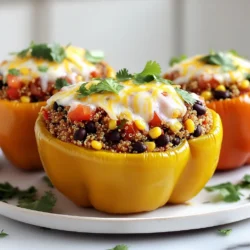 Für die perfekte gefüllte Paprika brauchst du folgende Hauptzutaten: - 4 große Paprika (wähle deine Lieblingsfarbe) - 1 Tasse gekochte Quinoa - 1 Tasse schwarze Bohnen, abgespült und abgetropft - 1 Tasse Mais (frisch oder gefroren) - 1 Tasse gewürfelte Tomaten (aus der Dose oder frisch) Diese Zutaten sorgen für eine tolle Basis. Die Paprika gibt es in vielen Farben. Jede hat ihren eigenen Geschmack und sieht schön aus. Quinoa bringt gesunde Körner in die Füllung. Die schwarzen Bohnen sind voll mit Protein und Ballaststoffen. Die Gewürze machen das Gericht besonders lecker. Hier sind die, die du brauchst: - 1 Teelöffel Kreuzkümmel - 1 Teelöffel Paprika - 1/2 Teelöffel Knoblauchpulver - 1/2 Teelöffel Zwiebelpulver - Salz und Pfeffer nach Geschmack Kreuzkümmel gibt einen warmen, erdigen Geschmack. Paprika fügt eine süße Note hinzu. Knoblauch- und Zwiebelpulver geben Tiefe. Salz und Pfeffer sind wichtig, um alles abzurunden. Käse macht alles besser! Du kannst verwenden: - 1 Tasse geriebener Käse (Cheddar oder Pepper Jack) Der Käse schmilzt schön und sorgt für eine cremige Textur. Cheddar hat einen kräftigen Geschmack, während Pepper Jack etwas schärfer ist. Du kannst auch ganz auf Käse verzichten, wenn du es gesünder magst. Zuerst heize ich die Heißluftfritteuse auf 190°C vor. Das dauert etwa 5 Minuten. Während die Heißluftfritteuse aufheizt, bereite ich die Paprika vor. Ich schneide die Oberseite jeder Paprika ab und entferne die Kerne und Membranen. Es ist wichtig, die Paprika gut zu reinigen, damit die Füllung perfekt passt. Ich stelle die vorbereiteten Paprika beiseite und mache mit der Füllung weiter. Jetzt geht es an die Füllung! In einer großen Rührschüssel kombiniere ich die gekochte Quinoa, die schwarzen Bohnen, den Mais und die gewürfelten Tomaten. Ich füge Kreuzkümmel, Paprika, Knoblauchpulver, Zwiebelpulver, Salz und Pfeffer hinzu. Es ist wichtig, alles gut zu vermengen. Dadurch entsteht ein toller Geschmack. Danach falte ich 3/4 Tasse des geriebenen Käses in die Mischung. Den restlichen Käse hebe ich für später auf. Jetzt fülle ich jede Paprika großzügig mit der Mischung. Ich drücke die Füllung leicht an, damit nichts herausfällt. Dann stelle ich die gefüllten Paprika aufrecht in den Korb der Heißluftfritteuse. Sie sollten eng beieinander stehen, aber nicht umfallen. Ich frittiere die Paprika für 12 bis 15 Minuten. Sie sind fertig, wenn sie zart sind und leicht angebräunt aussehen. In den letzten 2 Minuten sprühe ich den restlichen Käse über die Paprika, damit er schmelzen kann. Nach dem Frittieren lasse ich die Paprika kurz abkühlen, bevor ich sie serviere. Die Garzeit von Paprika hängt von ihrer Größe und Dicke ab. Große Paprika brauchen etwa 12-15 Minuten. Kleinere Sorten, wie die Mini-Paprika, garen schneller, oft in 8-10 Minuten. Achte darauf, dass die Paprika gut gefüllt sind, aber nicht überquellen. So bleiben die Farben und Formen schön. Ein häufiger Fehler ist die Verwendung von rohen Zutaten. Stelle sicher, dass die Quinoa und Bohnen vorgekocht sind. Das sorgt für ein gleichmäßiges Garen. Fülle die Paprika nicht zu voll; sie sollten etwas Platz haben, um gleichmäßig zu garen. Auch das Vorheizen der Heißluftfritteuse ist wichtig. Es hilft, die Paprika gleichmäßig und knusprig zu garen. Präsentation ist alles! Lege die gefüllten Paprika auf einen bunten Teller. Füge ein paar Limettenscheiben hinzu, um Farbe zu bringen. Ein Hauch frischer Koriander oben drauf macht das Gericht noch ansprechender. Du kannst auch einen Dip dazu servieren, um den Geschmack zu verstärken. {{image_4}} Wenn Sie vegetarisch oder vegan leben, gibt es viele tolle Optionen. Anstelle von Käse können Sie pflanzliche Käsealternativen verwenden. Diese schmelzen auch gut und geben einen tollen Geschmack. Für die Füllung können Sie mehr Gemüse wie Zucchini oder Spinat hinzufügen. Diese Ergänzungen bringen frische Aromen und mehr Nährstoffe. Füllungen sind sehr flexibel. Neben Quinoa können Sie Reis oder Hirse verwenden. Für mehr Protein sind Tofu oder Tempeh eine gute Wahl. Auch Nüsse oder Samen bringen einen guten Crunch. Experimentieren Sie mit verschiedenen Gewürzen, um neue Geschmäcker zu entdecken. Fügen Sie zum Beispiel Chili für Schärfe oder italienische Kräuter für eine andere Note hinzu. Für glutenfreie Optionen verwenden Sie glutenfreien Reis oder Hülsenfrüchte. Wenn Sie Low-Carb essen, probieren Sie Blumenkohlreis statt Quinoa. Es ist wichtig, die Füllung nach Ihren Bedürfnissen anzupassen. So genießen Sie die gefüllten Paprika ganz nach Ihrem Geschmack. Dies macht das Gericht nicht nur lecker, sondern auch gesund und nahrhaft. Um die übrig gebliebenen gefüllten Paprika frisch zu halten, lege sie in einen luftdichten Behälter. Achte darauf, dass der Behälter gut verschlossen ist. So bleiben die Aromen erhalten und die Paprika bleiben saftig. Du kannst die gefüllten Paprika auch mit Frischhaltefolie abdecken. Um die gefüllten Paprika wieder aufzuwärmen, gibt es mehrere Methoden. Du kannst sie in der Mikrowelle erhitzen. Stelle die Mikrowelle auf mittlere Leistung und erhitze sie für 2-3 Minuten. Eine andere Möglichkeit ist, die Paprika im Ofen aufzuwärmen. Heize den Ofen auf 180 °C vor und backe die Paprika für 10-15 Minuten. Das sorgt dafür, dass der Käse schön schmilzt. Im Kühlschrank halten die gefüllten Paprika etwa 3-4 Tage. Stelle sicher, dass sie in einem luftdichten Behälter sind. Wenn du sie länger aufbewahren möchtest, kannst du sie einfrieren. Im Gefrierschrank halten sie bis zu 3 Monate. Packe sie dafür gut ein, um Gefrierbrand zu vermeiden. Wenn du bereit bist, sie zu essen, taue sie über Nacht im Kühlschrank auf und wärme sie dann auf. Es dauert etwa 12 bis 15 Minuten, um gefüllte Paprika in der Heißluftfritteuse zu garen. Die genaue Zeit hängt von der Größe der Paprika ab. Ich empfehle, die Paprika bei 190°C zu garen. Sie sollten zart sein und leicht gebräunt aussehen. Wenn du die Paprika aufrecht in den Korb stellst, gart die Hitze gleichmäßig. Ja, du kannst gefüllte Paprika im Voraus zubereiten! Das spart Zeit. Bereite die Füllung und fülle die Paprika ein paar Stunden vorher. Du kannst sie dann im Kühlschrank lagern. Wenn du bereit bist, sie zu garen, nimm sie einfach heraus und gare sie in der Heißluftfritteuse. Das macht das Kochen einfach und schnell. Viele Gemüse können gefüllt werden! Hier sind einige Ideen: - Zucchini: Sie sind weich und nehmen die Füllung gut auf. - Auberginen: Sie haben einen reichen Geschmack und sind perfekt zum Füllen. - Champignons: Große Pilze können mit verschiedenen Füllungen gefüllt werden. - Tomaten: Sie sind saftig und lecker, wenn sie gefüllt sind. Sei kreativ! Nutze dein Lieblingsgemüse und experimentiere mit verschiedenen Füllungen. In diesem Artikel habe ich die wichtigsten Zutaten für gefüllte Paprika behandelt. Wir haben die Hauptzutaten, Gewürze und die Möglichkeit von Käse besprochen. Ich habe eine Schritt-für-Schritt-Anleitung gegeben, um die Paprika von der Vorbereitung bis zum Frittieren zu begleiten. Tipps zur perfekten Garzeit und Tricks zur Präsentation helfen, Fehler zu vermeiden. Es gibt Variationen für jeden Geschmack und Lagerhinweise für übrig gebliebene Paprika. So bleibt deine Mahlzeit frisch. Nutze diese Tipps, um deine gefüllten Paprika lecker und ansprechend zu gestalten.