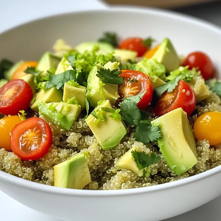 Für dieses frische Gericht brauchst du: - 1 Tasse Quinoa, gründlich gewaschen - 2 Tassen Gemüsebrühe oder Wasser - 1/4 Tasse frischer Koriander, grob gehackt - 1 Limette, ausgepresst und zerkleinert - 1 kleine rote Zwiebel, fein gewürfelt - 1 Knoblauchzehe, gehackt Die Quinoa ist die Basis. Sie gibt dir Füllung und ist nährstoffreich. Der Koriander bringt frischen Geschmack. Die Limette sorgt für eine spritzige Note. Hier sind die Gewürze, die du brauchst: - 1/2 Teelöffel gemahlener Kreuzkümmel - 1/2 Teelöffel Salz (nach Geschmack) - 1/4 Teelöffel schwarzer Pfeffer Kreuzkümmel gibt der Quinoa Tiefe. Salz und Pfeffer runden den Geschmack ab. Du kannst die Mengen anpassen, um den perfekten Geschmack zu finden. Für eine schöne Präsentation und zusätzlichen Geschmack: - 1 Avocado, gewürfelt (als Garnitur) - 1/2 Tasse Cherrytomaten, halbiert (als Garnitur) Die Avocado gibt Cremigkeit. Die Cherrytomaten bringen Farbe und Süße. Garniere die Quinoa, um sie ansprechend zu servieren. Um Quinoa perfekt zu kochen, beginne mit einem mittleren Topf. Bringe 2 Tassen Gemüsebrühe oder Wasser zum Kochen. Füge dann 1 Tasse gründlich gewaschene Quinoa hinzu. Reduziere die Hitze auf niedrig und decke den Topf ab. Lass die Quinoa 15 Minuten köcheln. So saugt sie die Flüssigkeit gut auf. Nach dem Kochen nimm den Topf vom Herd. Lass die Quinoa 5 Minuten abgedeckt ruhen. Danach lockere die Quinoa mit einer Gabel auf. So wird sie schön fluffig. Gib die gekochte Quinoa in eine große Schüssel. Jetzt füge 1/4 Tasse grob gehackten Koriander hinzu. Presse den Saft von 1 Limette hinein. Zerkleinere auch die Limettenschale und gib sie dazu. Füge 1 kleine fein gewürfelte rote Zwiebel und 1 gehackte Knoblauchzehe hinzu. Streue 1/2 Teelöffel gemahlenen Kreuzkümmel, 1/2 Teelöffel Salz und 1/4 Teelöffel schwarzen Pfeffer hinein. Mische alles gut. Achte darauf, dass die Aromen sich verbinden. Probiere die Mischung und passe die Gewürze nach Geschmack an. Du kannst die Quinoa warm oder bei Zimmertemperatur servieren. Garniere jede Portion mit gewürfelter Avocado und halbierten Cherrytomaten. Das sieht toll aus und schmeckt frisch. Ein zusätzlicher Farbtupfer sind frische Korianderblätter. Richte die Quinoa in einer tiefen Schüssel an. So wirkt das Gericht noch einladender. Ein häufiges Problem beim Kochen von Quinoa ist das Ungaren. Zuerst solltest du die Quinoa gründlich waschen. Dies entfernt das Bittere. Nutze die richtige Flüssigkeitsmenge. Zwei Tassen Flüssigkeit für eine Tasse Quinoa sind ideal. Lasse die Quinoa dann für 15 Minuten köcheln und achte auf die Hitze. Zu hohe Hitze kann sie anbrennen. Um den Geschmack zu verbessern, füge mehr Limettensaft hinzu. Du kannst auch mehr frischen Koriander einmischen. Probiere verschiedene Gewürze aus, um neue Geschmäcker zu finden. Kreuzkümmel bringt eine besondere Note. Ein wenig mehr Salz hebt die Aromen hervor. Geschmack ist individuell; passe ihn an deine Vorlieben an. Für die beste Konsistenz lasse die Quinoa nach dem Kochen fünf Minuten ruhen. Dadurch wird sie lockerer. Nutze eine Gabel, um sie aufzulockern. Achte darauf, dass du die Quinoa nicht zu lange kochst. Sie sollte weich, aber nicht matschig sein. Wenn du diese Tipps befolgst, wird deine Quinoa immer perfekt sein. {{image_4}} Koriander-Limetten-Quinoa ist von Natur aus vegan und glutenfrei. Du kannst sie leicht anpassen. Verwende Gemüsebrühe statt Wasser. So bekommst du mehr Geschmack. Achte darauf, dass die Brühe auch wirklich glutenfrei ist. Diese Quinoa bleibt leicht und frisch. Fühle dich frei, weitere Zutaten hinzuzufügen! Hier sind einige tolle Ideen: - Schwarze Bohnen für mehr Protein. - Mais für eine süße Note. - Paprika für etwas Crunch. - Jalapeños, wenn du es scharf magst. Diese Zutaten machen das Gericht noch bunter und schmackhafter. Koriander-Limetten-Quinoa passt zu vielen Anlässen. Du kannst sie als Beilage zu Grillgerichten servieren. Sie ist auch ein toller Hauptgang für ein leichtes Mittagessen. Füge gegrilltes Gemüse hinzu, um es bunter zu machen. Bei Feiern kannst du die Quinoa in kleinen Gläsern anrichten. So wirkt sie elegant und ansprechend. Koriander-Limetten-Quinoa lässt sich gut im Kühlschrank aufbewahren. Fülle die Quinoa in einen luftdichten Behälter. So bleibt sie frisch. Du kannst sie bis zu fünf Tage im Kühlschrank lagern. Achte darauf, die Quinoa vor dem Servieren kurz aufzuwärmen. Das Einfrieren ist auch eine gute Option. Verteile die Quinoa in Portionsgrößen in Gefrierbeuteln. Drücke die Luft gut heraus, um Gefrierbrand zu vermeiden. Koriander-Limetten-Quinoa hält sich bis zu drei Monate im Gefrierfach. Zum Auftauen lege die Beutel einfach in den Kühlschrank. Die Haltbarkeit von Koriander-Limetten-Quinoa ist lang, wenn du sie richtig lagerst. Verwende die Reste in Salaten oder als Beilage. Du kannst die Quinoa auch in Burritos oder Wraps einfüllen. Sie ist vielseitig und bringt frischen Geschmack in viele Gerichte. Quinoa zu kochen dauert etwa 20 Minuten. Zuerst bringe die Gemüsebrühe oder das Wasser zum Kochen. Füge dann die gewaschene Quinoa hinzu und reduziere die Hitze. Decke den Topf ab und lasse die Quinoa 15 Minuten köcheln, bis sie die Flüssigkeit aufnimmt. Danach lasse sie 5 Minuten ruhen, um die perfekte Konsistenz zu erreichen. Ja, du kannst frischen Koriander durch andere Kräuter ersetzen. Petersilie ist eine gute Wahl, wenn du einen milderen Geschmack magst. Minze kann auch einen frischen Kick geben. Basilikum bringt eine süßliche Note. Probiere verschiedene Kräuter aus, um deinen Lieblingsgeschmack zu finden. Ja, Koriander-Limetten-Quinoa ist gesund. Quinoa ist eine gute Proteinquelle und enthält viele Ballaststoffe. Es hat auch wichtige Vitamine und Mineralien. Koriander hat antioxidative Eigenschaften und kann gut für die Verdauung sein. Zusammen sind sie eine nahrhafte und schmackhafte Wahl für jede Mahlzeit. Dieses Rezept für Koriander-Limetten-Quinoa bietet frische Zutaten, tolle Aromen und einfache Zubereitung. Ich habe dir gezeigt, wie du Quinoa richtig kochst und die besten Gewürze auswählst. Außerdem habe ich Tipps gegeben, um häufige Fehler zu vermeiden und Varianten für verschiedene Vorlieben vorzustellen. Denke daran, dass du die Zutaten nach deinem Geschmack anpassen kannst. Probier verschiedene Garnierungen aus, um das Gericht zu verbessern. Mit der richtigen Lagerung bleibt dein Quinoa frisch und lecker. Nutze diese Tipps und genieße dein Gericht!