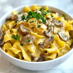 Um einen köstlichen cremigen Pilz Stroganoff zuzubereiten, benötigen Sie folgende Zutaten: - 300 g breite Eiernudeln - 400 g gemischte Champignons (Button, Cremini, Shiitake), in Scheiben geschnitten - 1 mittelgroße Zwiebel, fein gehackt - 2 Knoblauchzehen, gehackt - 2 Esslöffel Olivenöl - 1 Esslöffel Butter - 1 Teelöffel getrockneter Thymian - 1 Teelöffel geräuchertes Paprikapulver - 200 ml Gemüsebrühe - 150 ml pflanzliche Sahne (Kokos- oder Hafercreme) - 2 Teelöffel Sojasauce - Salz und Pfeffer nach Geschmack - Frische Petersilie, gehackt (für die Garnitur) Wählen Sie frische Champignons aus. Sie geben dem Gericht einen tollen Geschmack. Achten Sie darauf, dass die Pilze fest und frei von Flecken sind. Für die Zwiebel und den Knoblauch sollten Sie die besten Sorten wählen. Eine süße Zwiebel passt gut zu diesem Gericht. Verwenden Sie hochwertige pflanzliche Sahne für die beste Cremigkeit. Achten Sie auch darauf, dass die Gemüsebrühe ohne Zusatzstoffe ist. Wenn Sie vegan essen, verwenden Sie einfach pflanzliche Sahne und Butter. Für glutenfreie Optionen können Sie glutenfreie Nudeln wählen. Diese Alternativen sorgen dafür, dass jeder genießen kann. Wenn Sie auf Salz verzichten möchten, verwenden Sie einfach weniger Sojasauce. {{ingredient_image_2}} Beginne mit einem großen Topf. Fülle ihn mit gesalzenem Wasser und bringe es zum Kochen. Füge die breiten Eiernudeln hinzu. Koche sie gemäß den Anweisungen auf der Verpackung, bis sie al dente sind. Das dauert meist etwa 8 bis 10 Minuten. Gieße die Nudeln ab, aber bewahre etwas Nudelwasser auf. Dieses Wasser hilft, die Soße später cremiger zu machen. Nehme eine große Pfanne und erhitze darin das Olivenöl und die Butter bei mittlerer Hitze. Füge die fein gehackte Zwiebel hinzu. Brate sie etwa 5 Minuten lang an, bis sie glasig wird. Dann kommt der gehackte Knoblauch hinzu. Brate ihn für 1 weitere Minute. Der Duft wird deine Küche füllen! Jetzt ist es Zeit für die Pilze. Gebe die in Scheiben geschnittenen Champignons in die Pfanne. Brate sie 8 bis 10 Minuten lang, bis sie goldbraun sind. Die Pilze geben viel Feuchtigkeit ab. Füge dann den getrockneten Thymian und das geräucherte Paprikapulver hinzu. Rühre alles gut um. Lass die Gewürze für 1 Minute anrösten, um den Geschmack zu intensivieren. Gieße dann die Gemüsebrühe hinein. Lasse die Mischung für 5 Minuten köcheln. Jetzt kommt die pflanzliche Sahne und die Sojasauce. Mische alles gut und lasse die Soße weitere 5 Minuten köcheln, bis sie cremig ist. Ist die Soße zu dick? Dann füge nach und nach das aufbewahrte Nudelwasser hinzu. Füge die gekochten Nudeln zur Soße in der Pfanne hinzu. Wende alles vorsichtig, bis die Nudeln gut überzogen sind. Schmecke mit Salz und Pfeffer ab. Das gibt den letzten Schliff! Nehme die Pfanne vom Herd. Serviere den Stroganoff heiß in flachen Schalen. Garniere das Gericht mit frisch gehackter Petersilie. Das sieht nicht nur schön aus, sondern gibt auch einen frischen Geschmack. Ein Stück knuspriges Brot passt perfekt dazu! Ein häufiger Fehler ist, die Pilze zu überkochen. Wenn sie zu lange in der Pfanne sind, verlieren sie ihre Textur. Achte darauf, sie goldbraun zu braten, aber nicht zu lange. Ein weiterer Fehler ist, die Soße nicht genug zu würzen. Salz und Pfeffer sind wichtig. Schmecke die Soße ab, bevor du sie mit den Nudeln vermengst. Wenn du die Nudeln zu lange kochst, werden sie matschig. Koche sie nur al dente, damit sie beim Vermengen nicht zerfallen. Pilze brauchen Hitze, um ihr volles Aroma zu entfalten. Ich empfehle, sie in einer großen Pfanne zu braten. So haben sie Platz, um gleichmäßig zu garen. Beginne mit etwas Öl und Butter, um die Aromen zu verstärken. Lass die Pilze in Ruhe braten, damit sie schön bräunen. Rühre sie erst nach ein paar Minuten um. Das gibt ihnen eine schöne Kruste. Verwende gemischte Pilze für mehr Geschmack. Champignons, Shiitake und Cremini sind besonders lecker. Die Soße sollte cremig, aber nicht zu dick sein. Wenn sie zu dick ist, füge etwas Nudelwasser hinzu. Das Wasser hat Stärke, die die Soße bindet. Beginne mit einem Esslöffel und rühre gut um. Du kannst die Konsistenz auch anpassen, indem du mehr pflanzliche Sahne hinzufügst. Wenn du die Soße lieber dicker magst, lasse sie einfach länger köcheln. So verdampft etwas Flüssigkeit und sie wird sämiger. Pro Tipps Richtige Pilzauswahl: Verwenden Sie eine Mischung aus verschiedenen Pilzen, um den Geschmack zu intensivieren und die Textur zu variieren. Champignons, Shiitake und Cremini harmonieren hervorragend miteinander. Nudelwasser aufbewahren: Das Wasser, in dem die Nudeln gekocht wurden, kann später hinzugefügt werden, um die Soße zu verdünnen, ohne den Geschmack zu beeinträchtigen. Es enthält Stärke, die die Soße bindet. Frische Kräuter hinzufügen: Frische Petersilie oder andere Kräuter kurz vor dem Servieren hinzufügen, um das Gericht mit zusätzlichen Aromen und einer lebendigen Farbe zu verfeinern. Vegane Alternativen: Für eine vegane Version können Sie pflanzliche Sahne und Butter verwenden, um die cremige Textur zu erhalten, ohne tierische Produkte zu verwenden. {{image_4}} Für eine vegane Version des Stroganoffs verwende ich pflanzliche Sahne. Kokos- oder Hafercreme sind ideal. Auch die Butter wird durch mehr Olivenöl ersetzt. Achte darauf, dass die Sojasauce frei von tierischen Produkten ist. Du kannst auch Tofu oder Tempeh für mehr Protein hinzufügen. Um das Gericht glutenfrei zu machen, ersetze die breiten Eiernudeln durch glutenfreie Pasta. Diese gibt es in vielen Varianten, wie aus Reis oder Kichererbsen. Achte darauf, die Gemüsebrühe zu wählen, die glutenfrei ist. So bleibt der Geschmack voll und lecker. Füge frische Kräuter wie Thymian oder Petersilie hinzu, um mehr Frische zu bringen. Auch ein Spritzer Zitronensaft kann den Geschmack heben. Für zusätzliche Tiefe probiere geröstete Nüsse oder Sonnenblumenkerne. Sie bringen einen schönen Crunch und extra Aromen. Um den cremigen Pilz Stroganoff frisch zu halten, bewahre ihn in einem luftdichten Behälter auf. Lass das Gericht zuerst auf Raumtemperatur abkühlen, bevor du es in den Kühlschrank stellst. Dies verhindert Kondenswasser und hält die Textur gut. Wenn du den Stroganoff aufwärmen möchtest, benutze eine Pfanne oder die Mikrowelle. In der Pfanne erwärmen, bis er gut heiß ist. Füge etwas Wasser oder pflanzliche Sahne hinzu, wenn die Soße zu dick wird. In der Mikrowelle kannst du das Gericht in kurzen Intervallen aufwärmen. Rühre zwischendurch um, um die Hitze gleichmäßig zu verteilen. Im Kühlschrank hält sich der Stroganoff etwa 3 bis 4 Tage. Im Gefrierschrank kannst du ihn bis zu 2 Monate lagern. Denke daran, die Portionen zu trennen, damit du nur das auftauen musst, was du brauchst. Achte darauf, den Stroganoff gut einzupacken, um Gefrierbrand zu vermeiden. Um die Soße dicker zu machen, gibt es einfache Wege. Du kannst mehr pflanzliche Sahne hinzufügen. Eine andere Möglichkeit ist, etwas mehr Nudelwasser zu verwenden. Wenn du die Soße länger köcheln lässt, verdampft die Flüssigkeit. Das macht die Soße dicker. Ja, du kannst andere Nudelsorten verwenden. Vollkornnudeln sind eine gute Wahl. Du kannst auch glutenfreie Nudeln nehmen. Achte darauf, die Kochzeit entsprechend anzupassen. So bleiben die Nudeln al dente. Der Stroganoff bleibt im Kühlschrank etwa drei bis vier Tage frisch. Stelle sicher, dass du ihn in einem luftdichten Behälter aufbewahrst. Wenn du ihn einfrierst, bleibt er bis zu drei Monate gut. Zu Stroganoff passen viele Beilagen. Ein frischer Salat bringt eine schöne Note. Knuspriges Brot ist auch ideal, um die Soße aufzutunken. Reis oder Quinoa sind gesunde Alternativen, die ebenfalls gut harmonieren. Ja, frische Kräuter sind eine tolle Ergänzung. Petersilie ist klassisch, aber auch Thymian oder Schnittlauch schmecken gut. Du kannst die Kräuter direkt vor dem Servieren hinzufügen. Sie bringen frischen Geschmack in das Gericht. Diese Anleitung zeigt dir, wie du einen köstlichen Stroganoff zubereitest. Wir haben die besten Zutaten, die Zubereitung und verschiedene Tipps behandelt. Besondere Diäten sind auch berücksichtigt. Achte auf häufige Fehler und die besten Kochtechniken. Du kannst das Gericht anpassen und auch aufbewahren. Nutze die FAQs für weitere Hilfe. Experimentiere mit verschiedenen Varianten und genieße dein Gericht!