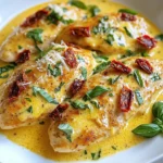 - 4 Hähnchenbrustfilets, ohne Knochen und Haut - 1 Tasse in Öl eingelegte getrocknete Tomaten, abgetropft und grob gehackt - 1 Tasse Sahne - 1 Tasse Hühnerbrühe - 2 Knoblauchzehen, fein gehackt - 1 Teelöffel getrocknetes Basilikum - 1 Teelöffel getrockneter Oregano - 1/2 Teelöffel rote Pfefferflocken (optional für Schärfe) - 2 Esslöffel Olivenöl - 1/2 Tasse geriebener Parmesan - Frische Basilikumblätter zur Garnierung Um dieses Gericht zuzubereiten, brauchst du einige wichtige Zutaten. Die Hähnchenbrustfilets sind die Hauptzutat. Sie geben dem Gericht sein Protein. Die getrockneten Tomaten bringen einen kräftigen Geschmack mit. Sahne sorgt für die cremige Konsistenz. Hühnerbrühe ergänzt den Geschmack und macht die Sauce reichhaltig. Die Gewürze und Öle verbessern die Aromen. Knoblauch gibt einen tollen Duft, während das getrocknete Basilikum und der Oregano die italienische Note hinzufügen. Rote Pfefferflocken bringen eine angenehme Schärfe, die du nach Belieben anpassen kannst. Zusätzlich benötigt man Olivenöl zum Anbraten. Geriebener Parmesan gibt der Sauce eine schöne Tiefe. Frische Basilikumblätter dienen als Dekoration und verleihen dem Gericht Frische. Diese Zutaten machen das Gericht einfach köstlich und sättigend. {{ingredient_image_2}} - Würzen und anbraten Zuerst nehme ich die Hähnchenbrustfilets. Ich würze sie mit Salz und Pfeffer. Achte darauf, dass die Würze gleichmäßig ist. Dann erhitze ich das Olivenöl in einer großen Pfanne. Bei mittlerer bis hoher Hitze brate ich die Filets. Ich lasse sie etwa 5-7 Minuten auf jeder Seite braten. So werden sie goldbraun und durchgegart. Sobald sie fertig sind, nehme ich sie aus der Pfanne und lege sie beiseite. - Knoblauch und Tomaten anbraten In derselben Pfanne gebe ich den fein gehackten Knoblauch. Ich brate ihn etwa 30 Sekunden lang an, bis er duftet. Dann füge ich die grob gehackten, in Öl eingelegten getrockneten Tomaten hinzu. Ich brate sie zwei Minuten mit. Der Duft ist einfach toll! - Brühe und Sahne hinzufügen Jetzt gieße ich die Hühnerbrühe in die Pfanne. Ich bringe die Mischung zum Köcheln. Nach 2-3 Minuten lasse ich sie reduzieren. Dann rühre ich die Sahne, das getrocknete Basilikum und den Oregano ein. Wenn ich es scharf mag, füge ich auch die roten Pfefferflocken hinzu. Ich lasse die Sauce 5-7 Minuten köcheln, bis sie dickflüssig wird. - Parmesan einrühren Ich reduziere die Hitze auf niedrig. Jetzt gebe ich den geriebenen Parmesan dazu. Ich rühre, bis der Käse schmilzt. - Hähnchen in der Sauce erwärmen Jetzt lege ich die Hähnchenbrustfilets zurück in die Pfanne. Ich lasse sie in der cremigen Sauce zwei Minuten warm werden. Danach probiere ich die Sauce und passe die Gewürze an. Ich kann mehr Salz oder Pfeffer hinzufügen, wenn ich möchte. Serviere das cremige Hähnchen über Pasta, Reis oder mit gedämpftem Gemüse. Guten Appetit! Um die Hähnchenbrust perfekt zu garen, achte auf die richtige Temperatur. Brate die Hähnchenbrustfilets bei mittlerer bis hoher Hitze. Das dauert etwa 5-7 Minuten pro Seite. Verwende ein Fleischthermometer. Die Innentemperatur sollte 75 Grad Celsius erreichen. Die Sauce ist der Schlüssel zu diesem Gericht. Du kannst die Gewürze ganz nach deinem Geschmack anpassen. Füge mehr getrocknetes Basilikum oder Oregano hinzu. Für eine schärfere Note nimm etwas mehr rote Pfefferflocken. Wenn die Sauce zu dick ist, gib etwas Hühnerbrühe dazu. Serviere das cremige Hähnchen mit Beilagen. Pasta ist eine tolle Wahl. Du kannst auch Reis oder gedämpftes Gemüse verwenden. Garniere das Gericht mit frischen Basilikumblättern und Parmesan. Das sieht nicht nur gut aus, sondern schmeckt auch fantastisch! Pro Tipps Hähnchen vorbereiten: Lassen Sie die Hähnchenbrustfilets vor dem Würzen etwa 15 Minuten bei Raumtemperatur stehen, um eine gleichmäßigere Garung zu gewährleisten. Tomaten auswählen: Verwenden Sie getrocknete Tomaten in Öl, um zusätzlichen Geschmack und eine cremigere Textur zu erzielen. Sie können auch frische Tomaten hinzufügen, wenn Sie es bevorzugen. Für extra Cremigkeit: Fügen Sie etwas Frischkäse oder Mascarpone zur Sauce hinzu, um die Cremigkeit noch weiter zu steigern. Serviervorschläge: Servieren Sie das Gericht mit frischer Pasta oder knusprigem Brot, um die köstliche Sauce aufzutunken. {{image_4}} Sie können dieses Gericht mit verschiedenen Gemüsesorten aufpeppen. Spinat ist eine tolle Wahl. Er bringt einen frischen Geschmack und schöne Farbe. Zucchini passt auch gut. Sie gibt einen milden, leckeren Geschmack. Fügen Sie das Gemüse einfach in die Pfanne, wenn die Tomaten braten. So bleibt das Gemüse knackig und frisch. Wenn Sie Abwechslung wollen, probieren Sie Putenbrust. Sie hat einen ähnlichen Geschmack wie Hähnchen, ist aber magerer. Tofu ist eine tolle vegane Option. Er nimmt die Aromen der Sauce gut auf. Schneiden Sie ihn in Würfel und braten Sie ihn leicht an, bevor Sie die Sauce hinzufügen. Gewürze können den Geschmack stark verändern. Italienische Kräuter wie Thymian oder Rosmarin machen das Gericht würziger. Ein Spritzer Zitronensaft bringt Frische. Fügen Sie diese Zutaten am Ende der Kochzeit hinzu. So bleiben die Aromen frisch und stark. Bewahren Sie das Hähnchen in einem luftdichten Behälter auf. So bleibt es frisch. Es hält sich bis zu drei Tage im Kühlschrank. Achten Sie darauf, die Sauce gut zu verschließen. So bleibt der cremige Geschmack erhalten. Um das Hähnchen einzufrieren, verwenden Sie einen gefrierfesten Behälter. Lassen Sie die Sauce abkühlen, bevor Sie sie einfüllen. Beschriften Sie den Behälter mit Datum und Inhalt. Das Hähnchen hält sich bis zu drei Monate im Gefrierschrank. So haben Sie immer eine schnelle Mahlzeit zur Hand. Erwärmen Sie die Reste langsam auf dem Herd. Stellen Sie die Hitze auf niedrig und rühren Sie die Sauce gut um. Fügen Sie etwas Hühnerbrühe hinzu, wenn die Sauce zu dick wird. Alternativ können Sie die Reste in der Mikrowelle aufwärmen. Verwenden Sie eine mikrowellengeeignete Schüssel und decken Sie sie ab, um Spritzer zu vermeiden. Die Zubereitung dauert insgesamt 30 Minuten. - Vorbereitungszeit: 15 Minuten - Kochzeit: 15 Minuten In 15 Minuten bereitest du alles vor. Das Hähnchen wird gewürzt und in der Pfanne angebraten. Während das Hähnchen kocht, bereitest du die Sauce mit getrockneten Tomaten und Sahne. In nur 30 Minuten hast du ein leckeres Gericht. Es ist perfekt für ein schnelles Abendessen. Ja, du kannst die Sahne leicht ersetzen. - Optionen für leichtere Varianten: - Griechischer Joghurt - Milch mit etwas Mehl - Kokosmilch für einen anderen Geschmack Griechischer Joghurt gibt eine cremige Textur. Milch mit Mehl macht die Sauce etwas dicker. Kokosmilch bringt einen tollen Geschmack, ist aber nicht für jeden ideal. Diese Optionen machen das Gericht leichter, aber der Geschmack bleibt lecker. Ja, dieses Gericht ist glutenfrei. - Hinweise zur Glutenfreiheit: - Achte darauf, dass die Hühnerbrühe glutenfrei ist. - Verwende glutenfreie Pasta oder Reis als Beilage. Die Hauptzutaten enthalten kein Gluten. Wenn du glutenfreie Brühe und Beilagen wählst, bleibt das Gericht ganz glutenfrei. So kannst du es bedenkenlos genießen! In diesem Blogbeitrag haben wir ein einfaches Rezept für cremiges Hähnchen mit getrockneten Tomaten behandelt. Wir haben die besten Zutaten wie Hähnchenbrust, Sahne und Gewürze besprochen. Außerdem gab es Tipps für die Zubereitung, Lagerung und Variationen. Denke daran, die Sauce nach deinem Geschmack anzupassen. Dieses Gericht ist lecker, schnell gemacht und ideal für jede Gelegenheit. Nutze die Tipps, um deine eigene Version zu schaffen und genieße das Kochen!