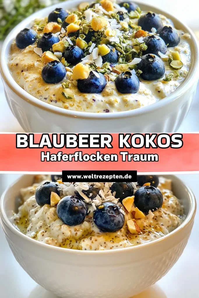 Entdecke unser einfaches und leckeres Blaubeer-Kokos-Haferflocken Rezept für ein gesundes Frühstück! Diese veganen Haferflocken mit Blaubeeren und cremigem Kokosjoghurt sind perfekt für stressfreie Morgen. Bereite sie über Nacht vor und starte frisch und energiegeladen in den Tag. Ideal für alle, die gesunde Frühstücksrezepte lieben. Probiere es aus und lass dich begeistern! #BlaubeerKokosHaferflocken #ÜbernachtHaferflockenRezept #GesundeFrühstücksrezepte #VeganeHaferflocken