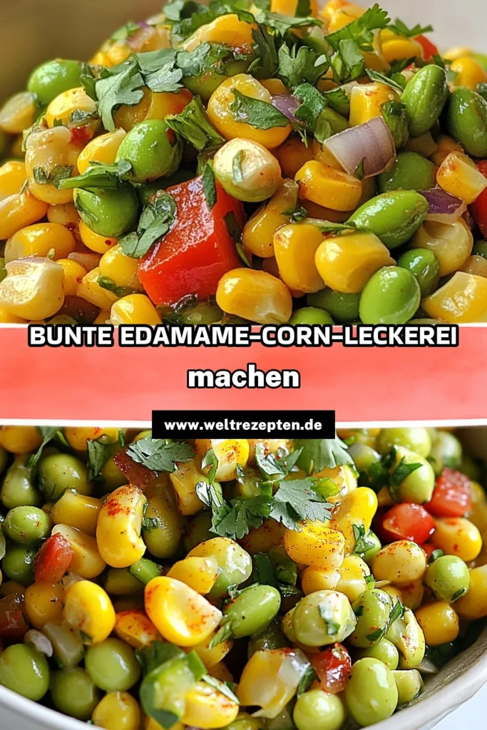 Entdecken Sie unser köstliches Edamame-Corn-Succotash, das perfekt für gesunde Beilagen Rezepte geeignet ist! Dieses einfache Edamame Rezept kombiniert gebratene Edamame mit süßem Mais und buntem Gemüse zu einem herzhaften, vegetarischen Maisgericht. Ideal für glutenfreies Succotash Rezept. Genießen Sie eine Geschmacksexplosion und bringen Sie Farbe auf Ihren Teller! Jetzt nachkochen und speichern! #EdamameCorn #vegetarischeRezepte #gesundesEssen #glutenfrei