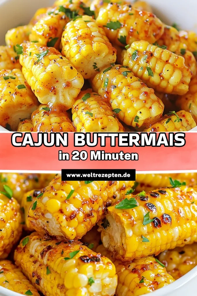Entdecke unser leckeres Rezept für Cajun Knoblauch Butter Mais! Diese köstliche Beilage fürs Grillen kombiniert zarte Maiskolben mit einer aromatischen Knoblauch Butter und Cajun Gewürzen. Perfekt für jede Grillparty! Bereite dieses einfache Maiskolben Rezept in nur 20 Minuten zu und beeindrucke deine Gäste! Speichere dieses Rezept für deine nächste Grillaktion! #CajunKnoblauchButterMais #MaiskolbenRezept #KnoblauchButterRezept #CajunGewürzeVerwenden
