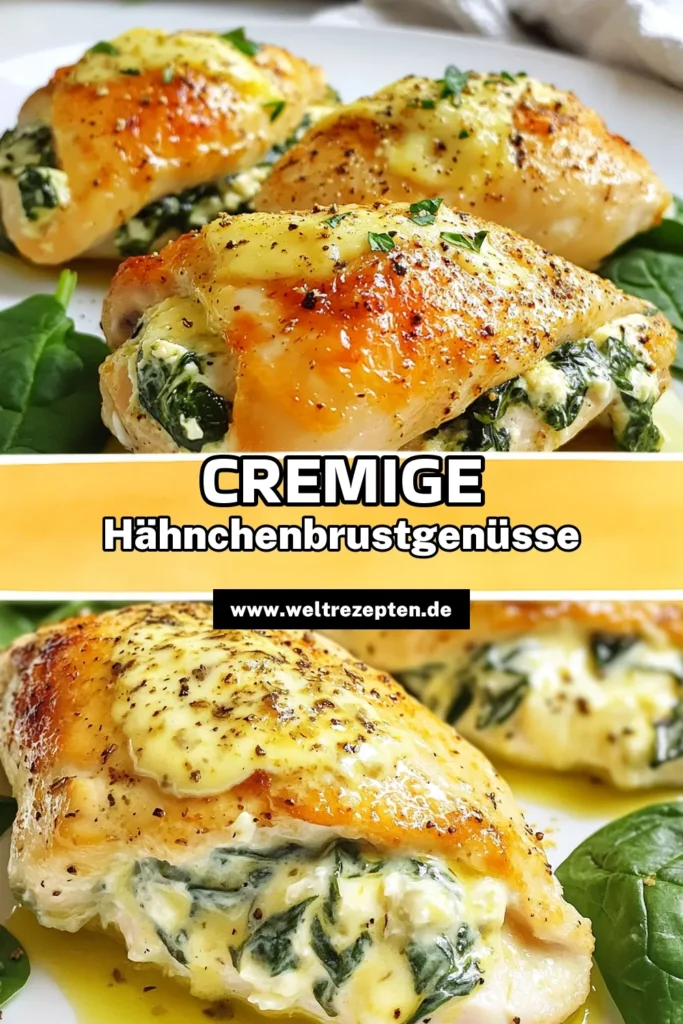 Entdecken Sie unser köstliches Rezept für cremige Spinat gefüllte Hähnchenbrust! Diese Knoblauch Hähnchenbrust Rezept kombiniert zarten Hähnchenbrust mit einer reichhaltigen Füllung aus Frischkäse und Spinat. Perfekt für gesunde Hähnchenrezepte, die Ihre Familie begeistern werden! Bereiten Sie diese gefüllte Hähnchenbrust mit Frischkäse einfach zu und genießen Sie ein leckeres Abendessen. Jetzt nachkochen und speichern! #Hähnchenrezepte #gesundessen #LeckeresEssen #SpinatKäseHähnchen