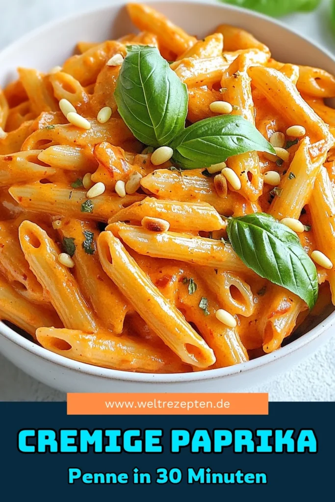 Entdecken Sie das köstliche Rezept für cremige Paprika Penne! Diese einfache Pasta mit gerösteter Paprika Sauce ist das ideale vegetarische Pasta Gericht für alle, die schnell und einfach kochen möchten. Perfekt für jeden Anlass! Mit unserem Penne Nudeln Rezept zaubern Sie ein Gericht, das alle begeistert. Speichern Sie es für später und probieren Sie es aus! #PastaRezepte #VegetarischesEssen #CremigePasta #PenneNudeln