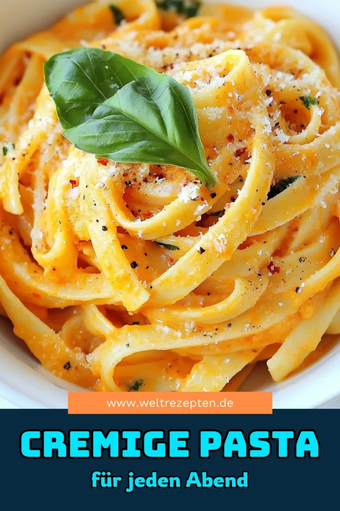 Entdecke dieses köstliche Pasta Rezept für cremige Pasta mit gerösteten roten Paprika! Diese schnelle Pasta Gericht ist perfekt für Vegetarier und verbindet sahnige Aromen mit dem intensiven Geschmack von gerösteten Paprika. Verblüffe deine Familie oder Freunde mit dieser einfachen und schnellen Zubereitung. Speichere das Rezept und koche noch heute! #CremigePasta #GerösteteRotePaprika #SchnellePastaGerichte #VegetarischePasta