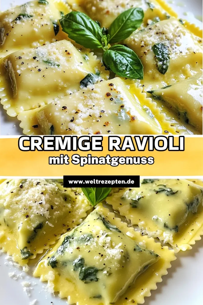 Entdecken Sie unser einfaches Rezept für cremige Spinat-Ricotta-Ravioli, die Ihren Gaumen verwöhnen werden. Diese hausgemachten Ravioli mit einer köstlichen einfachen Pasta-Füllung sind perfekt für jede Gelegenheit. Genießen Sie die italienische Ravioli Zubereitung, die einfach gelingt, und verfeinern Sie sie mit einer sahnigen Sauce. Lassen Sie sich inspirieren und probieren Sie dieses Rezept aus. Speichern Sie es für Ihre nächste Einladung! #Ravioli #PastaRezept #Hausgemacht #Italienisch
