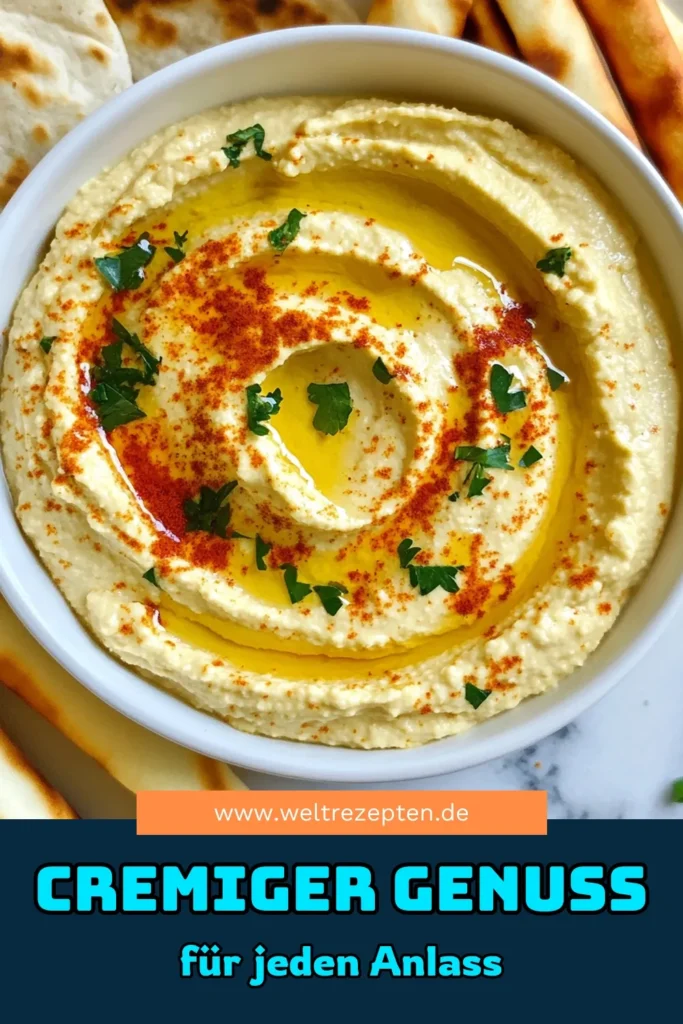 Entdecken Sie unser Rezept für cremigen Knoblauch-Hummus, der mit geröstetem Knoblauch zubereitet wird! Dieses vegane Hummus mit Kichererbsen ist perfekt für gesunde Snacks oder Partys. Lernen Sie, wie Sie Tahini Hummus selber machen und genießen Sie die köstliche Kombination von Zutaten in nur 50 Minuten. Holen Sie sich das Rezept und machen Sie Ihren nächsten Snack zu einem Genuss! #CremigerKnoblauchHummus #VeganesHummus #GesundeSnacks #HummusRezept