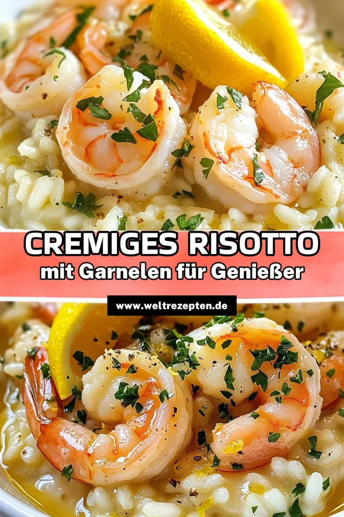 Entdecke das cremige Zitronen-Knoblauch-Risotto mit Garnelen, ein köstliches Arborio-Reis Rezept, das deinen Gaumen verführt. Dieses italienische Knoblauch-Risotto vereint die Aromen von frischer Zitrone und zarten Garnelen. Perfekt für besondere Anlässe oder ein einfaches Abendessen. Lass dich von unseren garnierten Risotto Ideen inspirieren und speichere das Rezept für deine nächsten Kochabenteuer! #RisottoMitGarnelen #CremigesRisotto #ItalienischeKüche #ArborioReisRezept