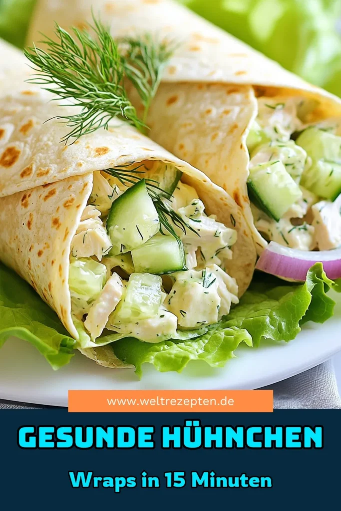 Entdecke das köstliche Rezept für Griechische Joghurt-Hühnchen-Wraps! Diese gesunden Wraps mit Joghurt sind perfekt für eine sättigende Mahlzeit. Mit einfachen Zutaten für Wraps zubereitet, bietet dieses Hühnchen-Salat-Rezept eine proteinreiche und erfrischende Option. Bereite sie in nur 15 Minuten zu und genieße gesunde Ernährung! Probiere es jetzt aus und teile deine Kreation! #HühnchenSalatRezept #GesundeWraps #EinfacheZutatenFürWraps #ProteinreicherSalatWrap