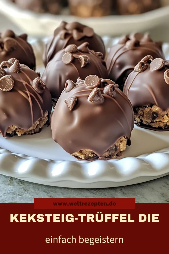 Entdecken Sie unser köstliches Rezept für Schokoladenstückchen Trüffel! Diese einfachen Kekse Trüffel sind aus hausgemachtem Keksteig gemacht und eine wahre Gaumenfreude. Lernen Sie, wie man Schokoladen Trüffel selber machen kann, mit diesem einfachen Keksteig Dessert Rezept. Perfekt für jede Gelegenheit! Nutzen Sie unser Rezept, um beeindruckende Desserts zu kreieren. Jetzt ausprobieren und genießen! #Keksteig #Trüffel #Schokolade #Dessert
