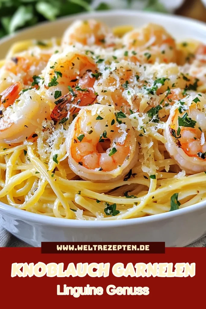Entdecken Sie unser einfaches Knoblauch Garnelen Rezept mit Linguine! Dieses köstliche Garnelen Pasta Gericht kombiniert saftige Garnelen mit aromatischem Knoblauch für ein perfektes italienisches Pasta mit Knoblauch Erlebnis. Ideal für ein schnelles Abendessen, wird diese einfache Garnelen Pasta garantiert zum Favoriten! Probieren Sie es aus und lassen Sie sich inspirieren! #GarnelenPasta #ItalienischeKüche #PastaLiebhaber #GarnelenScampi