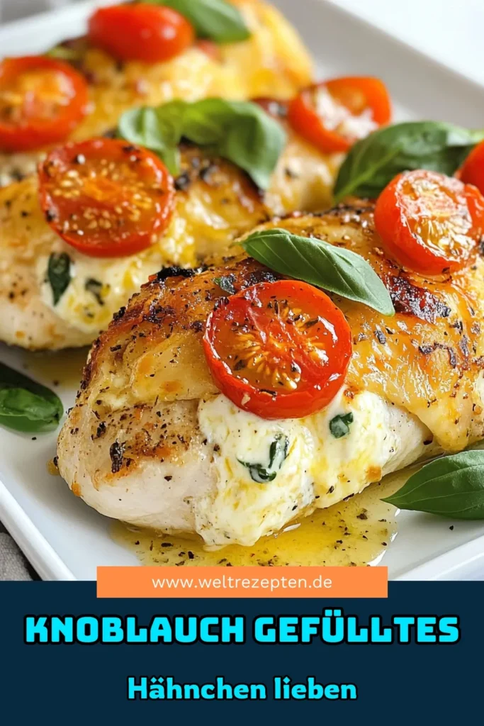 Entdecken Sie unser köstliches Rezept für Knoblauch gefülltes Hähnchen! Diese delikate Frischkäse Hähnchen Rezept kombiniert saftige Hähnchenbrust mit Spinat und würzigem Knoblauch zu einem unvergesslichen Geschmackserlebnis. Perfekt für das Abendessen, lässt sich dieses gefüllte Hähnchen Rezept einfach zubereiten. Probieren Sie es jetzt aus und begeistern Sie Ihre Familie! #Hähnchenrezepte #Frischkäse #Knoblauch #EinfacheRezepte