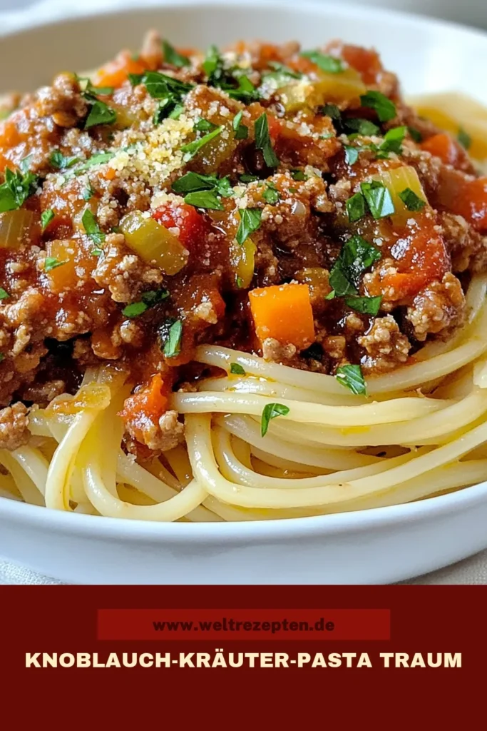 Entdecke das einfache Rezept für Putenhackfleisch Bolognese mit einer köstlichen Knoblauch Kräuter Soße. Diese gesunde Pasta Bolognese ist perfekt für ein schnelles Abendessen und bringt italienische Küche mit Pute direkt zu dir nach Hause. Erlebe den vollen Geschmack in nur 45 Minuten. Probiere es aus und bring deine Familie zum Staunen! Speichere dieses einfache Bolognese Rezept für später! #PastaLover #GesundeRezepte #Bolognese #ItalienischeKüche
