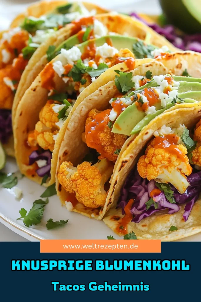 Entdecken Sie die köstlichen Buffalo Blumenkohl Tacos! Dieses vegane Tacos Rezept vereint knusprigen Blumenkohl mit einer würzigen pflanzlichen Buffalo-Sauce und frischen Zutaten. Perfekt für gesunde Taco Ideen, die sowohl lecker als auch nahrhaft sind. Bereiten Sie diese einfachen Tacos schnell zu und genießen Sie ein geschmackvolles Gericht! Speichern Sie dieses Rezept für später! #BuffaloBlumenkohlTacos #VeganeTacosRezept #GesundeTacoIdeen #KnusprigerBlumenkohl