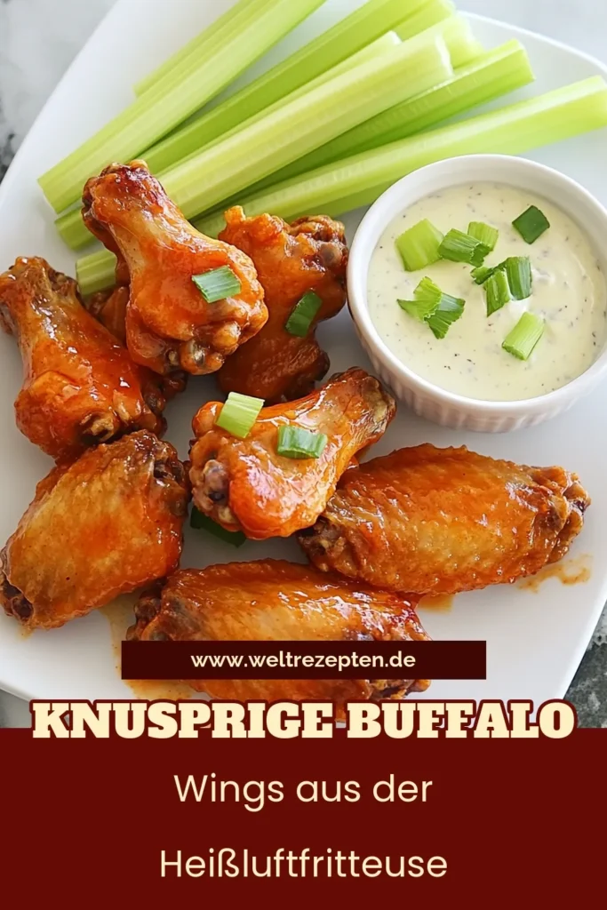 Entdecke, wie du knusprige Hähnchenflügel Rezept in deiner Heißluftfritteuse zubereitest! Unsere Heißluftfritteuse Buffalo Wings sind einfach zuzubereiten und perfekt für jedes Fest. Lerne, wie du Buffalo Wings selber machen kannst und verwöhne deine Gäste mit diesem würzigen Hähnchenflügel Rezept. Probiere es aus und teile dein Ergebnis! #HeißluftfritteuseBuffaloWings #BuffaloWingsSelberMachen #EinfacheAirFryerRezepte #HähnchenflügelRezept