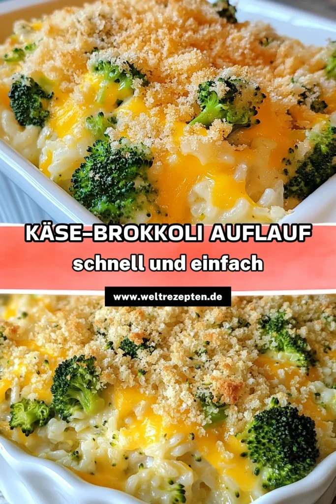 Entdecken Sie unseren köstlichen Käse-Brokkoli-Reis Auflauf, ein perfektes Rezept für ein schnelles und gesundes Abendessen! Dieses einfache Auflauf mit Brokkoli und Reis kombiniert zartes Gemüse mit cremigem Cheddar-Käse für ein geschmackvolles Erlebnis. Ideal für die ganze Familie, probieren Sie dieses Cheddar-Käse Auflauf Rezept und bringen Sie Abwechslung auf den Tisch. Speichern Sie die Idee für gesunde Auflauf Rezepte. #KäseBrokkoliReisAuflauf #AuflaufMitBrokkoliUndReis #CheddarKäseAuflaufRezept #EinfacheAuflaufIdeen