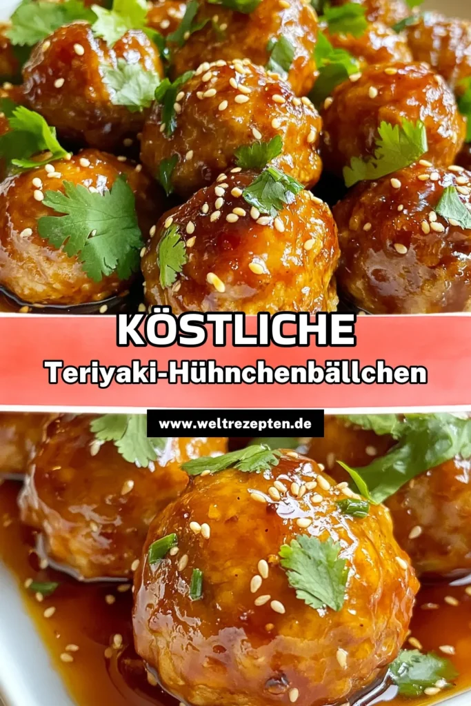 Entdecke das köstliche Teriyaki Hühnchen Rezept mit einfachen Hühnchenfleischbällchen! Diese gesunden Fleischbällchen Rezept ist perfekt für eine schnelle Mahlzeit. Lerne, wie du köstliche Fleischbällchen mit Sojasauce zubereitest und die Teriyaki Sauce selber machen kannst. Eine genussvolle Kombination, die alle lieben werden. Probiere es jetzt aus und teile deine Kreationen! #TeriyakiHühnchen #Fleischbällchen #Rezeptideen #Essenliebe