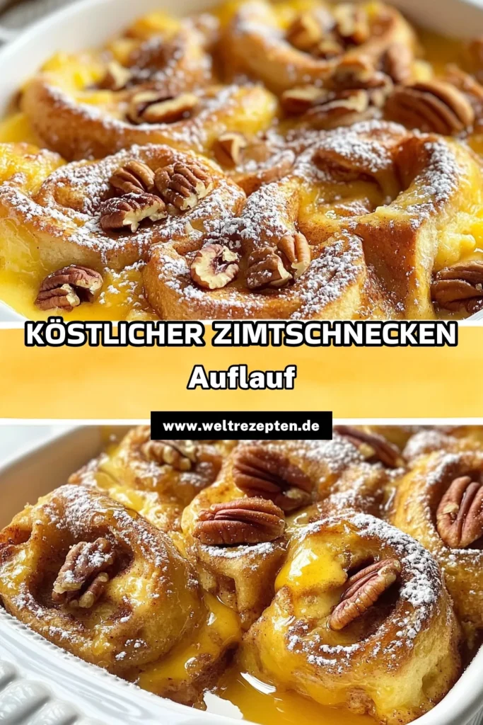 Entdecken Sie den köstlichen Zimtschnecken Auflauf! Dieses French Toast Rezept kombiniert die Aromen von frisch gebackenen Zimtschnecken mit einem himmlischen Frühstück Auflauf. Perfekt für ein Zimtschnecken Frühstück oder als selbstgemachtes Ahornsirup Dessert. Bereiten Sie diesen einfachen Auflauf für das Wochenende vor und genießen Sie ein unvergessliches Frühstück mit der ganzen Familie. Jetzt ausprobieren und speichern! #Zimtschnecken #FrühstückAuflauf #Dessert #FrenchToastRezept