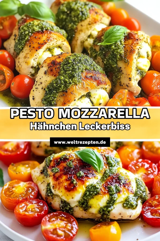 Entdecken Sie dieses köstliche Pesto Hähnchen Rezept mit gefülltem Hähnchen mit Mozzarella und saftigen Kirschtomaten! Perfekt für ein italienisches Hähnchen Rezept, das einfach zubereitet werden kann. Diese Hähnchenbrust mit Pesto ist nicht nur lecker, sondern auch eine gesunde Wahl für Ihre Familie. Probieren Sie es aus und beeindrucken Sie Ihre Gäste! Teilen und speichern Sie das Rezept! #PestoHähnchenRezept #GefülltesHähnchenmitMozzarella #HähnchenbrustmitPesto #ItalienischesHähnchenRezept