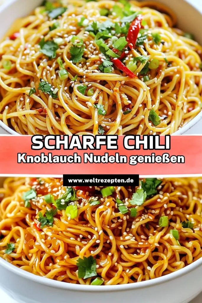 Entdecke das köstliche Rezept für Chili Knoblauch Nudeln! Diese scharfen Eiernudeln sind einfach zuzubereiten und bringen asiatische Nudelgerichte auf ein neues Level. Mit der perfekten Kombination aus Knoblauch und Chili sind diese einfachen Chilinudeln ein wahres Geschmackserlebnis. Probiere es aus und lass dich von den Aromen verwöhnen! Speichere das Rezept für deine nächste Kochsession! #ChiliKnoblauchNudeln #EiernudelnRezept #scharfeNudeln #asiatischeNudelgerichte