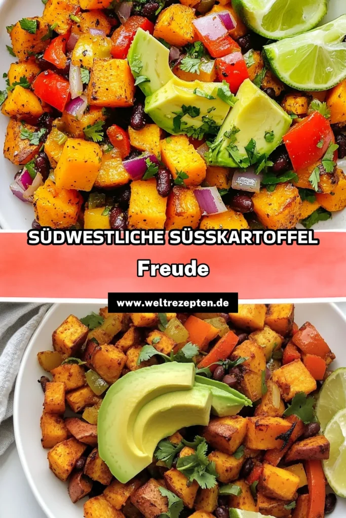 Entdecke die köstliche Süßkartoffel Pfanne, ein einfaches und gesundes Rezept aus der Tex-Mex Küche! Dieses vegetarische Süßkartoffelrezept vereint gesunde Zutaten wie Süßkartoffeln, schwarze Bohnen und Paprika zu einem schnellen Abendessen. Perfekt für alle, die einfache Süßkartoffelgerichte lieben. Probiere es noch heute aus und lass dich inspirieren! #SüßkartoffelPfanne #vegetarischeSüßkartoffelrezepte #gesundeTexMexKüche #schnelleAbendessenIdeen