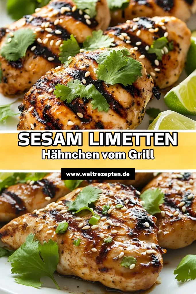 Entdecke das köstliche Sesam-Limetten Grillhähnchen! Dieses gesunde Grillhähnchen wird mit einer einfachen Marinade aus Sesamöl, Sojasauce und frischem Limettensaft zubereitet. Perfekt für alle, die asiatische Grillrezepte lieben. Lass deine Hähnchenbrust marinieren und genieße zarte, saftige Stücke vom Grill. Du wirst begeistert sein! Probiere dieses einfache Grillrezept aus und teile deine Ergebnisse! #Grillen #Hähnchen #Rezept #GesundEssen