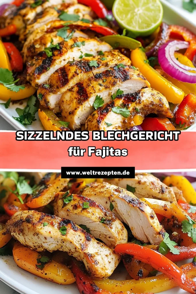 Entdecke unser einfaches Hähnchen Fajitas Rezept mit Sizzling Sheet Pan Fajitas! Perfekt für eine schnelle Familienmahlzeit, ist dieses gesunde Backblech Gericht vollgepackt mit Geschmack und buntem Gemüse. In nur 40 Minuten zauberst du ein leckeres Fajita Hähnchen, das die ganze Familie lieben wird. Probiere es aus und teile deine Kreation! #HähnchenFajitas #FajitaRezept #GesundeRezepte #SchnelleFamilienrezepte