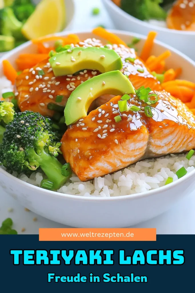 Entdecke dieses köstliche Teriyaki-Lachs Rezept mit Jasminreis! Diese gesunden Reis-Schalen sind perfekt für schnelles und einfaches Kochen. Genieße Lachs mit Gemüse wie Brokkoli und Karotten für eine nahrhafte Mahlzeit. Du wirst lieben, wie einfach es ist, dein eigenes Teriyaki-Lachs zu zaubern. Probiere es aus und teile deine Kreation! #TeriyakiLachs #JasminreisRezept #GesundeReisSchalen #SchnellUndEinfachKochen